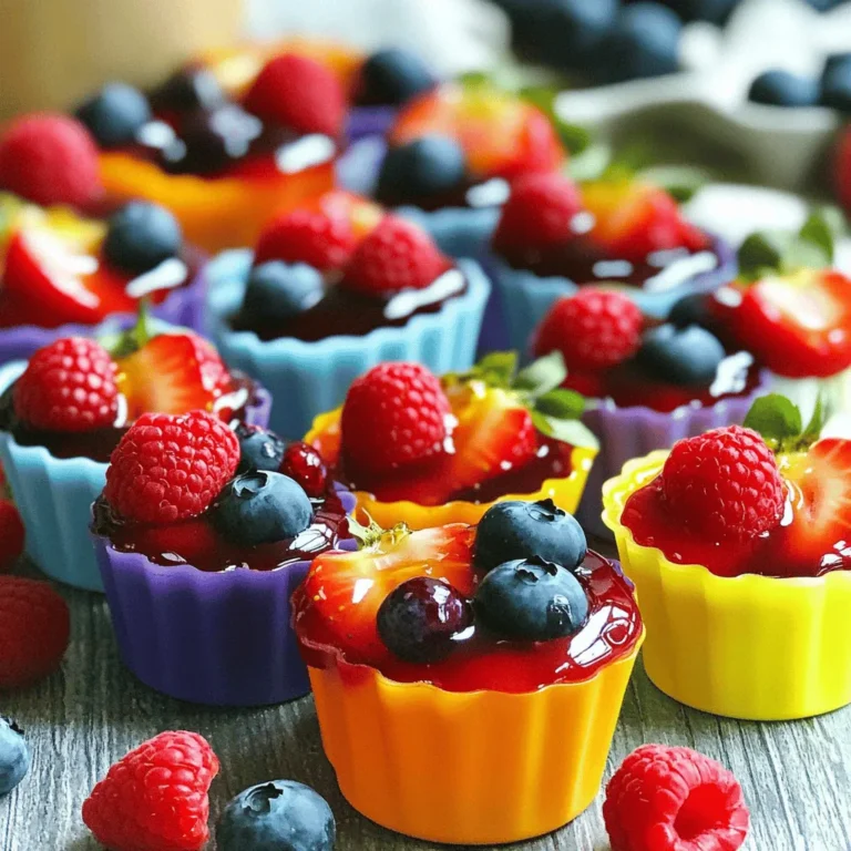 For the best flavor, I love using a mix of strawberries, blueberries, and raspberries. These berries taste great together. You can use fresh or frozen berries. If you use frozen, just let them thaw a bit. Sweetness is key, so I often add honey or maple syrup. Adjust this based on how sweet you want your snacks. Fresh lemon juice adds brightness and balances the sweetness. It truly makes a difference! Gelatin gives a nice chewy texture to your snacks. It comes from animal sources. If you prefer a plant-based option, try agar-agar. This vegan substitute works well but needs a bit more heat. Both options can create yummy fruit snacks, so choose what fits your diet. To make your snacks pop, you can use spices. A touch of cinnamon or a splash of vanilla extract can add depth. Feel free to mix in other fruits too! Mango or banana adds a tropical twist. These additions make your fruit snacks unique and fun. For the full recipe, check out the Chewy Berry Bliss Fruit Snacks! Start by washing fresh berries. Rinse them under cool water. This helps remove dirt and germs. If you use frozen berries, let them thaw. Leave them at room temperature for about 10 minutes. This makes them easier to mash. To mash the berries, you can use a fork or a potato masher. Aim for an even consistency. This helps blend flavors well in the next steps. If you like some texture, leave a few small chunks. Now, combine the mashed berries with other ingredients. Place them in a medium saucepan. Add honey or maple syrup, lemon juice, and a pinch of sea salt. Stir gently to mix everything well. Set the heat to medium. Cook while stirring often for 5-7 minutes. You want the berries to soften and release their juices. When you see bubbles forming, it’s almost ready for pureeing. Blooming the gelatin is key for the right texture. In a small bowl, mix gelatin with cold water. Let it sit for a few minutes. This allows the gelatin to absorb water and swell. Once the berry mixture is smooth, add the bloomed gelatin. Stir until it fully dissolves. If you use agar-agar, return the mixture to low heat. Simmer for 2-3 minutes, stirring all the time. This activates its gelling properties. For the full recipe, check out the Chewy Berry Bliss Fruit Snacks section! To get the right texture, start with smooth purees. Blend the berries until they are completely smooth. If you want some texture, mash the berries instead of blending. This gives a chunkier feel. Avoid overcooking the mixture, as it can become too thick. Keep an eye on the heat and stir often. This helps to prevent burning and sticking. Serving your fruit snacks in fun ways adds joy! Use bright molds to create fun shapes, like stars or hearts. You can also cut them into squares for easy sharing. Try placing the snacks on a colorful platter. Garnish with whole berries or coconut flakes for a nice touch. These small details make your snacks look more inviting. You can change the sweetness to fit your taste. If you prefer sweeter snacks, add more honey or syrup. For less sweetness, cut back on these ingredients. You can also use other natural sweeteners like agave. If you need a vegan option or avoid gelatin, use agar-agar instead. This keeps the snacks firm without animal products. {{image_4}} You can mix berries with tropical fruits for a fun twist. Try adding mango or pineapple to your berry mix. This combo gives a bright and fresh taste. Citrus flavors, like orange or lime, also work great. They add a zesty kick that brightens your fruit snacks. For a sugar-free option, use stevia or monk fruit in place of honey. This keeps the snacks sweet without added sugar. If you want low-calorie snacks, use less fruit or choose berries with lower sugar. For vegans, use agar-agar instead of gelatin. It sets just as well and makes a tasty treat. You can use the same recipe to make fruit leather or jerky. Just spread the mixture thinly and dehydrate it. This creates a chewy snack perfect for on-the-go. If you want a fun shape, use gummy bear molds. Kids love these, and they are easy to eat! To keep your homemade fruit snacks fresh, use airtight containers. These containers prevent air from spoiling your snacks. You can also use freezer bags for longer storage. Make sure to squeeze out excess air before sealing. For the best taste, refrigerate your snacks right after they set. If you plan to freeze them, wait until they are completely cool. In the refrigerator, your fruit snacks will stay fresh for about one week. If you freeze them, they can last up to three months. When you are ready to eat, thaw them in the fridge overnight. This keeps their texture nice and firm. Avoid using a microwave to thaw, as this may change their shape. Look for changes in color or smell to know if your fruit snacks have gone bad. If they become sticky or slimy, it’s time to toss them out. Proper storage is key to keeping your snacks tasty and safe. Always check for these signs to ensure you enjoy every bite! Homemade fruit snacks are chewy treats made from real fruit. They are simple and fun to make. Unlike store-bought snacks, these have no added colors or flavors. You get pure fruit goodness in every bite. They are healthy and packed with vitamins. Plus, you can control the sweetness. This means you can enjoy a tasty snack without guilt. Yes, you can swap out fruits easily. Try using mango, peaches, or even apples. Each fruit brings its own unique flavor. Mixing fruits like strawberries and blueberries can create a delightful taste. You can also choose frozen or fresh fruits based on what you have. This flexibility makes the recipe fun and personal. These fruit snacks last about one week in the fridge. Store them in an airtight container to keep them fresh. You can also freeze them for longer storage. When frozen, they can last up to three months. Just remember to thaw them in the fridge before eating. This helps keep their flavor and texture. Yes, adding vegetables can boost nutrition. Carrots or spinach can mix well with fruits. They can add extra vitamins without changing the taste much. Just blend them smoothly into the fruit mixture. This is a great way to sneak in more veggies for kids or picky eaters. It makes your snacks not only tasty but also healthy. Homemade fruit snacks can be fun and simple to make. We covered ingredients like fresh berries, gelatin options, and tasty flavor boosters. The step-by-step guide taught you how to prepare the mixture and ensure the right texture. You can personalize recipes to meet your taste and dietary needs. In the end, these snacks are not only easy to store but also a great way to enjoy fruits. You can experiment with flavors, textures, and presentations. Enjoy your snack-making journey!