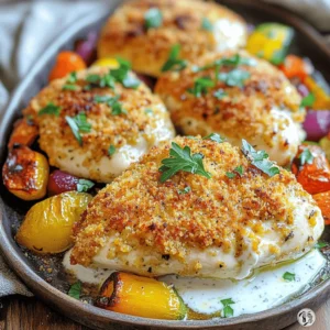 - 4 boneless, skinless chicken breasts - 1/4 cup plain Greek yogurt - 1/4 cup mayonnaise - 2 tablespoons Dijon mustard - 1 teaspoon garlic powder - 1 teaspoon onion powder - 1/2 teaspoon smoked paprika - Salt and pepper to taste - 1/4 cup grated Parmesan cheese - 1/4 cup breadcrumbs (panko or regular) - Fresh parsley, chopped (for garnish) The quality of your ingredients is key for great taste. Use fresh, organic chicken when you can. Fresh chicken breasts will be more tender and juicy. The Greek yogurt and mayonnaise make the chicken creamy. These ingredients add moisture and flavor. Use high-quality Dijon mustard for a nice tang. Fresh herbs can also enhance your dish. You can add extra flavors to your chicken. Try adding a squeeze of lemon juice for brightness. A pinch of cayenne pepper can bring heat. You can also use fresh herbs like thyme or rosemary. These can change the flavor profile and keep things exciting. Consider adding some sautéed mushrooms or spinach for extra texture and taste. First, preheat your oven to 375°F (190°C). This step is key for cooking chicken perfectly. While the oven warms up, let’s make the creamy marinade. In a medium bowl, mix together: - 1/4 cup plain Greek yogurt - 1/4 cup mayonnaise - 2 tablespoons Dijon mustard - 1 teaspoon garlic powder - 1 teaspoon onion powder - 1/2 teaspoon smoked paprika - Salt and pepper to taste Whisk these ingredients until smooth. This creamy mix will add rich flavor to your chicken. Now, take each chicken breast and coat it with the creamy marinade. Use your hands or a spatula to cover every side well. This ensures that the chicken absorbs all the flavors. Let the chicken sit in the marinade for at least 30 minutes. This marination time is crucial. It allows the flavors to seep into the chicken, making it tender and juicy. Next, arrange the coated chicken breasts in a greased baking dish. Space them out to allow even cooking. Cover the dish loosely with aluminum foil. This helps keep the chicken moist during the first part of the baking. Bake in your preheated oven for 25 minutes. After 25 minutes, carefully take off the foil. Bake for another 10-15 minutes. You want the chicken tops to turn golden brown and crispy. Always use a meat thermometer to check that the chicken reaches 165°F (74°C). This ensures it is safe to eat. Once the chicken is done, let it rest for 5 minutes before serving. This resting period helps the juices settle and keeps the chicken juicy. For the full recipe, check the details above. Enjoy your melt-in-your-mouth chicken! To get that melt-in-your-mouth chicken, focus on a few key methods. First, use a marinade made from Greek yogurt and mayonnaise. This mix keeps the chicken moist and tender. Second, bake it at 375°F (190°C) for the right amount of time. This temperature cooks the chicken evenly without drying it out. After baking, let it rest for five minutes. Resting lets the juices settle, which keeps the chicken juicy and flavorful. You can easily adjust the spices to fit your taste. For a bit more heat, add a pinch of cayenne pepper. If you love fresh herbs, toss in some chopped rosemary or thyme. These herbs add a nice pop of flavor. You can also swap the Dijon mustard for whole grain mustard. This small change gives your chicken a unique taste. Feel free to get creative with your spices and herbs. The more you experiment, the more you'll find your perfect blend! {{image_4}} You can cook Melt In Your Mouth Chicken Breasts in many ways. Grilling adds a smoky taste, while pan-searing gives a nice crust. You can also use a slow cooker for juicy chicken with little effort. Adjust the cooking time based on your method: - Grilling: Cook on medium heat for 6-8 minutes on each side. - Pan-searing: Cook in a skillet for 5-7 minutes on each side. - Slow cooking: Set on low for 4-6 hours or high for 2-3 hours. Feel free to adapt this recipe for different appliances. An air fryer can also work. Cook at 375°F (190°C) for about 15-20 minutes. Marinades change the flavor of your chicken. You can try different ones for variety. For a citrus twist, use lemon juice and zest. For a spicy kick, add hot sauce or chili powder. Here are some ideas: - Citrus Marinade: Mix lemon juice, lime juice, and a bit of honey. - Spicy Marinade: Combine hot sauce, garlic, and a dash of cumin. You can also add toppings to reflect various cuisines. Try these options: - Italian: Top with fresh basil and mozzarella cheese. - Mexican: Add avocado slices and pico de gallo. - Asian: Use sesame seeds and green onions for a fresh finish. Each variation keeps your chicken interesting and delicious. Explore these flavors to make your dish unique. Don't forget to check out the Full Recipe for more ideas! To keep leftover chicken fresh, store it in an airtight container. Place it in your fridge. It should last up to four days. If you want to keep it longer, freeze it. Wrap the chicken tightly in plastic wrap, then place it in a freezer bag. This helps prevent freezer burn. When reheating, use a microwave or oven. If using a microwave, cover the chicken with a damp paper towel. This keeps it moist. For the oven, heat at 350°F (175°C) until warm. This helps maintain its tender texture. Cooked chicken stays fresh in the fridge for about three to four days. In the freezer, it lasts about four months. After that, the quality may drop. Watch for signs of spoilage. Check for a change in color or smell. If the chicken feels slimy or has an off odor, toss it. Trust your senses; they often tell you if food is bad. To keep chicken breasts juicy, use a few key techniques. First, marinate the chicken in a creamy mixture, like the one in the full recipe. This adds moisture and flavor. Second, avoid overcooking. Bake it at 375°F (190°C) and use a meat thermometer. Aim for an internal temperature of 165°F (74°C). Lastly, let the chicken rest for a few minutes after baking. This helps the juices stay inside when you cut into it. Yes, you can use skin-on chicken for this recipe. The skin adds extra flavor and keeps the meat moist. However, you may need to adjust the cooking time. Skin-on chicken takes longer to cook than skinless. Make sure to check the internal temperature to ensure it is fully cooked. The skin will crisp up nicely if you follow the baking instructions. To know when your chicken is done, use a meat thermometer. Insert it into the thickest part of the breast. It should read 165°F (74°C). If you don’t have a thermometer, look for clear juices when you cut into the chicken. If the juices run clear and the meat is no longer pink, it is done. Always trust the thermometer for the best results. Melt-in-your-mouth chicken breasts start with good ingredients and careful cooking. You learned about key components like the marinade, cooking methods, and how long to bake. Also, tips for flavor and texture made this recipe special. Remember to explore variations and store leftovers properly. Perfect chicken is within your reach. The flavors and textures will impress you and anyone you serve. Enjoy making this dish, and feel free to get creative with it!