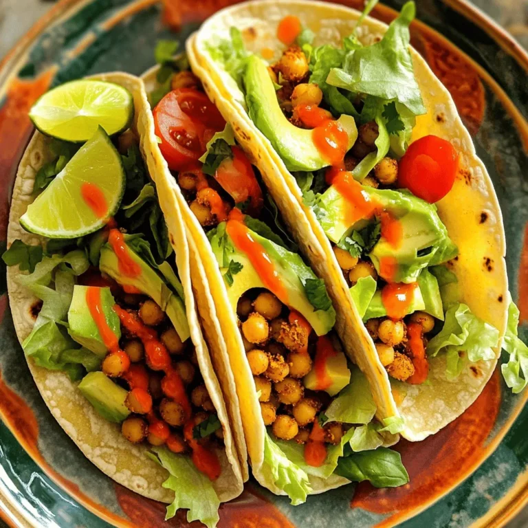 - 1 can (15 oz) chickpeas, drained and rinsed - 1 tablespoon olive oil - 1 teaspoon ground cumin - 1 teaspoon smoked paprika - 1/2 teaspoon chili powder - Salt and pepper, to taste - 6 small corn tortillas - 1 ripe avocado, sliced - 1 cup shredded lettuce - 1 medium tomato, diced - Hot sauce, to taste (optional) These ingredients are simple and cheap. You can find them in most grocery stores. Chickpeas are great for protein and fiber. Avocados add healthy fats, while spices bring flavor. - Chickpeas: $1.00 - Olive oil: $0.25 - Ground cumin: $0.10 - Smoked paprika: $0.10 - Chili powder: $0.05 - Corn tortillas: $1.50 - Avocado: $1.00 - Shredded lettuce: $0.50 - Tomato: $0.50 - Hot sauce: $0.25 Total estimated cost: around $5.25 for 2-3 servings. This meal is budget-friendly and filling. These tacos are not just cheap; they are also healthy. Each serving has approximately: - Calories: 350 - Protein: 12g - Carbohydrates: 40g - Fiber: 10g - Fat: 15g These numbers may vary based on the size of the avocado and tortillas you use. Overall, this meal gives you good nutrition while keeping costs low. Enjoy making this tasty recipe! [Full Recipe] First, you'll want to heat a skillet over medium heat. Add 1 tablespoon of olive oil. Wait until the oil shimmers. Then, take 1 can of chickpeas, drained and rinsed. Carefully add the chickpeas to the skillet. Sprinkle 1 teaspoon of ground cumin, 1 teaspoon of smoked paprika, and 1/2 teaspoon of chili powder over them. Don’t forget salt and pepper to taste. Stir well to coat each chickpea in the spices. Cook the chickpeas for about 5 to 7 minutes. Stir occasionally until they are slightly crispy and fragrant. This step makes your tacos pop with flavor. While the chickpeas cook, grab another skillet. Heat it on low to medium heat. Place the corn tortillas in the skillet. Warm each tortilla for about 30 seconds on each side. You want them soft and pliable, not crispy. This makes them easy to fold later. Keep an eye on them so they don’t burn. Once they are warm, set them aside on a plate. Now comes the fun part! Take one warm tortilla and place it on your plate. Add a generous scoop of the spicy chickpeas in the center. Next, add a few slices of ripe avocado. Then, a handful of shredded lettuce goes on top. Finish with some diced tomato. If you like heat, drizzle hot sauce over the top. Carefully fold the tortilla in half. Now, enjoy your delicious taco! For a nice touch, serve with lime wedges and fresh cilantro for garnish. Check out the Full Recipe for more details! To save money on groceries, start with a list. Stick to it while shopping. Buy in bulk when possible. This often cuts costs. Look for store brands, as they are usually cheaper. Check for sales and coupons. Use apps to track weekly deals. Avoid shopping when hungry. It helps you to resist extra items. Try to buy seasonal fruits and veggies. They cost less and taste better. Flavor is key, even on a budget. Use spices you already have. For instance, cumin, paprika, and chili powder bring great taste. A simple dash of salt and pepper can brighten any dish. You can also add garlic or onion for more depth. If you have vinegar or citrus, use them to add tang. They can change a meal from bland to bold. If you want to cook for more people, it’s easy to scale up. Just double or triple the ingredients. For the Budget-Friendly Spicy Chickpea Tacos, this means using more chickpeas and tortillas. Increase spices equally for flavor balance. Make sure your cooking time stays the same, as it won’t change much. Plan ahead and prepare larger batches. This way, you can enjoy meals without stress. {{image_4}} These spicy chickpea tacos are already vegan. You can keep them plant-based by using fresh veggies. Try diced bell peppers, corn, or black beans. Adding these ingredients boosts flavor and nutrients. You can also swap in different beans like pinto or kidney. They all work great! If you need gluten-free options, use corn tortillas. They are usually safe and tasty. You can also try lettuce wraps instead of tortillas. They add a fresh crunch. If you want, make your own tortillas from gluten-free flour. This way, you control the ingredients. Toppings can change the game for your tacos. Here are some great ideas to enhance flavors: - Crumbled feta or vegan cheese - Fresh cilantro or parsley - Pickled onions for tang - Pineapple salsa for sweetness - Jalapeños for extra heat Feel free to mix and match toppings. Each adds a unique twist to your taco experience. For more ideas, check out the Full Recipe. To keep your leftover tacos fresh, wrap them tightly in foil or plastic wrap. You can also place them in an airtight container. Store them in the fridge. They will stay good for up to three days. If you want to save them longer, freezing is a great option. When you're ready to eat, you can reheat your tacos easily. If you use a microwave, put the tacos on a plate and cover them with a damp paper towel. Heat them for about 30-60 seconds until warm. If you prefer a crispier taco, heat a skillet over medium heat and warm the tacos for 2-3 minutes, turning them to heat evenly. To freeze your tacos, don't add the fresh toppings like avocado or lettuce. Freeze the spiced chickpeas and tortillas separately. Place them in freezer-safe bags or containers. When you're ready to enjoy, thaw them overnight in the fridge. Reheat as mentioned above. This way, you can have a quick meal ready when you're broke and hungry. Try this method with the Full Recipe for Budget-Friendly Spicy Chickpea Tacos for tasty results! If you don’t have chickpeas, use black beans or lentils instead. Both options are affordable and tasty. Black beans add a nice creaminess, while lentils offer a different texture. They cook quickly, too. You can follow the same recipe steps for these substitutes. To spice up your tacos, add jalapeños or a spicy salsa. You can also mix in more chili powder or cayenne pepper with the chickpeas. Another option is to use a hot sauce of your choice. Just remember to start light and add more as needed. Yes, you can make low-calorie tacos by skipping the avocado. Use lettuce leaves as taco shells instead of corn tortillas. This swap cuts calories and carbs. You can also load up on veggies like bell peppers or zucchini to add volume without many calories. For the full recipe, check out the Budget-Friendly Spicy Chickpea Tacos. This blog post offered a clear guide on making delicious tacos. We discussed affordable ingredients, their costs, and nutritional value. You learned how to prepare chickpeas, cook tortillas, and assemble your tacos. I shared tips for saving money and enhancing flavors. We also explored variations to meet different dietary needs. Finally, the storage info helps you keep leftovers fresh. Use this knowledge to create tasty tacos that fit your budget and feed your family. Enjoy experimenting with flavors and making these tacos your own!