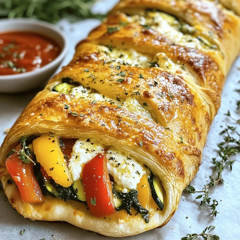 - 1 pound pizza dough - 1 cup shredded mozzarella cheese - 1/2 cup ricotta cheese - 1/2 cup cooked spinach, drained and finely chopped - 1/2 red bell pepper, thinly sliced - 1/2 cup sliced mushrooms - 1 small zucchini, thinly sliced - 1 teaspoon dried oregano - 1 teaspoon garlic powder - 1 egg, beaten (for egg wash) - Olive oil, for drizzling - Salt and pepper to taste - Marinara sauce, for serving When I make Stromboli, I love to use fresh ingredients. A good pizza dough is key. It should be soft yet firm. I often buy mine from a local store or make it at home. The mozzarella cheese melts beautifully. The ricotta adds creaminess. Add cooked spinach for a healthy touch. I always drain it well to avoid soggy dough. Thinly sliced bell peppers, mushrooms, and zucchini give a nice crunch. Oregano and garlic powder boost the flavor. They create an aroma that fills the kitchen. Beating an egg for the wash gives a golden crust. A drizzle of olive oil adds richness and helps with browning. Don't forget salt and pepper. They balance the flavors perfectly. For serving, marinara sauce is a must. It adds a tangy kick that complements the Stromboli. - Additional veggies: onions, tomatoes, or peppers - Protein options: salami, pepperoni, or cooked chicken Feel free to mix and match ingredients. You can add onions for sweetness. Tomatoes can add moisture. If you want more protein, try salami or cooked chicken. - Caloric breakdown: Approximately 350 calories per serving - Macronutrients: - Protein: 15g - Fat: 18g - Carbohydrates: 32g This meal offers a good balance of nutrients. It’s filling and satisfying. You can enjoy it without guilt, especially on busy nights. For the full recipe, check out Cheesy Veggie Stromboli. - Preheat your oven to 400°F (200°C). Line a baking sheet with parchment paper. - Lightly flour a clean surface. Roll out the pizza dough. Aim for a rectangle, about 12x14 inches. Make sure it has an even thickness. - In a medium bowl, mix shredded mozzarella, ricotta, and chopped spinach. Add thinly sliced red bell pepper, mushrooms, and zucchini. - Sprinkle in dried oregano and garlic powder. Season with salt and pepper. Stir well until all is combined. - Spread this cheesy veggie mix evenly over the rolled dough. Leave about a 1-inch border along the edges. - Start at one long side of the dough. Carefully roll it up tightly into a log shape. Tuck the edges in as you roll to keep the filling inside. - Place the rolled Stromboli seam side down on your baking sheet. - Brush the top with the beaten egg using a pastry brush. This gives a nice golden crust. Drizzle olive oil on top for extra flavor. - Use a sharp knife to make a few diagonal slits across the top. This helps steam escape while it bakes. - Bake in the preheated oven for 25-30 minutes. Look for a golden brown color and cooked dough. - After baking, take it out and let it cool for a few minutes. Slice it up and serve warm with marinara sauce on the side for dipping. To get the best Stromboli, start with the dough. If you use store-bought dough, choose a high-quality brand. This saves time and gives good results. For homemade dough, let it rest after mixing. This makes it easier to roll out. When rolling the dough, lightly flour your surface. This prevents sticking. Aim for a rectangle about 12x14 inches. Keeping an even thickness helps with baking. Seasoning is key to a tasty filling. Add salt, pepper, and spices to your mix. Dried oregano and garlic powder give great flavor. You can also try fresh herbs for a twist. Besides marinara, consider other dipping sauces. Garlic butter or ranch dressing can add fun flavors. A balsamic glaze or pesto also works well. One big mistake is overstuffing the Stromboli. Too much filling makes it hard to roll and seal. Stick to the right amount for a good roll. Another mistake is not sealing the edges properly. If the edges open, the filling spills out. To seal, pinch the edges tightly. You can also use a fork to crimp them. This keeps everything inside while baking. {{image_4}} You can make a meat lovers Stromboli by adding meats. Pepperoni and sausage work great. Simply layer your chosen meats with the cheese and veggies. Keep in mind that meats may require longer cooking times. Check the center to ensure everything cooks through. You want it hot and safe to eat. For a veggie-packed version, swap in your favorite vegetables. Use spinach, mushrooms, or bell peppers. Feel free to mix in others like onions or tomatoes. For cheese, try feta or gouda for a fun twist. This version is bright and full of flavors. You'll love the crunch and texture from the veggies. If you need a gluten-free option, switch to gluten-free pizza dough. Many stores sell ready-made gluten-free dough. You can also make your own if you prefer. Baking times may change based on the dough brand. Watch closely to prevent over-baking. Enjoy a tasty, worry-free meal with your loved ones! After enjoying your Stromboli, store leftovers in the fridge. Wrap each piece in plastic wrap. Place them in an airtight container. This keeps the flavors fresh and moist. For freezing, let the Stromboli cool completely. Then, wrap it tightly in foil. Place it in a freezer-safe bag. This helps prevent freezer burn. You can freeze Stromboli for up to three months. When you're ready to eat, reheating is important. To maintain crispness, use the oven. Preheat it to 350°F (175°C). Place the Stromboli on a baking sheet and heat for about 10-15 minutes. This keeps the crust crunchy. You can use the microwave, but it may lose its crispness. If you choose this, heat it in short bursts. Check every 30 seconds until it’s warm. Leftover Stromboli lasts about three to four days in the fridge. Make sure to check it regularly. If you see any mold or a strange smell, discard it. Signs of spoilage include a slimy texture or off smell. If it looks or smells odd, don’t eat it. Always trust your senses when it comes to food safety. Yes, you can prepare Stromboli ahead of time. To do this, follow these steps: - Assemble the Stromboli: Complete all steps up to rolling it. - Wrap it well: Use plastic wrap to cover the rolled Stromboli tightly. - Freeze or refrigerate: You can freeze it for later or refrigerate for up to 24 hours. When ready to bake, let it thaw in the fridge overnight if frozen. Then, add the egg wash and bake as directed. Stromboli pairs well with many sides. Here are some great options: - Salads: A fresh green salad adds a nice crunch. - Dipping sauces: Marinara is a classic choice. - Garlic bread: This adds extra flavor and texture. Feel free to mix and match sides to suit your taste! Yes, you can swap out cheeses in your Stromboli. Here are some ideas: - Cheddar: Adds a sharp flavor. - Provolone: Offers a nice melt and tang. - Feta: Provides a crumbly and salty option. Experiment with different cheeses to find your favorite combo! To cut and serve Stromboli, follow these tips: - Wait a few minutes: Let it cool for about 5 minutes after baking. - Use a sharp knife: This helps make clean cuts. - Slice thick pieces: Aim for about 1-inch slices for a good serving size. Arrange on a platter with marinara for dipping. Guests will love the look! You can find the complete details in the Cheesy Veggie Stromboli recipe. It includes all the steps and tips to make this dish a success! You now have everything you need to make a delicious Stromboli. From the right ingredients to simple steps, it’s easy to follow. Customize it to your taste with your favorite veggies or meats. Remember to store leftovers properly for later enjoyment. With these tips, you can impress anyone with your cooking. Check out the full recipe in Cheesy Veggie Stromboli . Enjoy your cooking adventure!