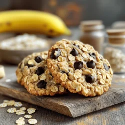 - 2 ripe bananas, thoroughly mashed - 1 cup rolled oats, old-fashioned - 1/2 cup almond flour - 1/4 cup honey or maple syrup - 1/4 cup dark chocolate chips or raisins - 1 teaspoon ground cinnamon - 1/2 teaspoon pure vanilla extract - 1/4 teaspoon baking soda - A pinch of salt How to measure bananas accurately To measure bananas, use ripe ones. Ripe bananas have brown spots. They are sweeter and mash easily. Peel them and mash them well with a fork. Aim for about 1 cup of mashed banana. This amount gives your cookies moisture and sweetness. Choosing the right oats Use old-fashioned rolled oats for this recipe. They have a nice texture and chew. Instant oats can make cookies mushy, which we want to avoid. Old-fashioned oats hold up well during baking. They create a hearty bite in each cookie. Alternative sweeteners for health preferences If you want a different sweetener, try agave syrup or coconut sugar. Both options work well in this recipe. Adjust the amount based on your taste. Remember, these sweeteners can change the flavor a bit. Gluten-free options For a gluten-free version, swap the almond flour with coconut flour or gluten-free flour blend. Make sure it is a 1:1 ratio. This change keeps the cookies delicious while catering to gluten sensitivities. - Preheat oven to 350°F (175°C). - Line the baking sheet with parchment paper. Getting the oven hot is key. It helps the cookies bake evenly. Lining the sheet stops sticking. This means easier cleanup, too! - Combine mashed bananas with honey or maple syrup. Start with ripe bananas for best taste. Mash them well until smooth. Then, add honey or maple syrup. Mix until it looks creamy and thick. - Add oats, almond flour, and spices. - Fold in chocolate chips or raisins. Next, pour in the rolled oats and almond flour. Sprinkle in cinnamon, baking soda, and a pinch of salt. Stir until mixed. Then, fold in chocolate chips or raisins. This adds fun bites of sweetness! - Portion the dough using a tablespoon. - Flatten cookies for optimal baking. Now, take a tablespoon to scoop the dough. Place it on the baking sheet with space between each one. Flatten each scoop gently. This helps the cookies bake nicely. - Time and watch for doneness. - Follow cooling instructions. Bake your cookies for 10-12 minutes. Look for golden edges to know they are done. Once baked, cool them on the sheet for a few minutes. Then, move them to a wire rack. Let them cool completely before enjoying. For the full recipe, check out the details above! To make chewy cookies, use ripe bananas. The riper they are, the more moisture they add. If you want crisp cookies, bake them a bit longer. This helps them dry out more. Let your dough rest for 10 minutes before baking. This helps flavors blend and improves texture. You can add nuts like walnuts or pecans for a tasty crunch. A sprinkle of nutmeg gives a warm, cozy flavor. Try using dark chocolate chips for a rich taste. Or swap them with white chocolate for a sweet twist. You can also mix in dried fruits like cranberries or raisins for a fruity burst. For even baking, space the cookies well on the sheet. Leave about 2 inches between each one. Check your oven temperature; an oven thermometer can help. Mistakes to avoid include overmixing your dough and not flattening the cookies. They won’t spread much, so flatten them for nice shapes. {{image_4}} You can make great banana oatmeal cookies even healthier. For sugar-free options, use mashed bananas and unsweetened applesauce. They keep the cookies sweet without added sugar. You can also swap honey for stevia or monk fruit. These sweeteners help cut calories too. If you want a vegan version, use maple syrup instead of honey. You can also skip the egg if you decide to add one. Adding fun flavors can make your cookies even better! Dried fruits like cranberries or apricots add sweetness. You can also mix in nuts for crunch. Spices like nutmeg or ginger can bring warmth. If you love peanut butter, swirl it into the dough for a nutty taste. Coconut flakes are another great addition for a tropical twist. Think about how to serve your cookies. They pair well with milk or tea. You can also enjoy them with yogurt for breakfast. For gatherings, stack the cookies on a colorful plate. Add a sprinkle of cinnamon or some banana slices for decoration. Your guests will love the look and taste! If you want something special, drizzle melted chocolate on top for a sweet finish. For the full recipe, check out the detailed steps above. To keep your banana oatmeal cookies fresh, store them in an airtight container. This helps prevent them from drying out. I prefer using glass containers because they seal well and look nice on the shelf. You can also use plastic bags, but make sure to squeeze out as much air as possible before sealing. If you stack the cookies, place parchment paper between layers to avoid sticking. If you want to save cookies for later, freezing is easy. First, let the cookies cool completely. Then, lay them on a baking sheet and freeze for an hour. Once they are firm, move them to freezer bags. Label the bags with the date. For thawing, just take a cookie out and let it sit at room temperature for about 30 minutes. You can also warm them in the oven for a few minutes before serving. Banana oatmeal cookies last about a week at room temperature. In the fridge, they can last up to two weeks. If frozen, they keep for about three months. Signs of spoilage include an off smell or visible mold. If you see any changes, it’s best to toss them out. For the full recipe, check out the details above and enjoy your baking! To make these cookies gluten-free, you can use almond flour, coconut flour, or oat flour. These flours work well and keep the cookies soft. Just replace the regular flour with the gluten-free option in equal amounts. This swap makes the recipe safe for those with gluten intolerance. You can use instant oats, but the cookies will be softer. Instant oats absorb more liquid, so they may change the texture. Rolled oats give a chewier bite and better structure. If you prefer a softer cookie, instant oats work fine, but I recommend sticking with rolled oats for the best result. To boost protein in your cookies, you can add nuts, seeds, or protein powder. Chopped walnuts or almonds add crunch and protein. You can also mix in a scoop of your favorite protein powder. This way, you make your snack more filling and nutritious. Yes, you can use applesauce or pureed pumpkin instead of bananas. Both options add moisture and sweetness. For a twist, try mashed berries or even pureed mango. Each fruit changes the flavor and texture, so feel free to explore your favorites. These banana oatmeal cookies are simple and fun to make. You mix ripe bananas, oats, and a few other ingredients. With tips for texture and lots of flavor options, you can create cookies that fit your taste. Storing them right keeps them fresh for longer. Enjoy these tasty treats for snacks or gatherings. Baking should be joyful, and these cookies make it easy! Try them today and share with others.