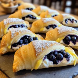- 1 package (8 oz) refrigerated crescent roll dough - 1 cup fresh or frozen wild blueberries - 4 oz cream cheese, softened to room temperature - 2 tablespoons granulated sugar - 1/4 cup powdered sugar - 1/2 teaspoon ground cinnamon - Baking sheet - Parchment paper - Mixing bowls When I create Wild Blueberry Coffee Cake Danishes, I focus on simple yet tasty ingredients. The refrigerated crescent roll dough serves as a flaky base. It puffs up beautifully in the oven, giving each Danish a light texture. Wild blueberries add a burst of flavor. They are sweet and slightly tart, which makes them perfect for this recipe. Cream cheese brings a creamy richness that complements the fruit well. While the main ingredients are key, optional ingredients can enhance the flavor. Granulated sugar adds sweetness to the blueberries. Powdered sugar is great for a light dusting on top after baking. Ground cinnamon adds warmth and a lovely aroma. For equipment, I recommend using a baking sheet lined with parchment paper. This prevents sticking and helps with cleanup. Mixing bowls are essential for combining your filling and cream cheese mixture effectively. Using fresh ingredients makes a big difference. Always choose the best blueberries you can find. If using frozen blueberries, ensure they are thawed and drained. This keeps your Danishes from getting soggy. If you want the full recipe, be sure to check that out! - Preheat the oven to 375°F (190°C). - Line a baking sheet with parchment paper. This helps keep the danishes from sticking. - In a bowl, combine 1 cup of wild blueberries, 2 tablespoons of granulated sugar, 1 teaspoon of fresh lemon juice, and 1/2 teaspoon of ground cinnamon. Mix well. - In another bowl, blend 4 oz of softened cream cheese, 1/4 cup of powdered sugar, and 1 teaspoon of vanilla extract. Whisk until smooth. - Open the crescent roll dough and place it on a floured surface. Unroll it and pinch the seams together. - Cut the dough into 4 equal squares. Each square will hold your filling. - Take a spoonful of cream cheese mixture and place it in the center of each square. - Add a spoonful of blueberry filling on top of the cream cheese. - Fold each corner of the dough square towards the center, creating a pocket. Pinch the edges to seal them tight. - Place the danishes on the lined baking sheet. Brush the tops with a beaten egg for a nice shine. - Bake for 15-20 minutes until they are golden brown. Keep an eye on them to avoid burning. - Once baked, drizzle melted butter over the danishes for extra flavor. - Let them cool slightly before serving. Enjoy your warm, tasty danishes. For the full recipe of Wild Blueberry Coffee Cake Danishes, check the detailed instructions above. To seal the danishes well, pinch the corners tightly. This keeps the filling inside while baking. Make sure to press down firmly. If any filling oozes out, it may burn. For preventing sogginess from blueberries, drain any excess juice if using frozen ones. If you use fresh blueberries, pat them dry with a paper towel. This helps keep the dough crisp. You can add spices or zest to boost the taste. Try mixing in a pinch of nutmeg or a teaspoon of lemon zest. These flavors pair well with blueberries and cream cheese. Baking techniques also matter. To achieve a golden color, set your oven to the correct temperature. Rotate the baking sheet halfway through to ensure even cooking. Enjoy your danishes warm for the best taste. They are perfect for breakfast or as a snack. Pair them with coffee or tea for a delightful treat. The sweet flavor of the danishes goes well with a rich cup of coffee or a soothing cup of tea. For the full recipe, check out the complete instructions provided earlier. {{image_4}} You can get creative with your Wild Blueberry Coffee Cake Danishes. Swap wild blueberries for other berries. Raspberries or strawberries work great. Each berry brings its own taste. You can also add nuts like walnuts or pecans for crunch. Chocolate chips can add a sweet twist. Just sprinkle a few on top of the cream cheese. If you need gluten-free options, use alternative dough. Look for gluten-free crescent roll dough at the store. For a vegan version, replace cream cheese with a plant-based option. You can find vegan cream cheese in many grocery stores. This way, everyone can enjoy these tasty danishes. Embrace the seasons by adding different flavors. In the fall, try using pumpkin spice in your cream cheese. It adds warmth and coziness. During summer, mix in lemon zest or fresh herbs like mint. These flavors brighten up the danishes and make them refreshing. Each season brings new ideas to your kitchen! For the full recipe, check out the cooking instructions above. Enjoy experimenting! To keep your danishes fresh, store them in an airtight container. Place the container in the fridge. This helps seal in moisture and flavor. The danishes will stay fresh for about 2 to 3 days. If you want longer storage, consider freezing them. To enjoy your danishes warm, reheat them in the oven. Set the oven to 350°F (175°C). Place the danishes on a baking sheet. Heat them for about 10 minutes. This method keeps the pastry crisp. Avoid microwaving, as it can make them soggy. You can freeze these danishes before or after baking. If freezing before baking, assemble the danishes and place them on a baking sheet. Cover with plastic wrap and freeze until firm. Then transfer to a freezer bag. For baking later, bake from frozen, adding a few extra minutes to the time. If you freeze them after baking, let them cool first. Wrap each danish in plastic wrap and put them in a freezer bag. To thaw, leave them in the fridge overnight. Reheat in the oven for best results. For full details, refer to the Full Recipe. Wild blueberry coffee cake danishes stay fresh for about 2-3 days. Store them in an airtight container at room temperature. If you want them to last longer, you can refrigerate them. They may lose some crispness in the fridge. Reheat them in the oven for the best taste. Yes, you can definitely use frozen blueberries. Just make sure to thaw them completely first. Drain any excess juice to avoid a soggy filling. This way, your danishes will still turn out delicious and flavorful. If you need a cream cheese substitute, try using Greek yogurt. It adds creaminess and a nice tang. You can also use mascarpone cheese or a dairy-free alternative if needed. Adjust the sugar to taste, as some substitutes can be sweeter. You can prepare the filling and dough ahead of time. Assemble the danishes, then cover and chill them in the fridge. Bake them fresh when you’re ready to enjoy. This method keeps them nice and warm for serving. These danishes are best served warm. Pair them with a hot cup of coffee or tea. You can also dust them with powdered sugar for extra sweetness. They make a lovely treat for brunch or a cozy afternoon snack. You now have a clear path to create delicious Wild Blueberry Coffee Cake Danishes. We covered ingredients, equipment, and step-by-step instructions, making it easy to follow along. Remember the tips for sealing the dough and preventing sogginess. Also, feel free to get creative with flavors and variations. These danishes pair well with coffee and can be stored for later. Enjoy your baking adventure!