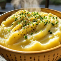 To make creamy garlic mashed potatoes, you need a few key ingredients. Here’s what you will need: - 2 pounds russet potatoes - 4 cloves of garlic - 1 cup heavy cream - 1/2 cup unsalted butter - Kosher salt and freshly ground black pepper - Optional: 1/4 cup grated Parmesan cheese, chives for garnish Each ingredient plays a vital role in achieving that smooth and creamy texture. The russet potatoes are ideal for mashing, as they create a fluffy base. Garlic adds a wonderful aroma and flavor, making the dish truly special. Heavy cream and butter give the potatoes a rich and silky finish, while salt and pepper enhance the taste. If you choose to add Parmesan cheese, it will bring a savory depth to the dish. Fresh chives are great for garnish, adding a pop of color and a mild onion flavor. For the full recipe, check out the section above. To begin, I take 2 pounds of russet potatoes. I peel them and cut them into 1-inch cubes. I place the potatoes in a large pot and cover them with cold water. Salting the water is key. I add a generous pinch of kosher salt. This helps season the potatoes as they cook. I bring the pot to a boil over high heat. Once boiling, I reduce the heat to a gentle simmer. I let the potatoes cook for about 15 to 20 minutes. They should be fork-tender and break apart easily. While the potatoes cook, I focus on the garlic. I take a small saucepan and set it over medium heat. I add 1/2 cup of softened unsalted butter. Once it melts, I add 4 finely minced cloves of garlic. I sauté the garlic for about 2 to 3 minutes. Stir continuously to avoid burning it. Burnt garlic can spoil the flavor of the dish, making it bitter. After it becomes fragrant, I remove the pan from the heat and set it aside. After draining the cooked potatoes, I return them to the pot. To mash the potatoes, I use a potato masher or a food ricer. This gives me control over the smoothness. I mash until I reach my desired creamy texture. Next, I add the warmed heavy cream and the garlic butter mixture to the mashed potatoes. I stir gently until everything is creamy and well mixed. Now, I taste the mashed potatoes. I season them with kosher salt and freshly ground black pepper to my liking. For extra richness, I can stir in 1/4 cup of grated Parmesan cheese if I want. Finally, I spoon the creamy garlic mashed potatoes into a serving bowl. I finish with a sprinkle of fresh chives on top. This adds color and a hint of flavor. For the full recipe, you can check the details provided above. To get creamy garlic mashed potatoes, start with the right potatoes. I prefer russet potatoes. They are starchy and yield a fluffy texture when mashed. You can also use Yukon Gold for a buttery taste. Next, temperature matters. Use warm heavy cream and softened butter. Cold ingredients can make your potatoes lumpy. Garlic is the star here. It brings warmth and depth to the dish. Sauté the garlic until fragrant, but avoid burning it. For extra flavor, consider adding a pinch of smoked paprika or a dash of nutmeg. You can also stir in fresh herbs like parsley or chives for a fresh twist. They add both color and taste, making the dish look and taste great. Be careful not to over-mash or under-mix. Over-mashing can make your potatoes gummy. Aim for a smooth and creamy texture without overdoing it. Timing is key. Ensure your garlic is ready when the potatoes are done. This will help you maintain the warm, creamy consistency. Follow these tips, and you'll serve perfect creamy garlic mashed potatoes every time! For the full recipe, visit [Full Recipe]. {{image_4}} For creamy garlic mashed potatoes, you can try different potatoes. Yukon Gold potatoes are a great choice. They are creamy and buttery. Sweet potatoes offer a unique twist too. They add sweetness and a vibrant color. You can mix russet and Yukon Gold for a rich flavor. Mixing different varieties gives you a lovely texture and taste. If you're looking for a vegan version, you have options. Use almond milk or coconut cream instead of heavy cream. For butter, try coconut oil or vegan butter. These choices keep the dish rich and creamy. You can also add nutritional yeast for a cheesy flavor without dairy. Want to spice things up? Add fresh herbs like rosemary or thyme. These herbs give a lovely aroma and taste. You can also add spices like smoked paprika or cumin. They add warmth and depth to the dish. Feel free to experiment and find your perfect flavor! To keep creamy garlic mashed potatoes fresh, store them right. First, let them cool at room temperature for about 30 minutes. Then, place them in an airtight container. This helps avoid drying out. Store them in the fridge for up to three days. If you want to freeze them, follow these steps. Use a freezer-safe container or freezer bag. Make sure to leave some space for expansion. You can freeze them for up to two months. When ready to use, thaw them in the fridge overnight. Reheating creamy garlic mashed potatoes can be tricky. You want to keep them smooth and creamy. The best method is to reheat them on the stove. Add a splash of heavy cream or milk to revive their texture. Stir gently over low heat until warm. Another option is using the microwave. Place them in a microwave-safe dish. Add a little cream or milk and cover with a damp paper towel. Heat in 30-second intervals, stirring in between. This helps prevent dryness. Always check the temperature before serving. Enjoy your delicious creamy garlic mashed potatoes! To stop lumps in your mashed potatoes, use a few simple techniques. First, choose russet potatoes. They are starchy and mash well. Cook the potatoes until they are very tender. Fork-tender means they break apart easily. Drain them well to avoid water making them mushy. Use a potato ricer or a masher. A ricer gives a very smooth texture. Mash the potatoes gently; too much mixing makes them gluey. Warm your cream and garlic butter before mixing. This helps combine everything smoothly. Yes, you can make mashed potatoes ahead of time. Prepare them and store in an airtight container. Keep them in the fridge for up to 2 days. To reheat, add a splash of cream or milk. Heat gently on the stove or in the microwave. Stir often to keep the texture smooth. If they seem dry, add more cream as needed. Creamy garlic mashed potatoes pair well with many dishes. They are great with roasted chicken, beef, or pork. Serve them with a rich gravy for extra flavor. They also go well with grilled vegetables or a fresh salad. Try them with braised meats or fish for a tasty meal. Creamy mashed potatoes last about 3 to 5 days in the fridge. Be sure to store them in an airtight container. Look for signs of spoilage, like an off smell or an unusual color. If you see any mold, throw them away. Always reheat well before serving to ensure safety. For the full recipe, check out the detailed sections above. Creamy garlic mashed potatoes need great ingredients and careful steps. You choose the right potatoes, sauté garlic well, and season just right. Remember to follow tips to avoid common mistakes. Explore variations for different flavors, and store them properly for later use. Keep your mashed potatoes smooth and soft for any meal. Enjoy experimenting with recipes and make them your own. A perfect dish enhances any table.