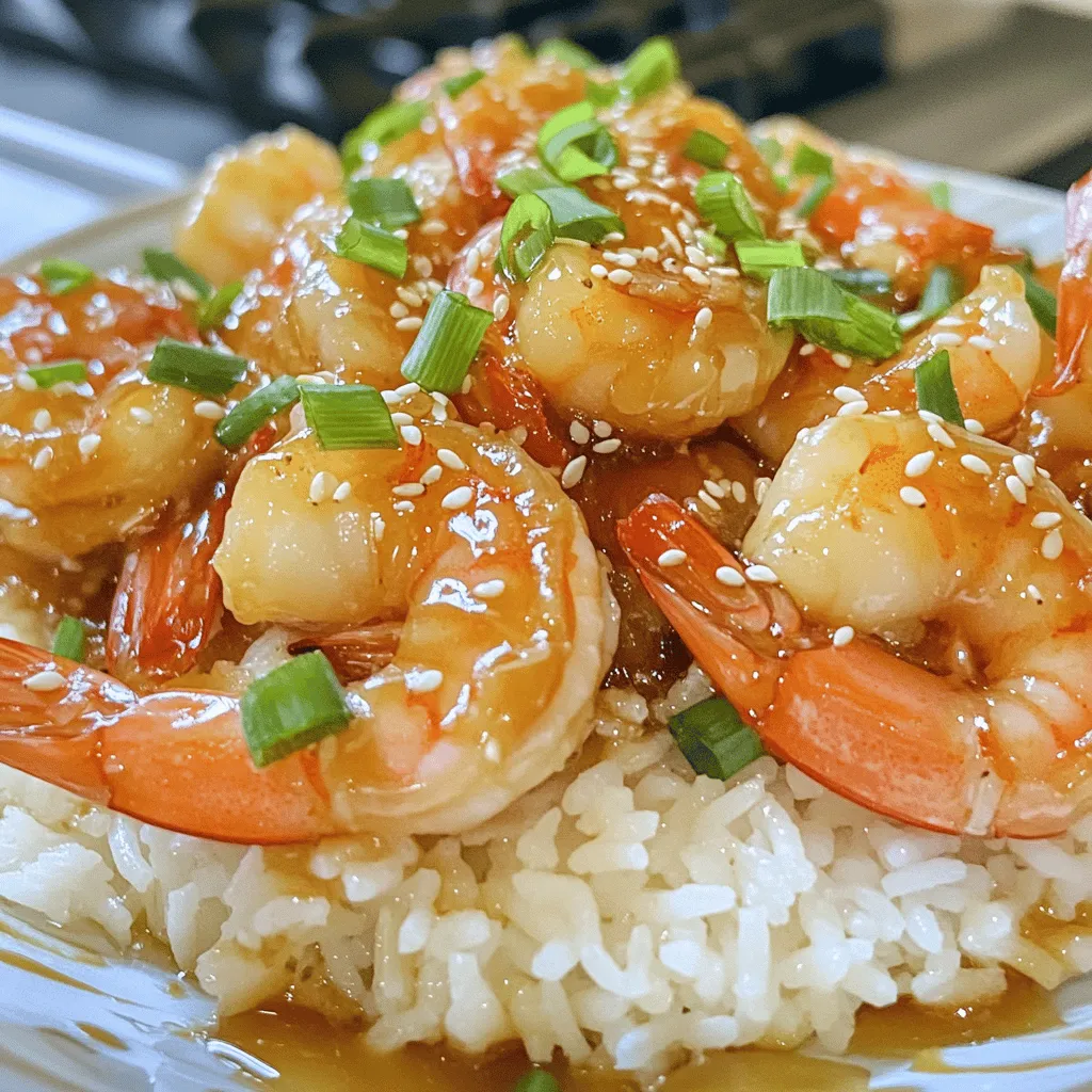 - 1 pound large shrimp, peeled and deveined - 3 tablespoons honey - 3 tablespoons low sodium soy sauce - 4 cloves garlic, minced - 1 tablespoon fresh ginger, minced - 2 tablespoons sesame oil (or olive oil for a lighter option) - 1 teaspoon red pepper flakes (more or less, depending on your spice preference) - 2 green onions, thinly sliced (for garnish) - A sprinkle of sesame seeds (for garnish) Serve the honey garlic shrimp over warm cooked rice or quinoa. This base soaks up the sweet sauce well. You can also pair it with steamed broccoli or a fresh salad for a balanced meal. Enjoy the vibrant colors and flavors! For a special touch, drizzle any leftover sauce on top and add extra green onions and sesame seeds. This dish truly shines when presented in a bright bowl, making it perfect for sharing. For the complete recipe, visit the [Full Recipe]. Start by making the sauce. In a small bowl, mix the honey and soy sauce. Add minced garlic, ginger, and red pepper flakes. Whisk until all the ingredients blend well. This sauce gives the shrimp great flavor. Next, heat sesame oil in a large skillet over medium-high heat. When the oil shines, add the shrimp in a single layer. Cook the shrimp for about 2-3 minutes. Turn them often until they turn pink and opaque. Then, pour the sauce over the shrimp. Stir gently to coat every shrimp. Let them cook for another 2-3 minutes. This lets the sauce thicken and stick to the shrimp. Once done, remove the skillet from the heat. Garnish the dish with sliced green onions and sesame seeds. Serve the shrimp right away over warm cooked rice or quinoa. This allows the grains to soak up the tasty sauce. For a beautiful presentation, drizzle extra sauce on top and add more green onions and sesame seeds. Enjoy your meal! For the full recipe, check out the details above. To get perfect shrimp, choose large ones. Fresh shrimp works best, but frozen shrimp is fine too. If you use frozen, thaw them in cold water. This keeps them tender. Cook the shrimp until they turn pink and opaque. This usually takes 2-3 minutes per side. Avoid overcooking; it makes shrimp tough. You can easily change the spice level in this dish. If you like heat, add more red pepper flakes. For a milder taste, use less or skip them. Taste the sauce before you pour it on the shrimp. This way, you can adjust if needed. Remember, you can always add spice, but you can't take it away. This honey garlic shrimp is quick, but you can prep ahead. Make the sauce in advance and store it in the fridge. You can also peel and devein the shrimp before cooking. This saves time when you're ready to eat. When you're set to cook, just heat the oil and add the shrimp. It takes just 10 minutes from start to finish. Enjoy your meal! For the full recipe, check out the details. {{image_4}} You can change this recipe to fit your taste. Add veggies like bell peppers or snap peas for color and crunch. You can use maple syrup instead of honey for a different flavor. If you like citrus, add a splash of lime juice to brighten the dish. Swap the soy sauce for coconut aminos for a soy-free option. If you prefer something other than shrimp, try chicken or tofu. Cut chicken into bite-sized pieces and cook it the same way as the shrimp. For tofu, use firm or extra-firm varieties. Press the tofu to remove excess water, then cube it. Cook until golden brown before adding the sauce. Serve this dish in many ways. For a quick meal, serve the shrimp over rice or quinoa. You can also use lettuce wraps for a fresh take. Just spoon the shrimp into large leaves of lettuce and add herbs for flavor. Another idea is to serve it as an appetizer. Use small skewers for easy eating. For the full recipe, check out the link above. After cooking, let the honey garlic shrimp cool down for about 30 minutes. Place the shrimp in an airtight container. Store it in the fridge for up to 2 days. Make sure to keep the shrimp covered to retain its moisture and flavor. If you want to freeze the shrimp, place it in a freezer-safe container. You can also use a freezer bag. Make sure to remove as much air as possible. Honey garlic shrimp can last up to 3 months in the freezer. Thaw it in the fridge overnight before reheating. To reheat, you can use a skillet or microwave. If using a skillet, heat it over low heat. Add a splash of water to keep the shrimp moist. Stir until heated through, about 3-5 minutes. In the microwave, use a microwave-safe dish. Heat in 30-second intervals, stirring in between until warm. Remember, don’t overcook it, or the shrimp will become tough. For the full recipe, check out the details provided above. You can serve honey garlic shrimp with many sides. I love it with rice or quinoa. These grains soak up the sweet sauce. You can also add steamed veggies for color and crunch. Broccoli or snap peas work great. For a fresh touch, try a side salad with light dressing. Adding some crusty bread can help too. It’s perfect for soaking up extra sauce. Yes, you can use frozen shrimp! Just remember to thaw them first. To thaw shrimp, place them in the fridge overnight. If you need them fast, run cold water over them. This will help them thaw quickly. Once thawed, pat them dry before cooking. This way, they will sear nicely and not steam. To make honey garlic shrimp gluten-free, use gluten-free soy sauce. There are many brands available that taste great. You can also use coconut aminos as a tasty alternative. This will keep the flavors close to the original recipe while making it safe for gluten-free diets. Absolutely! Adding vegetables boosts nutrition and flavor. Bell peppers, snap peas, or carrots are great choices. Simply sauté them with the shrimp for a complete meal. This adds color and makes it more filling. The spice level depends on the red pepper flakes. If you prefer mild, use less. If you like it hot, feel free to add more. You can also omit them entirely for a sweet dish. Adjust the spice to your taste to enjoy it fully. Honey garlic shrimp lasts about 2-3 days in the fridge. Store it in an airtight container. When ready to eat, reheat it on the stove. This keeps the shrimp tender and the sauce flavorful. Avoid microwaving, as it can make the shrimp rubbery. Yes, you can prep the sauce ahead of time. Store it in a jar in the fridge. When you’re ready to cook, just add the shrimp. This makes it a quick meal on busy days. You can also cook the shrimp in advance and reheat them later. Reheat honey garlic shrimp on the stove over low heat. This keeps the shrimp juicy and the sauce thick. Stir gently to avoid overcooking. If the sauce is too thick, add a splash of water. This will help loosen it up while heating. Yes, you can use chicken or tofu instead of shrimp. Just adjust the cooking time. Chicken takes longer to cook than shrimp. Tofu works well for a plant-based option. Cook it until golden and crispy for the best flavor. Definitely! Honey garlic shrimp is great for meal prep. It stays good in the fridge for a few days. Just pack it with your favorite grains and veggies. This makes it easy to grab a healthy meal on the go. For the full recipe, check out the detailed steps above! This blog post covered everything you need to know about making honey garlic shrimp. We looked at key ingredients, cooking steps, and serving ideas. I shared tips for perfect shrimp and ways to adjust spice levels. We discussed variations and storage information too. In the end, you have many options to enjoy this dish. Whether you make it spicy or mild, honey garlic shrimp will be a hit. Now, it’s your turn to cook and impress!