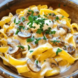 To create a rich and creamy vegan mushroom stroganoff, gather these main ingredients: - 400g (14 oz) mixed mushrooms (cremini, shiitake, or button), sliced - 1 medium onion, finely chopped - 2 cloves garlic, minced - 1 cup vegetable broth (make sure to check for a vegan label) - 1 tablespoon olive oil - 1 tablespoon soy sauce or tamari (for a gluten-free option) - 1 teaspoon smoked paprika (for a rich flavor) - 1 teaspoon dried thyme (or fresh if available) - 1/2 cup coconut cream or cashew cream (either works for a creamy texture) - 2 tablespoons nutritional yeast (adds a cheesy flavor) - 200g (7 oz) wide pasta (like fettuccine or tagliatelle works best) - Salt and pepper to taste - Fresh parsley, chopped (to garnish) These ingredients blend well to create a comforting dish that satisfies. If you want to take your stroganoff to the next level, consider adding some optional ingredients: - A splash of white wine for depth - Fresh lemon juice for brightness - A pinch of red pepper flakes for heat - A tablespoon of vegan Worcestershire sauce for extra umami These optional ingredients can enhance the flavor and make your dish unique. This recipe is naturally vegan, and with easy swaps, it can fit many diets: - Gluten-Free: Use gluten-free pasta and tamari instead of soy sauce. - Nut-Free: Substitute coconut cream with sunflower seed cream or omit it entirely. These options ensure that everyone can enjoy this delicious dish without worry. For the full recipe, check out the detailed instructions. Start by boiling water in a large pot. Add a good amount of salt to it. Once the water is boiling, add 200g of wide pasta, like fettuccine. Cook according to the package directions until it is al dente. This usually takes around 8-10 minutes. When the pasta is ready, drain it well. Make sure to save about 1/2 cup of the pasta water for later. This water will help make your sauce creamy. In a large skillet, heat 1 tablespoon of olive oil over medium heat. When the oil shimmers, add 1 finely chopped onion. Sauté the onion for about 3-4 minutes until it becomes soft and clear. Then, add 2 minced garlic cloves to the pan. Cook for one more minute. The smell will be amazing! Now, it’s time for the mushrooms. Add 400g of sliced mixed mushrooms to the skillet. Stir them every few minutes. Cook for about 5-7 minutes until they shrink and turn golden brown. This step brings out their rich flavor. Next, pour in 1 cup of vegetable broth and 1 tablespoon of soy sauce. Add 1 teaspoon of smoked paprika and 1 teaspoon of dried thyme. Stir everything well and let it simmer for 2-3 minutes. After that, lower the heat and mix in 1/2 cup of coconut cream and 2 tablespoons of nutritional yeast. Stir until smooth. Cook for another 3-4 minutes until the sauce thickens. If it’s too thick, add some reserved pasta water until you like the texture. Finally, fold the cooked pasta into the sauce. Mix gently so every piece of pasta is coated. Adjust salt and pepper to your taste. Now you’re ready to serve this creamy vegan mushroom stroganoff! For the full recipe, check the previous section. Enjoy this comforting dish! To make the sauce creamy, use coconut cream or cashew cream. Both give a rich texture. Stir in the nutritional yeast for a cheesy flavor. If the sauce gets too thick, add some reserved pasta water. This helps keep it smooth and creamy. Cooking the pasta al dente is key. This means the pasta should be firm but cooked through. Follow package directions but check a minute early. Drain it, but save some pasta water. This water can help adjust the sauce later. Seasoning is vital for depth. Use smoked paprika for a warm, smoky taste. Dried thyme adds a fresh note. Don’t forget salt and pepper to bring out the flavors. Taste as you go, adjusting to your liking. {{image_4}} You can use many vegetables in vegan mushroom stroganoff. Carrots add sweetness and color. Spinach or kale brings a nice green touch. Peas add a pop of flavor and texture. You can even throw in bell peppers for crunch. Try mixing these in when you sauté the onions and garlic. This adds layers of taste and makes the dish even more colorful. If you want to change the creaminess, consider using other options. Silken tofu can work well if blended until smooth. For a nut-free option, try using unsweetened soy or oat cream. You can also use a blend of cashew cream and coconut milk for richness. Each option gives a different taste, so feel free to experiment. This allows you to find the perfect creamy base for your stroganoff. While wide pasta like fettuccine is popular, many other types work great. Try whole wheat pasta for a hearty bite. Zucchini noodles are a fresh, low-carb choice. Rice noodles can also add a unique twist. This dish is flexible, so choose what you enjoy most. Each pasta type will give a new flavor and texture to your vegan mushroom stroganoff. You can find the full recipe in the article above for all the details. Once you finish your meal, store the vegan mushroom stroganoff in an airtight container. Let it cool to room temperature before sealing. If you keep it in the fridge, it will last for up to three days. Just be sure to label the container with the date. This way, you can enjoy your creamy dish later. When you're ready to enjoy leftovers, reheat them on the stove. Pour the stroganoff into a skillet over low heat. Stir often to heat it evenly. If the sauce seems too thick, add a splash of vegetable broth or reserved pasta water. You can also use the microwave. Place the stroganoff in a microwave-safe dish, cover it, and heat in 30-second bursts until warm. To freeze your stroganoff, wait until it's completely cooled. Transfer it into freezer-safe bags or containers, removing as much air as possible. It can stay in the freezer for up to two months. When you're ready to eat it, thaw it overnight in the fridge. After thawing, reheat it as mentioned above. Enjoy every creamy bite from the freezer! Yes, you can make vegan mushroom stroganoff gluten-free. To do this, use gluten-free pasta. You can find many options in stores. Also, use tamari instead of soy sauce. This simple swap keeps all the flavors intact while making it safe for gluten-free diets. If you don't have coconut cream, cashew cream works well. To make cashew cream, soak cashews in water, then blend them with a little water until smooth. You can also use almond milk or oat milk, but the sauce may be less creamy. Each substitute will offer a slightly different taste and texture. Vegan mushroom stroganoff lasts about 3-4 days in the fridge. Make sure to store it in an airtight container. When you're ready to eat it, just reheat the stroganoff on the stove or in the microwave. If you like, add a splash of vegetable broth to loosen it up. For the full recipe, check the main section! Vegan mushroom stroganoff is easy and tasty. We covered key ingredients, cooking steps, and tips for a creamy sauce. You learned how to add flavors and variations. Storing leftovers properly keeps your meal fresh. With this recipe, you can impress with a comforting dish. Enjoy making it your own!