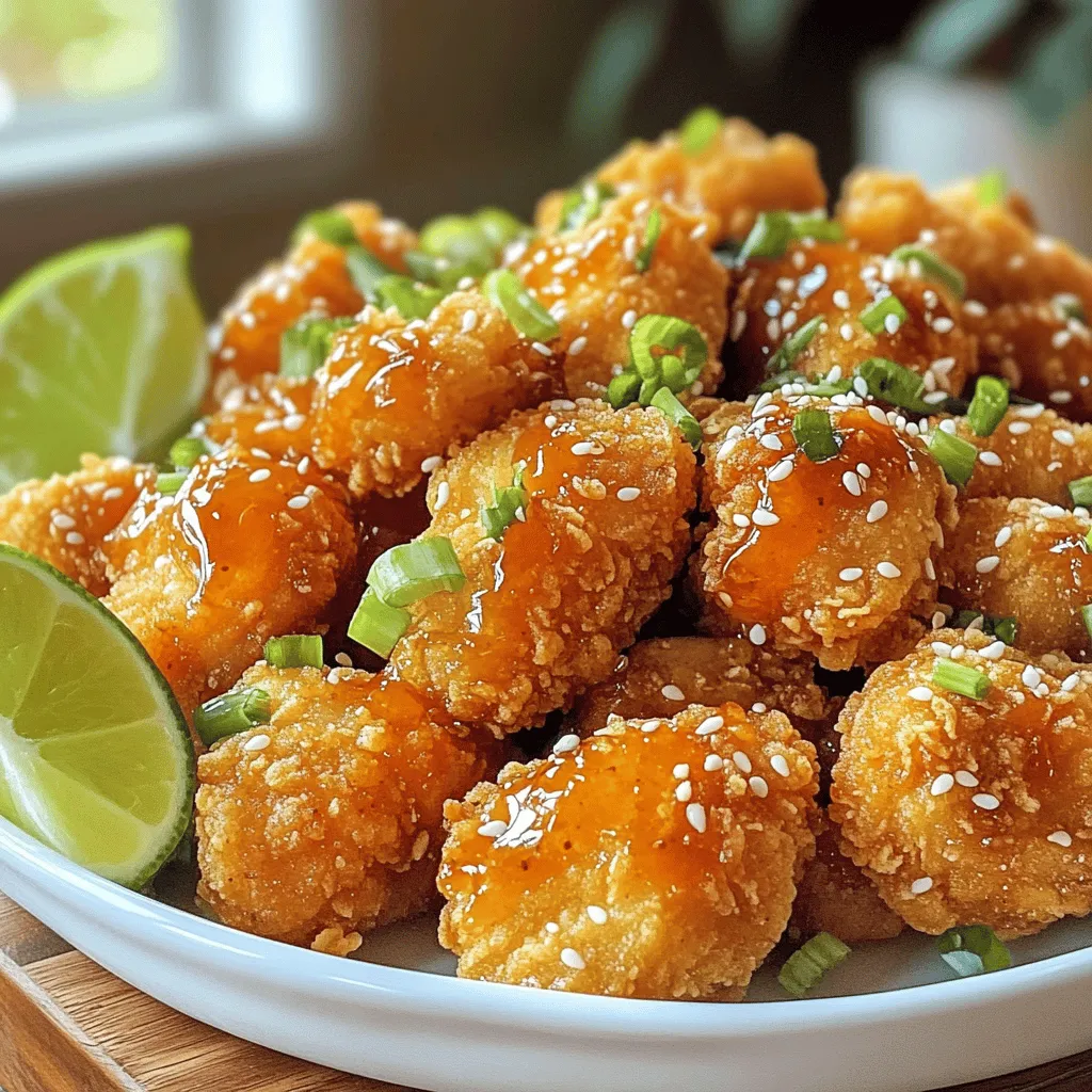 - 1 lb (450g) chicken breast, cut into bite-sized pieces - 1 cup buttermilk (or plain yogurt substitute) - 1 cup all-purpose flour - 1 tsp smoked paprika - 1 tsp garlic powder - 1 tsp onion powder - ½ tsp cayenne pepper (adjust according to your heat preference) - Salt and black pepper to taste To make Crispy Bang Bang Chicken, you need fresh chicken breast. Cut it into small, bite-sized pieces. This helps the chicken cook evenly and stay juicy. Soak the chicken in buttermilk. This gives it a tender texture and adds flavor. If you don't have buttermilk, plain yogurt works just fine. Next, mix the dry ingredients. Combine all-purpose flour with the seasonings. I like to use smoked paprika for a nice depth of flavor. Garlic powder and onion powder add savory notes. If you like heat, cayenne pepper is your friend. Don't forget to season with salt and black pepper. This will make your chicken taste amazing. - ½ cup mayonnaise - 2 tbsp sweet chili sauce - 1 tbsp sriracha (more or less to suit your spice level) - 1 tbsp honey - 1 tsp fresh lime juice For the Bang Bang sauce, start with mayonnaise. It gives a creamy base. Mix in sweet chili sauce for a hint of sweetness. If you want some heat, add sriracha. Adjust the amount based on your spice preference. A touch of honey balances the flavors nicely. Finally, squeeze in some fresh lime juice for brightness. - Recommended oils: vegetable oil or peanut oil When frying, oil choice matters. I recommend using vegetable or peanut oil. They have high smoke points, perfect for frying crispy chicken. Heat the oil until it reaches 350°F (175°C) for the best results. For the full recipe, check the details above. You'll make a dish everyone will love! Start by combining the chicken with buttermilk, salt, and pepper. This step is key. The buttermilk makes the chicken juicy and tender. Make sure each piece is well-coated. Cover the bowl and let it sit in the fridge. Aim for at least 30 minutes, but 1-2 hours is best for flavor. Next, prepare the coating. In a medium bowl, whisk together the flour, smoked paprika, garlic powder, onion powder, cayenne pepper, and a little more salt and pepper. This mix gives the chicken its crunchy crust. Make sure it’s well blended for even flavor. Now, let’s cook the chicken. Heat oil in a skillet until it reaches 350°F. Use a thermometer to check the temperature. While the oil heats, take the marinated chicken out. Let excess buttermilk drip off. Coat each piece in the flour mixture, shaking off the extra flour. Carefully place the chicken in the hot oil. Fry in batches to avoid crowding. Cook each batch for about 4-5 minutes. You want them golden brown and crispy. Use a slotted spoon to remove the chicken and place it on paper towels. This will soak up extra oil. For the full recipe, refer to the recipe section above. Enjoy the crispy goodness you’ve created! To make the best Crispy Bang Bang Chicken, focus on frying. Avoid overcrowding the pan. If you add too many pieces, they won’t cook evenly. Each piece needs space to fry well. Use a thermometer to check the oil temperature. Aim for 350°F (175°C). This helps achieve that perfect golden crust. Proper marination time is key. Marinate your chicken for at least 30 minutes. For deeper flavor and better texture, aim for 1-2 hours. After marinating, let the excess buttermilk drip off. This step is vital before dredging in flour. A dry surface helps the coating stick better, making your chicken extra crispy. The Bang Bang sauce can be your canvas. Adjust sweetness and spice levels to fit your taste. If you like sweeter sauce, add more honey. If you want more heat, increase the sriracha. Taste as you go! This personalization will make your dish truly yours. For the full recipe, check out the detailed instructions provided. {{image_4}} If you want a lighter version, try an oven-baked Bang Bang chicken. This method keeps the crunch without frying. Preheat your oven to 425°F (220°C). After marinating the chicken, coat it and place it on a baking sheet. Bake for about 20-25 minutes until golden and crispy. Another option is to swap chicken for tofu. This vegetarian alternative is just as tasty. Press the tofu to remove extra water, then slice and marinate it just like the chicken. Get creative with your spices and sauces. You can add curry powder for an Indian twist or smoked paprika for a deeper flavor. Try different sauces like teriyaki or a spicy peanut sauce. Fresh herbs can also make a big difference. Adding cilantro or basil can brighten the dish. Just chop them up and mix them in with your sauce or sprinkle on top. Crispy Bang Bang chicken shines when served with steamed rice. The rice helps balance the spicy sauce. A fresh salad is another great pair. It adds crunch and freshness to the meal. You can serve this dish as an appetizer, too. Just cut the chicken into smaller pieces for easy sharing. This way, everyone can enjoy a taste of that delightful flavor explosion. For the full recipe, be sure to check the instructions above. Store any leftover chicken in an airtight container. It can last in the fridge for 3-4 days. Make sure to let it cool down first. This way, it stays fresh and safe to eat. You can freeze the fried chicken, but do this before adding the sauce. Place the chicken in a safe freezer bag. When you want to enjoy it again, thaw it in the fridge overnight. Reheat it in the oven for the best taste and crispiness. Keep any leftover Bang Bang sauce in a container. It stays good in the fridge for up to 1 week. This sauce is perfect for dipping or drizzling on other dishes. Enjoy the flavor for days after making your crispy Bang Bang chicken. For the full recipe, check out the full recipe link. To make crispy chicken, marinate it first. Use buttermilk for flavor and moisture. This step helps the coating stick. Next, coat the chicken pieces in seasoned flour. The flour gives the chicken a crunchy outer layer. When frying, keep the oil hot, around 350°F. Fry in small batches. This prevents steaming and keeps the chicken crispy. Use a slotted spoon to drain excess oil after frying. Yes, you can use frozen chicken. Thaw it in the fridge overnight for best results. If you're in a hurry, run it under cold water. Once thawed, cut it into bite-sized pieces. Marinate the chicken in buttermilk just like fresh chicken. This helps retain moisture and flavor. Crispy Bang Bang chicken pairs well with many side dishes. Here are some ideas: - Steamed rice for a filling meal - Fresh salad with crunchy veggies - Sweet potato fries for extra flavor - Coleslaw for a refreshing crunch - Garlic bread to soak up the sauce These sides balance the dish's richness and add variety. Enjoy your meal! Crispy Bang Bang Chicken is a treat you can make at home. Start with marinated chicken, coat it in a seasoned flour mix, and fry until crispy. The bang bang sauce, made from simple ingredients, adds a sweet and spicy kick. Remember to let excess buttermilk drip and don’t overcrowd the pan for the crispiest results. You can even customize it to fit your taste! Store leftovers properly or swap chicken for tofu for a healthier option. Enjoy this fun dish with rice or a salad. I hope you try making this delicious recipe!