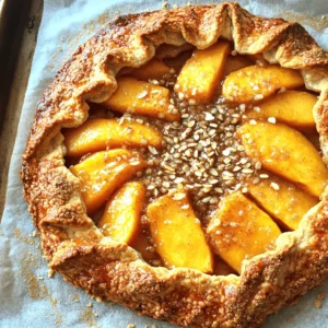- 2 cups almond flour - 1/4 cup coconut oil, melted (or unsalted butter) - 1/4 teaspoon salt - 2 tablespoons maple syrup - 1/4 teaspoon vanilla extract - 4 medium ripe peaches, sliced thinly - 2 tablespoons brown sugar - 1 teaspoon ground cinnamon - 1 tablespoon cornstarch - 1 egg, beaten (for egg wash) - Additional almond flakes for topping (optional) Using high-quality ingredients makes a big difference in your galette. Choose fresh, ripe peaches for the best flavor. Look for peaches that yield slightly when you press them. They should smell sweet and fragrant. For the almond flour, a finely ground type will give you a smoother crust. If you're using coconut oil, make sure it is virgin and unrefined to keep that lovely coconut taste. You can easily swap ingredients based on what you have. If you don’t have almond flour, use all-purpose flour or a gluten-free blend. Unsalted butter works well instead of coconut oil. For a vegan option, replace the egg wash with almond milk or a mix of water and cornstarch. If peaches are out of season, try using fresh plums or apples. Adjust the sugar depending on the sweetness of the fruit. For the full recipe, you can refer to the section above. Start by preheating your oven to 375°F (190°C). This ensures even baking. Line a baking sheet with parchment paper. This step helps the galette not stick. It also makes cleaning easy. In a mixing bowl, combine 2 cups of almond flour with 1/4 teaspoon of salt. Mix these dry ingredients well. Next, pour in 1/4 cup of melted coconut oil, 2 tablespoons of maple syrup, and 1/4 teaspoon of vanilla extract. Stir until the mixture forms a dough. It should feel moist but not sticky. Slice 4 medium ripe peaches thinly. In another bowl, toss the peach slices with 2 tablespoons of brown sugar, 1 teaspoon of ground cinnamon, and 1 tablespoon of cornstarch. This mix enhances the flavor and helps absorb juice from the peaches. Place the rolled-out crust on the lined baking sheet. Spoon the peach filling into the center, leaving a 2-inch border. Gently fold the edges of the crust over the peaches, creating pleats. This gives it a rustic look while holding the filling inside. Brush the crust with a beaten egg for a golden finish. If desired, sprinkle almond flakes on top for crunch. Bake for 30-35 minutes until the crust is golden and juices bubble. Let it cool for about 10 minutes before slicing. Serve warm or at room temperature. For extra delight, add vanilla ice cream on top. For the full recipe, refer to the earlier sections. Enjoy your delicious peach galette! When choosing peaches, look for ripe, fragrant fruit. They should feel slightly soft when you gently press them. Color matters too. You want a deep, golden hue. Avoid peaches with bruises or green spots. Use freestone peaches for easy slicing. Their flesh separates easily from the pit, making your prep simple. For a tasty almond crust, mix almond flour and salt well before adding other ingredients. Use melted coconut oil or unsalted butter to keep the dough moist. Don't overmix the dough. You want it to come together without being tough. Roll it out gently between parchment sheets. This helps you avoid sticking and keeps the dough tender. Serve your peach galette warm for the best taste. It pairs wonderfully with vanilla ice cream. The creaminess complements the sweet peaches. You can also add a dollop of whipped cream or yogurt. For a twist, drizzle honey on top for extra flavor. A cup of herbal tea or coffee makes a nice drink choice. To make your galette visually appealing, dust it lightly with powdered sugar before serving. Fresh mint leaves add a pop of color. Arrange your slices neatly on a platter. Consider using a rustic wooden board for a charming touch. These details make your dish look as good as it tastes. Enjoy the full recipe for more tips! {{image_4}} You can change the fruit in this galette to fit your taste. Try using ripe nectarines for a similar sweetness. Plums add a tart touch that pairs well with the almond crust. Apples are a classic choice and offer a nice crunch. Pears can bring a soft, juicy texture. If you want something unique, use berries like blueberries or raspberries. Each fruit brings its own flavor and makes this galette special. While almond flour is my go-to, you can use other nut flours for your crust. Hazelnut flour provides a rich, earthy flavor. Walnut flour adds a lovely depth and works well with peaches. If you need a nut-free option, try oat flour. It gives the crust a nice texture, though it may taste different. Mix and match these flours to discover your favorite combination. For sweetening, maple syrup is great, but honey works too. If you want less sugar, consider using agave nectar. You can also reduce the sugar in the filling if your fruit is very sweet. To create a savory twist, try adding herbs like thyme or rosemary to the filling. A sprinkle of cheese, like goat cheese, can add a creamy layer. These options let you explore new flavors while keeping the essence of the galette. For the full recipe, check out the link provided earlier. To keep your peach galette fresh, let it cool completely. Wrap it in plastic wrap or place it in an airtight container. Store it in the fridge for up to three days. If you want to keep it longer, freezing is a great option. To reheat your galette, preheat your oven to 350°F (175°C). Place the galette on a baking sheet. Heat it for about 10-15 minutes. This will help keep the crust crispy and the peaches warm. Avoid using the microwave, as it can make the crust soggy. If you want to freeze your galette, wrap it well in plastic wrap and foil. Make sure it’s airtight. You can freeze it for up to two months. When you're ready to enjoy it, thaw it in the fridge overnight. Then, reheat it in the oven for the best taste. Remember, the key to a great peach galette is in the storage! You can tell the galette is done when the crust turns golden brown. Look for bubbling peach juices near the center. This shows the filling is cooked well. A good rule is to bake for 30-35 minutes. Keep an eye on it, as ovens vary. Yes, you can make the crust ahead! Prepare the almond dough and wrap it tightly in plastic wrap. Store it in the fridge for up to two days. When you're ready, just roll it out and fill it. This saves time on busy days. Peach galette pairs well with many items. Try it with a scoop of vanilla ice cream for a sweet treat. A dollop of whipped cream adds a light touch. You can also serve it with fresh berries for added flavor. Prevent a soggy bottom crust by using cornstarch in the filling. This helps absorb excess moisture from the peaches. Make sure to bake the galette until the crust is crispy and golden. Also, avoid overripe peaches, as they release more juice. For more details, check out the Full Recipe. You learned about making a delicious peach galette step by step. We covered ingredients, tips, variations, and storage. Remember to choose ripe peaches for the best flavor. Also, don’t forget to try different fruits or nut flours in your crust. This galette is easy to make and impresses everyone. Keep your leftovers fresh and enjoy this treat for days. With these tips, you can create a perfect galette every time. Get cooking and have fun with your dessert!