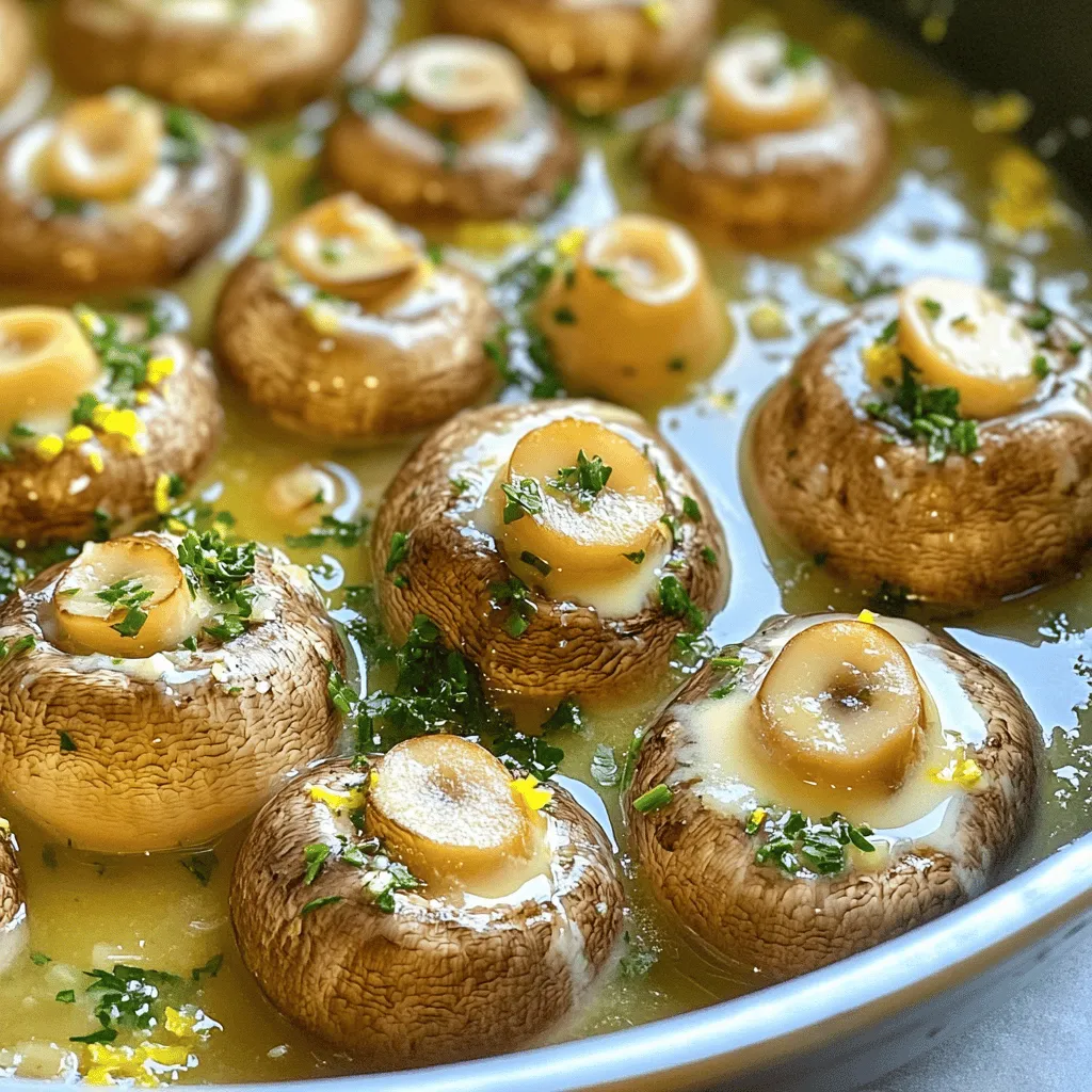 - 500g baby bella mushrooms - 4 tablespoons unsalted butter - 4 cloves garlic - Fresh herbs: parsley and thyme - Seasonings: salt, pepper, and oregano - Lemon juice and zest For this dish, I love using baby bella mushrooms. Their rich flavor adds depth. You’ll need four tablespoons of unsalted butter. This helps create a creamy texture. Add four cloves of garlic, finely minced. Garlic brings a warm, savory taste. Fresh herbs, like parsley and thyme, are key to brightness. You’ll also want salt, pepper, and oregano for seasoning. A bit of lemon juice and zest adds a refreshing kick. - Extra chopped parsley - Lemon slices If you want to elevate your dish, consider garnishing with more chopped parsley. Lemon slices also add a nice touch. They make your dish look vibrant and fresh. You can use the garnishes to boost the flavor too! For the full recipe, check out [Full Recipe]. To start, clean your baby bella mushrooms. Rinse them gently under cool water. Use a damp paper towel to wipe off any dirt. Next, trim the stems, cutting them to about a half-inch length. This helps the mushrooms absorb more flavor. Now, you need to preheat your skillet. Set it over medium heat. This step is key. A hot skillet ensures the butter melts evenly and the garlic cooks without burning. Let’s melt the butter. Add 4 tablespoons of unsalted butter to the heated skillet. Swirl the pan gently as it melts. You want it to become foamy and bubble lightly. This shows it’s ready for the next step. Now it’s time for the garlic. Add 4 cloves of finely minced garlic to the skillet. Sauté it for about 1 minute. The garlic should smell amazing, but be careful not to let it brown. Burnt garlic can ruin your dish. Next, raise the heat to medium-high. Add the cleaned baby bella mushrooms to the skillet. Stir them well in the garlic butter. You want each mushroom coated with that rich flavor. Season them with salt, freshly cracked black pepper, and dried oregano. Add fresh thyme leaves too. Cook for about 5-7 minutes. Stir occasionally until the mushrooms are tender and browned. Once done, remove the skillet from the heat. Stir in the freshly chopped parsley, lemon juice, and lemon zest. This brings a fresh burst of flavor that balances the richness. Taste the dish and adjust the seasoning if needed. A little more salt or pepper might be just right. Serve the herbed garlic butter mushrooms warm. You can garnish with extra parsley for a pop of color. For the full recipe, check the instructions above. - Ensuring garlic doesn’t overcook: Start by melting the butter over medium heat. When the butter bubbles, add minced garlic. Sauté for just one minute. This keeps the garlic fragrant. If it turns brown, it can taste bitter. - Maintaining mushroom texture: Use baby bella mushrooms for the best result. Once you add them to the skillet, cook them over medium-high heat. Stir occasionally for 5-7 minutes. You want them tender and beautifully browned, not mushy. - Serving suggestions: Serve these mushrooms warm. They pair well with grilled meats or a fresh salad. You can also use them as a tasty topping for pasta or rice dishes. - Creative plating ideas: For a nice touch, use a rustic wooden bowl or a simple white dish. This contrast makes the mushrooms pop. Top with extra parsley for color and freshness. {{image_4}} You can swap out baby bella mushrooms for other types. Try cremini or shiitake mushrooms for a different taste. Portobello mushrooms work too, especially if you want a meatier texture. For a lighter dish, choose white button mushrooms. If you need a dairy-free option, use plant-based butter. Brands like Earth Balance or Miyoko's make great substitutes. They melt well and add good flavor without the dairy. To boost flavor, consider adding cheese. Grated Parmesan or crumbled feta will make your dish richer. You could also mix in other herbs. Chives, basil, or rosemary can add a unique twist. If you love spice, try adding red pepper flakes or chili powder. This will give your dish a nice kick. A dash of smoked paprika can add depth and warmth, too. Don't be shy about experimenting to find your perfect blend! For the full recipe, check out Herbed Garlic Butter Mushrooms. To keep leftover mushrooms fresh, let them cool first. Place them in an airtight container. This helps seal in flavor and moisture. You can store them in the fridge for up to three days. If you want to keep them longer, consider freezing. For freezing, use a freezer-safe container. Make sure to label it with the date. Frozen mushrooms can last up to three months. Just remember, the texture may change after freezing. To reheat, use a skillet on low heat. This helps warm the mushrooms gently. Stir them often to avoid burning. You can also use a microwave, but it may make the mushrooms softer. To keep the texture nice, add a bit of fresh butter or oil when reheating. This adds flavor and moisture back into the dish. Enjoy your herbed garlic butter mushrooms warm for the best taste! For the complete recipe, see the [Full Recipe]. What can I serve with herbed garlic butter mushrooms? You can serve herbed garlic butter mushrooms with many dishes. They pair well with grilled meats, pasta, or a fresh salad. You can also use them as a topping on crostini or bruschetta. The rich flavor of the mushrooms adds depth to any meal. Can I make this dish vegan-friendly? Yes, you can! To make this dish vegan, simply swap the unsalted butter for a plant-based butter alternative. The rest of the recipe remains the same, and you'll still have a tasty dish. How long do these mushrooms last in the fridge? You can store leftover mushrooms in the fridge for about 3 to 4 days. Keep them in an airtight container to maintain freshness. Can I use dried herbs instead of fresh? You can use dried herbs! They have a stronger flavor, so use less than fresh herbs. A general rule is to use one-third the amount of dried herbs compared to fresh. For this recipe, try about 1 teaspoon of dried thyme and oregano. How do I know when the mushrooms are done cooking? Mushrooms are done when they are tender and golden brown. They should release their moisture and look juicy. Stir them occasionally while cooking to ensure even browning. When they shrink and become soft, they're ready to eat! You now have a clear guide to making herbed garlic butter mushrooms. We explored essential ingredients, step-by-step cooking, and helpful storage tips. Remember, fresh herbs and lemon zest bring great flavor. Feel free to get creative with variations and garnishes. Enjoy this dish with your favorite meal or as a tasty snack. With these tips, you can impress family and friends every time!