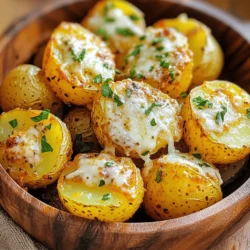 To make crispy garlic Parmesan potatoes, gather these key ingredients: - Baby potatoes - Garlic - Parmesan cheese - Olive oil - Oregano, paprika, salt, and pepper - Fresh parsley for garnish Baby potatoes are great because they cook quickly and have a creamy texture. Garlic adds a strong flavor that pairs well with the cheese. Freshly grated Parmesan cheese gives the dish a rich taste and crispy texture. Olive oil helps the potatoes roast nicely and adds healthy fats. For seasoning, oregano and smoked paprika add warmth and depth. Salt and pepper enhance all the flavors. Finally, fresh parsley brings a pop of color and freshness to your dish. You can find the Full Recipe for detailed steps on how to prepare and cook these potatoes! First, preheat your oven to 425°F (220°C). This step is key for crispy potatoes. Next, line a large baking sheet with parchment paper. This makes cleanup easy and prevents sticking. In a big mixing bowl, add the halved baby potatoes. Then, add the minced garlic, olive oil, dried oregano, smoked paprika, salt, and pepper. Toss everything well until the potatoes are fully coated. This ensures every bite is full of flavor. Now, transfer the seasoned potatoes onto your prepared baking sheet. Spread them out in a single layer. This helps them cook evenly and get crispy. Place the baking sheet in the oven and roast the potatoes for about 25 minutes. This initial roasting time gets the potatoes tender and starts the golden color. After 25 minutes, take the baking sheet out of the oven. Sprinkle the grated Parmesan cheese evenly over the warm potatoes. This cheese will melt and turn golden brown. Return the baking sheet to the oven for another 10-15 minutes. Keep an eye on them until the cheese is bubbly and the potatoes are crispy. Once done, let them cool for a few minutes. Finish with a sprinkle of fresh parsley for color and taste. Enjoy your delicious crispy garlic Parmesan potatoes! For the Full Recipe, check the complete details. To get those potatoes nice and crispy, spread them out in a single layer. This allows hot air to circulate around each piece and helps them cook evenly. I recommend roasting the potatoes for about 25 minutes first. After that, add the Parmesan cheese and roast for an extra 10 to 15 minutes. This method gives you that perfect golden-brown crust. Want to take your potatoes up a notch? Try adding some extra seasonings. A pinch of garlic powder or a dash of cayenne can add a nice kick. Fresh herbs like rosemary or thyme can also make a big difference. Just toss them in with the potatoes before baking for a fresh burst of flavor. One common mistake is overcrowding the baking sheet. If the potatoes are too close together, they will steam instead of roast. This can lead to soggy potatoes. Also, make sure to preheat your oven before baking. A hot oven is crucial for that crispy texture. Following these tips will help you create perfect crispy garlic Parmesan potatoes every time! If you want to see the Full Recipe, check out the earlier section. {{image_4}} You can change the taste of crispy garlic Parmesan potatoes easily. Try adding different cheeses like mozzarella or cheddar for a new twist. Each cheese brings a unique flavor. You can also mix in herbs like rosemary or thyme. These herbs add freshness and depth to the dish. Just chop them finely and toss them with the potatoes. Making this dish gluten-free is simple. The ingredients do not contain gluten, so you can enjoy it without worry. If you want a vegan version, swap the Parmesan cheese for nutritional yeast or a plant-based cheese. Both options give a cheesy flavor without dairy. Crispy garlic Parmesan potatoes pair well with many proteins. They go great with grilled chicken or steak. You can also serve them with fish for a lighter meal. For dips or sauces, consider garlic aioli or creamy ranch. These add a fun touch and enhance the flavors. To keep your crispy garlic Parmesan potatoes fresh, place them in an airtight container. Make sure they cool down first. This way, they won’t steam and lose their crispiness. They can last in the fridge for about three days. After that, they might not taste as good. When you want to enjoy leftovers, reheating is key. The best method is to use the oven. Preheat the oven to 375°F (190°C). Spread the potatoes on a baking sheet. This helps them stay crispy. Heat them for about 10 to 15 minutes. You can also use an air fryer. It works great for retaining that crunch. If you want to freeze the potatoes, start by letting them cool completely. Then, place them in a single layer on a baking sheet. Freeze them for about an hour. After that, transfer them to a freezer-safe bag or container. They can stay in the freezer for up to a month. To thaw, place them in the fridge overnight. After thawing, reheat them in the oven for best results. For crispy garlic Parmesan potatoes, I recommend using baby potatoes. They have a thin skin and cook evenly. Other good options include Yukon Gold and red potatoes. These types create a lovely, crispy outside and a soft inside. Yes, you can prep the ingredients ahead of time. Cut the baby potatoes and mix them with olive oil, garlic, and spices. Store the mix in the fridge for up to a day. This way, when you are ready, you can quickly roast them without much fuss. To avoid soggy potatoes, make sure to spread them out in a single layer. Do not overcrowd the baking sheet. This allows hot air to circulate around each potato. Also, preheating the oven is key. A hot oven helps to crisp them up quickly. You can access the Full Recipe for crispy garlic Parmesan potatoes online. It includes all the steps and details to help you create this tasty dish. This blog post provided a simple guide to roasting baby potatoes that are crispy and flavorful. We covered the essential ingredients, preparation steps, and roasting process. I also shared tips for achieving the perfect texture and flavor modifications. Remember to avoid common mistakes like overcrowding the baking sheet and not preheating the oven. With just a few adjustments, you can enjoy delicious roasted potatoes that fit your dietary needs. Get creative with the recipe and enjoy every bite!