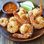 For this crispy coconut shrimp, you will need: - 1 lb large shrimp, peeled and deveined - 1 cup all-purpose flour - 1 teaspoon garlic powder - 1 teaspoon smoked paprika - 1/2 teaspoon sea salt - 2 large eggs - 1 cup shredded coconut (sweetened or unsweetened, based on preference) - 1 cup panko breadcrumbs - Oil for frying (vegetable or coconut oil work best) You can switch up some ingredients if you want to try different flavors. For the shrimp, choose fresh or frozen shrimp based on what you can find. The coconut can be sweetened or unsweetened, depending on your taste. If you like spice, add cayenne pepper to the flour mix for a kick. If you need to make changes, here are some easy swaps: - For gluten-free, use almond flour instead of all-purpose flour. - Instead of eggs, try a flaxseed mixture (1 tablespoon flaxseed meal mixed with 3 tablespoons water) to bind. - If you don't have panko, regular breadcrumbs will work, but they may not be as crunchy. This recipe is flexible, so feel free to adjust as needed! For the full recipe, be sure to check the detailed instructions. Start by rinsing the shrimp under cold water. This step helps remove any dirt or debris. After rinsing, drain the shrimp and lay them on paper towels. Pat them dry carefully. This is important! If the shrimp are wet, they won’t crisp up well when cooked. Next, prepare your coating. In a shallow bowl, mix the flour, garlic powder, smoked paprika, and sea salt. Whisk it well to blend the spices. In another bowl, crack the eggs and beat them until smooth. This egg wash helps the coating stick. In a third bowl, combine the shredded coconut and panko breadcrumbs. This mix gives your shrimp that crunchy texture. Now it’s time to coat the shrimp. Dip each shrimp first in the flour mixture. Shake off any extra flour. Then, dip it in the egg wash. Let the excess drip off. Finally, roll the shrimp in the coconut-panko mix. Press gently to help the coating stick well. For frying, heat enough oil in a skillet to cover about half an inch deep. Heat it on medium-high until it shimmers. You can test it with a small piece of bread; if it sizzles, it’s ready! Fry the shrimp in batches to avoid crowding. Cook for about 2-3 minutes on each side until golden brown. If you prefer baking, preheat your oven to 400°F (200°C). Place the coated shrimp on a baking sheet lined with parchment paper. Spray them lightly with cooking spray. Bake for about 15-20 minutes, turning halfway through. For an air-fryer option, preheat the air fryer to 375°F (190°C). Place the shrimp in a single layer, making sure they don’t touch. Cook for about 8-10 minutes, flipping halfway through. Whichever method you choose, enjoy your crispy coconut shrimp hot, paired with your favorite dipping sauce! For the full recipe, check out the complete guide above. To get that perfect crunch, start with dry shrimp. Moisture makes them soggy. After rinsing, use paper towels to pat them completely dry. Also, use panko breadcrumbs for extra crunch. They create a light, flaky texture. Fry them in hot oil, about 350°F. This helps seal in moisture while ensuring a crispy outside. For a flavor boost, you can marinate the shrimp. A mix of lime juice, garlic, and a pinch of salt works great. Let them soak for 30 minutes to absorb those tasty flavors. You can also try adding spices to the flour mix. Cayenne or curry powder adds a nice kick. Feel free to customize based on your taste. When frying, avoid overcrowding the pan. This can lower the oil temperature and lead to soggy shrimp. Fry in batches, giving each piece enough space. Use a slotted spoon to turn the shrimp gently. This ensures even cooking and prevents breakage. After frying, place shrimp on paper towels to absorb oil. This keeps them crispy. For more details, check the Full Recipe. {{image_4}} Baking coconut shrimp is a healthy option. You still get that great crunch. Preheat your oven to 425°F (220°C). Line a baking sheet with parchment paper. Coat the shrimp just like in the full recipe. Place each shrimp on the sheet, leaving space between them. Spray or brush the shrimp lightly with oil. Bake for 12-15 minutes. Flip halfway through to ensure even cooking. You'll love how crispy they turn out! Air-frying is another great way to cook coconut shrimp. It gives you a nice crunch without much oil. Follow the same coating steps from the full recipe. Preheat your air fryer to 400°F (200°C). Arrange the shrimp in a single layer in the basket. Spray them lightly with oil to help with browning. Cook for about 8-10 minutes, shaking halfway. Check for golden color and enjoy your crispy treat! For a spicy twist, add heat to your coconut shrimp. Mix cayenne pepper or chili powder into the flour mixture. You can also add chopped jalapeños to the egg wash for more flavor. Follow the full recipe, but keep an eye on your spice level. This version pairs well with a cool dipping sauce like yogurt or sour cream. Spice lovers will want to try this version! Store leftover crispy coconut shrimp in an airtight container. Make sure the shrimp cool down to room temperature before sealing. If you stack them, place parchment paper between layers to keep them crispy. Keep them in the fridge for up to three days. To reheat, use the oven for the best results. Preheat your oven to 375°F (190°C). Spread the shrimp on a baking sheet. Bake for about 10 minutes or until they are hot and crispy. You can also use an air fryer. Set it to 350°F (175°C) and heat for around 5-7 minutes. Avoid the microwave, as it makes the shrimp soggy. If you want to save some for later, freezing works great. Place the shrimp in a single layer on a baking sheet lined with parchment paper. Freeze them for about an hour or until solid. Then, transfer the shrimp to a freezer-safe bag. Squeeze out as much air as possible. They can last for up to three months in the freezer. When ready to eat, thaw them in the fridge overnight before reheating. Enjoy the crispy coconut shrimp just like the first time! Yes, you can use frozen shrimp. Just make sure to thaw them first. Place the shrimp in the fridge overnight or run them under cold water. Pat them dry well before you start coating them. This helps keep your shrimp crispy. I love pairing crispy coconut shrimp with sweet chili sauce. The sweet and spicy notes work well together. Another great choice is a zesty lime aioli. It adds a fresh taste that balances the rich shrimp. To make this recipe gluten-free, swap out the all-purpose flour with gluten-free flour. You can also use gluten-free panko breadcrumbs. This way, you can enjoy the same crunchy texture without gluten. Crispy coconut shrimp goes well with a few sides. Try serving it with a light salad or coleslaw. You can also add a side of jasmine rice or coconut rice for a tropical feel. For a fresh touch, include some grilled veggies. This blog post covered making crispy coconut shrimp from start to finish. We discussed key ingredients and substitutions to fit your taste. I shared step-by-step cooking methods, so you can choose how to prepare it. We also explored tips for the perfect crunch and flavorful marinades. Variations let you play with different flavor profiles, while our storage info ensures your leftovers stay fresh. Now you can impress with your crispy coconut shrimp skills! Enjoy every bite and feel free to experiment.