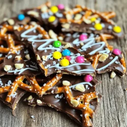 - 2 cups pretzel sticks - 1 cup semi-sweet chocolate chips - 1/2 cup white chocolate chips - 1/4 cup crushed nuts (almonds, peanuts, pecans) - 1/4 cup mini chocolate candies (M&M's) - Sea salt for sprinkling - Microwave-safe bowls - Spatula - Baking sheet - Parchment paper To make chocolate covered pretzel bark, you need just a few key ingredients. Start with pretzel sticks. They add a nice crunch. The semi-sweet chocolate chips give the bark its rich flavor. White chocolate chips add sweetness and a lovely contrast. Now, let’s talk options. You can add crushed nuts for extra texture. Choose from almonds, peanuts, or pecans. Mini chocolate candies, like M&M's, add fun colors and tastes. A sprinkle of sea salt on top can enhance all the flavors. You will also need some tools. A microwave-safe bowl is key for melting the chocolate. A spatula will help you mix and spread everything evenly. The baking sheet is where you will pour the mixture. Finally, parchment paper will make clean-up easy and help the bark come off smoothly. This simple list makes it easy to gather what you need. For the full recipe, you can check the details above. Enjoy creating this sweet treat! To start, line your baking sheet with parchment paper. This helps in two ways: it keeps the bark from sticking, and it makes cleanup easy. Make sure the parchment covers the entire sheet for best results. Next, we will melt the semi-sweet chocolate. Place the chocolate chips in a microwave-safe bowl. Heat them in the microwave for 30 seconds. After that, take it out and stir. Repeat this until the chocolate is smooth. This should only take 1-2 minutes total. Watch carefully to avoid burning the chocolate. Now it's time to coat the pretzels. In a large mixing bowl, add the broken pretzel pieces to the melted chocolate. Mix well. You want every piece of pretzel to be covered in chocolate. This step is key for that delicious flavor. Once coated, pour the chocolate-covered pretzel mix onto the lined baking sheet. Use a spatula to spread it out evenly. Take your white chocolate chips and melt them the same way. Drizzle the melted white chocolate over the pretzels in a zigzag pattern. While it’s still warm, sprinkle the crushed nuts and mini chocolate candies on top. For a finishing touch, add a pinch of sea salt. This will enhance the sweetness. Finally, chill the bark in the refrigerator. Leave it there for about 30-60 minutes until it sets hard. Once firm, take it out and break it into pieces. You can use your hands or a mallet for this. Enjoy your chocolate-covered pretzel bark as a treat or share it with friends! For the full recipe, click here! To keep your chocolate-covered pretzel bark fresh, use an airtight container. This keeps moisture out and keeps the bark crunchy. You can also divide it into smaller pieces. This makes it easy to grab a snack anytime. If you plan to store it for a long time, consider freezing it. Just wrap it tightly in plastic wrap, then place it in a freezer bag. You can freeze it for up to three months without losing its taste. When serving your bark, think about how to make it look nice. Place it on a decorative platter for a fun touch. You can also package pieces in clear bags tied with ribbons. This makes a great gift. For special occasions, you can add seasonal decorations, like sprinkles or themed candies. This adds a festive feel to your treat. Many people struggle with melting chocolate. To avoid burning it, use short bursts in the microwave. Heat the chocolate in 30-second intervals, stirring in between. This helps it melt evenly. Another tip is to avoid water. Even a drop can make chocolate seize up. Make sure your bowls and utensils are dry. Lastly, if the texture seems thick, you can add a teaspoon of vegetable oil. This will help create a smooth finish. {{image_4}} You can make this treat even more fun! Try adding different candies or flavors. For a fruity twist, use dried fruit like cranberries or cherries. You can also add crushed cookies, like Oreos, for a crunchy mix. If you love mint, consider using mint chocolate chips instead of semi-sweet. The options are endless! If you need to make it gluten-free, use gluten-free pretzels. For a vegan option, swap the chocolate chips for dairy-free ones. Many brands now offer great dairy-free chocolate. You can also use coconut oil to help melt the chocolate smoothly. This way, everyone can enjoy this tasty treat! Adapt this recipe for holidays or special events! For Halloween, add candy corn or sprinkle orange and black candies. Christmas calls for red and green M&M's or crushed candy canes. For Easter, pastel-colored candies give a cheerful touch. These little changes make your bark perfect for any celebration. For more details and tips, check out the Full Recipe! To keep your chocolate covered pretzel bark fresh, use airtight containers. These containers help prevent moisture and air from ruining the bark. You can also use a freezer-safe container for longer storage. If you choose to freeze it, wrap the bark in plastic wrap before placing it in the container. This extra layer protects it from freezer burn. Chocolate covered pretzel bark lasts about two weeks at room temperature. If stored in the fridge, it can last up to a month. In the freezer, the bark can stay good for about three months. Always label your containers with the date to track freshness easily. Look for changes in texture or smell. If the bark feels sticky or soft, it may be spoiled. If you see white spots, that means the chocolate has bloomed. While it’s safe to eat, it may not taste as good. Trust your senses; if it smells off, it’s best to toss it. Enjoy your sweet treat while it's at its best! To melt chocolate safely, follow these steps: 1. Choose the Right Bowl: Use a microwave-safe bowl. Glass or ceramic works best. 2. Measure Chocolate: Add the chocolate chips to the bowl. 3. Start Melting: Heat in the microwave for 30 seconds. 4. Stir: After 30 seconds, stir the chocolate well. 5. Continue Heating: Heat for 15-30 seconds more, stirring after each time. 6. Check for Smoothness: Stop when the chocolate is shiny and smooth, not burnt. These steps will help you melt chocolate perfectly every time. It takes about 1-2 minutes in total. Yes, you can use other chocolate types! Here are some options: - Dark Chocolate: This gives a rich flavor. - Milk Chocolate: This adds sweetness and creaminess. - White Chocolate: This is great for a sweet, creamy taste. Mix and match these chocolates to find your favorite combo. Each type brings a unique flavor that makes the bark fun! To make your pretzel bark gift-ready, consider these tips: - Use a Clear Jar: A glass jar shows off the bark's beauty. - Add a Ribbon: Tie a colorful ribbon around the jar for flair. - Decorative Box: Place the bark in a decorative box for a special touch. These ideas make your treat look inviting and personal. Yes, you can make this recipe ahead of time! Here’s how to do it: - Prepare and Chill: Follow the recipe and chill the bark as usual. - Store Properly: Once set, break the bark into pieces. - Use an Airtight Container: Store it in an airtight container. This way, the bark stays fresh and tasty for up to two weeks. You can find pre-made chocolate-covered pretzel bark at: - Local Candy Shops: Many sell homemade options. - Grocery Stores: Look in the snack or candy aisle. - Online Retailers: Websites like Amazon often have various brands. These options let you enjoy the treat without making it yourself! In this blog post, we covered a simple recipe for chocolate-covered pretzel bark. I provided lists of main and optional ingredients to customize your treat. You learned step-by-step instructions, tips for storage, and common mistakes to avoid. Remember, you can tailor your bark with different flavors and dietary options. Enjoy making and sharing this fun snack. Your friends and family will love it!