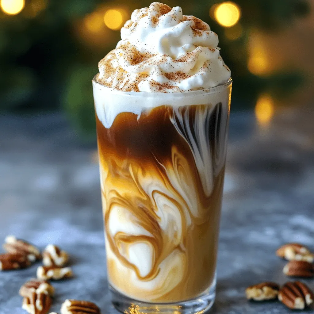 To create a delicious Cinnamon Roll Cold Brew, you need a few key ingredients: - 2 cups cold brew coffee - 1 cup milk (dairy or non-dairy) - 2 tablespoons packed brown sugar - 1 teaspoon pure vanilla extract - 1 teaspoon ground cinnamon - Whipped cream for topping - Cinnamon and sugar mixture for garnish These ingredients come together to make a rich and creamy drink that tastes like a cinnamon roll. If you want to take your cold brew to the next level, try adding: - Crushed pecans or walnuts for crunch - A dash of nutmeg for warmth - A splash of flavored syrup like caramel These extras can add depth and make each sip even more enjoyable. Not all cold brew coffee is equal. Here are a few brands I trust: - Stumptown Cold Brew - Blue Bottle Coffee - Chameleon Organic Cold Brew These brands offer smooth and rich cold brew coffee that pairs well with the cinnamon roll flavors in your drink. First, start with cold brew coffee. Pour 2 cups into a medium pitcher. Next, add 1 cup of milk. You can use dairy or any non-dairy milk you like. Stir the mixture until it blends well and is smooth. Now, let’s add flavor! Add 2 tablespoons of packed brown sugar to the pitcher. Then, pour in 1 teaspoon of pure vanilla extract and 1 teaspoon of ground cinnamon. Mix well with a whisk or spoon until the brown sugar dissolves. This step is key for a rich taste. Fill two glasses with ice cubes. Pour the cinnamon coffee mixture over the ice. Each glass should look full and inviting. Top each glass with whipped cream for extra indulgence. A sprinkle of cinnamon and sugar on top will remind you of fresh cinnamon rolls. For a fun twist, add crushed pecans or walnuts. Serve immediately with a straw or a cinnamon stick for stirring. This makes it easy to enjoy your Cinnamon Roll Cold Brew Delight. For the full recipe, check the earlier section. To create the best cinnamon roll cold brew, focus on your ingredients. Use high-quality cold brew coffee as your base. The right blend makes a big difference. Choose a milk that you enjoy, either dairy or non-dairy. This choice impacts the drink's creaminess. Don't rush mixing the brown sugar. Ensure it dissolves completely for smooth flavor. Adding a touch more cinnamon can enhance the taste. Remember, you want that warm, cozy feeling of a cinnamon roll. One common mistake is using hot coffee instead of cold brew. This can ruin the drink's refreshing vibe. Avoid skimping on the whipped cream; it adds a rich touch. Also, don’t forget to mix well. If you leave lumps of brown sugar, the sweetness won't be even. Lastly, using too much milk can dilute your coffee flavor. Aim for balance to let the cinnamon shine through. When mixing, use a whisk for better blending. This helps combine all the flavors smoothly. Serve your cold brew in clear glasses to show its beauty. This makes your drink look inviting. For serving, add ice cubes first to chill it fast. Top with whipped cream generously, then sprinkle the cinnamon and sugar mixture. If you like, add crushed pecans or walnuts for a nice crunch. Enjoy it with a straw or a cinnamon stick to stir in more flavor. Follow these tips for a delightful experience! For the full recipe, check out the Cinnamon Roll Cold Brew Delight. {{image_4}} You can easily swap dairy milk for non-dairy choices. Almond, oat, or coconut milk works great. Each adds a unique taste to the drink. These options keep it creamy without dairy. If you want a nutty flavor, go for almond milk. For a sweeter touch, try oat milk. Want to mix things up? Here are some fun ideas: - Caramel: Add a tablespoon of caramel syrup for a sweet twist. - Mocha: Stir in a tablespoon of cocoa powder for chocolate lovers. - Hazelnut: Use hazelnut syrup to bring in a nutty depth. Each infusion gives your drink a new flair. Feel free to experiment until you find your favorite! As seasons change, so can your Cinnamon Roll Cold Brew. In fall, add pumpkin spice for a cozy vibe. Just a pinch of pumpkin pie spice can elevate your drink. During the holidays, try a dash of peppermint extract for a festive touch. This drink can adapt to any season with simple tweaks. For the full recipe, check our detailed instructions to make this delicious and flavorful treat at home! If you have extra Cinnamon Roll Cold Brew, store it in the fridge. Use a clean, airtight container. This keeps it fresh and tasty. You can enjoy your drink for a few days. The cold brew lasts about 3 to 5 days in the fridge. If you want to keep it longer, freeze it. Pour the cold brew into ice cube trays. Once frozen, transfer the cubes to a freezer bag. This way, you can use them later in smoothies or iced coffees. To keep the flavor strong, avoid letting it sit out. Always put it back in the fridge right after serving. If you notice any change in flavor, it’s best to toss it. Freshness is key to enjoying that cinnamon roll taste! Cinnamon Roll Cold Brew stands out due to its rich flavors. Regular cold brew is just coffee brewed cold. This special drink adds milk and spices. The vanilla and cinnamon create a sweet, dessert-like drink. It tastes like a cinnamon roll in a cup! The brown sugar adds extra sweetness. This mix of flavors makes it a delightful treat. Yes, you can easily make this Cinnamon Roll Cold Brew vegan! Just swap the milk for a non-dairy option. Almond milk, oat milk, or coconut milk work great. Use plant-based whipped cream for the topping. This way, you keep the same delicious taste without dairy. You won’t miss out on flavor! You can find ready-to-drink Cinnamon Roll Cold Brew at many grocery stores. Look in the coffee or beverage section. Some cafes may offer this flavor as a cold brew option. You can also check online retailers for delivery. If you want to try making it at home, see the Full Recipe. Making it fresh can be fun and tasty! In summary, you explored the tasty world of Cinnamon Roll Cold Brew. You learned about key ingredients, tips for making it, and how to store leftovers. This drink offers fun flavors and easy ways to enjoy coffee. Experiment with variations, like non-dairy options or seasonal twists. Remember to avoid common mistakes to get the best taste. With these insights, you can create a delightful cold brew that stands out. Enjoy your coffee journey!