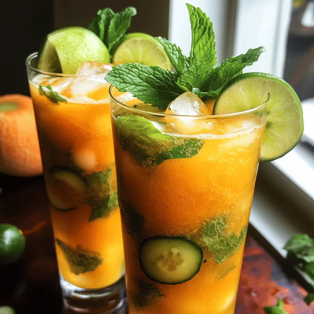 - Ripe Cantaloupe - Cucumber - Cold Water - Fresh Lime Juice - Agave Syrup - Fresh Mint Leaves - Ice Cubes Choosing Ripe Cantaloupe Pick a cantaloupe that feels heavy for its size. The skin should have a slight netting pattern. Look for a sweet smell at the stem end. If it smells good, it is likely ripe. Selecting the Right Cucumber Choose cucumbers that are firm and dark green. Avoid ones with soft spots or wrinkles. Fresh cucumbers give a crisp taste and add a refreshing crunch. Alternative Sweeteners If you prefer, use honey or maple syrup instead of agave syrup. Each will add its own flavor while still keeping it sweet. Additional Flavor Enhancers Try adding a pinch of salt to balance the sweetness. You can also add a splash of coconut water for more flavor. Fresh basil can also bring a nice twist to this drink. For the full recipe, check out the details above. To start, you need to prepare the cantaloupe and cucumber. First, peel the cantaloupe. Cut it into small cubes. Next, peel the cucumber and chop it roughly. These steps help blend the fruits smoothly. Now, let’s move on to the blending process. In a high-speed blender, add the cubed cantaloupe, chopped cucumber, and two cups of cold water. Blend this mixture on high speed until it is completely smooth. You want to ensure no chunks remain. This will create a refreshing base for your agua fresca. Straining is an important step. It helps remove pulp and gives a smooth drink. Use a fine mesh sieve or cheesecloth placed over a large pitcher. Pour the blended mixture through it. Use the back of a spoon to press down. This helps extract as much liquid as possible. You want to leave the pulp behind for a clean finish. Next, it's time for the final touches. Stir in the freshly squeezed lime juice. Add agave syrup to adjust the sweetness. Taste along the way. This is your chance to make it just right for your palate. When serving, fill tall glasses with ice cubes. Pour the refreshing agua fresca over the ice. For a nice touch, garnish each glass with a sprig of fresh mint. This adds aroma and a pop of color. For the full recipe, check the details above. Enjoy your cool summer drink! To make your cantaloupe cucumber agua fresca even better, try infusing it with herbs. Fresh mint adds a cool taste. You can also use basil for a unique twist. Just add a few leaves to the blender with the fruits. Chilling your ingredients before you blend is another great tip. Cold fruits and water make a drink that feels refreshing. Put your cantaloupe and cucumber in the fridge for an hour before use. Use clear glassware to show off the bright colors of your drink. Tall glasses work best, as they let you see the layers. You can also use mason jars for a rustic look. For garnishing, fresh mint leaves are perfect. Place a sprig on top of each drink for a pop of color and aroma. You can also add cucumber slices on the rim of the glass for a fun touch. One common mistake is over-blending the mixture. Blend just until smooth; otherwise, you may lose the fresh taste. Remember, you want a light, airy texture. Another mistake is not straining enough. Strain the mixture well to remove pulp. This gives you a smoother drink that feels refreshing. If you skip this step, your agua fresca may be too thick. For more details, check out the full recipe for cantaloupe cucumber agua fresca. {{image_4}} You can change up your agua fresca with seasonal fruits. - Adding Watermelon: Watermelon blends well with cantaloupe. It adds sweetness and extra hydration. Just replace some cantaloupe with watermelon cubes. The drink stays light and refreshing. - Using Pineapple: Pineapple brings a tropical twist. Its tartness contrasts nicely with the sweet cantaloupe. Use fresh pineapple for the best flavor. Blend it in the same way as the other fruits. Mix different fruits to create new flavors in your drink. - Citrus Twist with Orange: Add orange juice for a zesty kick. The citrus brightens the drink and adds a fresh taste. Just use fresh orange juice to keep it natural. - Berry Boost with Strawberries: Strawberries add a sweet and tangy flavor. Blend them in with the cantaloupe and cucumber. This gives your agua fresca a beautiful pink hue. If you enjoy a bit of heat, try these spicy twists. - Incorporating Jalapeño: For a spicy kick, add jalapeño to the mix. Start with a small piece and taste as you blend. This adds warmth without overpowering the drink. - Using Spicy Mint: Get some spicy mint for a unique flavor. Blend it with the other ingredients for a fresh and spicy note. It adds an exciting twist to your agua fresca. These variations let you customize your cantaloupe cucumber agua fresca. You can keep it simple or get creative! For the full recipe, check out the main content. To keep your cantaloupe cucumber agua fresca fresh, store it properly. Use a clean glass pitcher or a sealed jar to hold the drink. This helps keep out air and light, which can spoil the taste. Make sure to refrigerate it right after serving. Avoid letting it sit out too long. How long does agua fresca last in the fridge? It can stay fresh for up to three days. After that, it may lose flavor and freshness. Always check for any changes in smell or taste before drinking. If it smells off, it’s best to toss it. You can freeze the mixture for later use. Pour it into ice cube trays or freezer-safe containers. Leave some space for expansion as it freezes. This way, you can enjoy a refreshing drink anytime. To thaw, simply move the container to the fridge for several hours. Once thawed, stir well before serving. You may want to add fresh mint or lime juice to boost the flavor. Enjoy your frozen treat on a hot day! Cantaloupe Cucumber Agua Fresca is a refreshing drink made with fresh produce. It blends ripe cantaloupe and cucumber with water for a light, summery flavor. This drink is perfect for hot days. It offers a balanced mix of sweetness from the cantaloupe and a crisp taste from the cucumber. 1. Start by peeling and cubing the cantaloupe. 2. Chop the cucumber into rough pieces. 3. In a blender, combine the cantaloupe, cucumber, and cold water. 4. Blend until smooth. 5. Strain the mixture into a pitcher to remove pulp. 6. Stir in lime juice and agave syrup to taste. 7. Serve over ice and garnish with mint leaves. For complete details, check out the Full Recipe. Yes, you can make this drink ahead of time. Prepare the agua fresca and store it in the fridge. It will stay fresh for up to three days. Just remember to stir it before serving. This drink tastes best when served cold, so keep it chilled. Absolutely! This recipe is great for kids. It is made from natural fruits and has no added sugars. The taste is sweet and light, making it appealing to young palates. Plus, it’s a healthy way to keep them hydrated on hot days. In this post, we explored the refreshing Cantaloupe Cucumber Agua Fresca. We detailed the ingredients and shared tips for choosing the best ones. You learned how to prepare, blend, and serve this tasty drink. Enhancing the flavor and avoiding common mistakes are crucial for great results. Overall, making this drink is simple and fun. You can easily adjust it to fit your taste. Enjoy experimenting with different flavors and share it with friends!