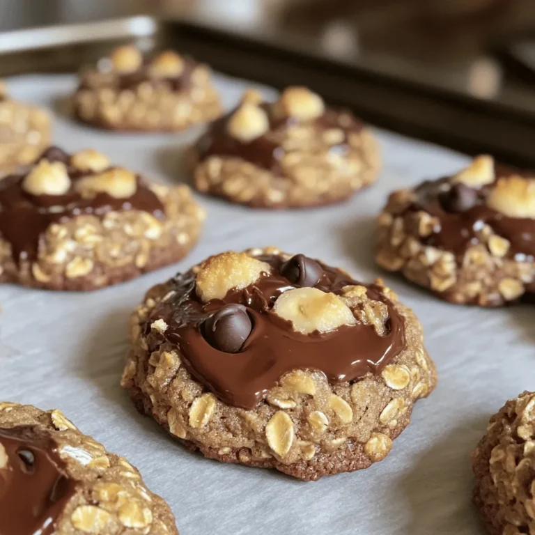 To make chocolate banana oat cookies, you will need: - 2 ripe bananas, well mashed - 1 cup rolled oats - 1/2 cup dark chocolate chips, semi-sweet or bittersweet - 1/4 cup almond butter or peanut butter, smooth - 1/4 cup honey or maple syrup, for natural sweetness - 1 teaspoon pure vanilla extract - 1/2 teaspoon ground cinnamon - 1/4 teaspoon sea salt - Optional: 1/4 cup chopped nuts (such as walnuts or pecans) for added crunch Using precise measurements helps the cookies turn out great. Here are my tips: - Use ripe bananas. They should be soft and spotty. This gives your cookies natural sweetness. - Rolled oats are best for texture. Quick oats may make the cookies too soft. - Dark chocolate chips provide a rich flavor. Choose semi-sweet or bittersweet for balance. - Nut butter adds creaminess. Almond or peanut butter works well. Measure carefully for best results. - Use honey or maple syrup as your sweetener. Both options give a nice flavor. - Don't skip the cinnamon. It adds warmth and depth to each bite. These cookies are not just tasty; they are also nutritious. - Bananas are rich in potassium and vitamins. They help with energy and digestion. - Rolled oats are high in fiber. They keep you full and can help lower cholesterol. - Dark chocolate is packed with antioxidants. It provides health benefits in moderation. - Nut butter contains healthy fats and protein. It supports heart health and muscle strength. - Honey or maple syrup offers natural sweetness without refined sugar. They have vitamins and minerals. - Cinnamon may help reduce inflammation. It also adds a delightful flavor. These ingredients make chocolate banana oat cookies a simple, nutritious treat that you can feel good about enjoying! Making Chocolate Banana Oat Cookies is easy and fast. You start with simple ingredients. This recipe takes about 10 minutes to prep. You will bake the cookies in just 12 to 15 minutes. Follow these steps for great results. 1. Preheat your oven to 350°F (175°C). This step helps your cookies bake evenly. 2. Line a baking sheet with parchment paper. This prevents sticking and helps with cleanup. 3. In a large bowl, mash 2 ripe bananas. Add 1/4 cup of almond or peanut butter. Mix until creamy. 4. Next, add 1/4 cup of honey or maple syrup. Then, pour in 1 teaspoon of vanilla extract. 5. Sprinkle in 1/2 teaspoon of ground cinnamon and 1/4 teaspoon of sea salt. Stir until smooth. 6. Now, fold in 1 cup of rolled oats. Mix until the oats are well combined. 7. Add 1/2 cup of dark chocolate chips. If you want, mix in 1/4 cup of chopped nuts too. 8. Use a tablespoon to scoop the dough. Place the mounds on the baking sheet, leaving space between them. 9. Bake for 12 to 15 minutes. Look for golden brown edges to know they are done. 10. Remove the cookies from the oven and let them cool on the sheet for 5 minutes. 11. Finally, transfer the cookies to a wire rack to cool completely. To get the best texture, use ripe bananas. They add moisture and natural sweetness. Don’t skip the almond or peanut butter; it makes the cookies chewy. If you want crunch, add the chopped nuts. Bake until the edges are golden brown but the centers are still soft. This balance gives you a perfect cookie. Enjoy your Chocolate Banana Oat Cookies! For the full recipe, check the recipe section above. You can easily swap ingredients in this recipe. If you don't have almond butter, try peanut butter. They both add creaminess. For a nut-free option, use sunflower seed butter. You can also replace honey with agave nectar or a sugar substitute. If you need gluten-free cookies, use certified gluten-free oats. These simple changes keep your cookies tasty and nutritious. To boost flavor, add a pinch of sea salt to the chocolate chips. This enhances the sweet taste. You can also mix in spices like nutmeg or ginger for a warm punch. For a chewy texture, try using old-fashioned rolled oats instead of instant oats. You can also add chopped nuts or shredded coconut for extra crunch and flavor. Store your cookies in an airtight container. This keeps them fresh for about five days. If you want to freeze them, wrap each cookie in plastic wrap and place them in a freezer bag. They’ll last up to three months. To reheat, pop them in the microwave for about 10 seconds. This brings back their soft texture. For the best flavor, enjoy them warm. {{image_4}} You can easily switch things up with your chocolate banana oat cookies. Try adding different mix-ins to create your unique flavor. Here are some ideas: - Dried fruits: Raisins, cranberries, or chopped apricots add sweetness. - Seeds: Chia seeds or flaxseeds will boost nutrition and crunch. - Nut butters: Swap almond butter for cashew or sunflower butter. - Spices: Experiment with nutmeg or ginger for a warm twist. You can adapt this recipe for special diets. To make it gluten-free, use certified gluten-free oats. If you want a vegan option, use maple syrup instead of honey. Substitute almond butter with any nut-free butter for allergies. These swaps will keep the cookie tasty while meeting dietary needs. Serving your cookies can be fun! Here are some cool ideas: - Ice cream sandwich: Place a scoop of your favorite ice cream between two cookies. - S'mores twist: Add a marshmallow and a piece of chocolate on top, then broil for a melty treat. - Breakfast boost: Crumble cookies over yogurt or oatmeal for added flavor and texture. - Gift idea: Package cookies in a cute box with a ribbon for a thoughtful treat. For the full recipe, check out the details I provided earlier. Enjoy customizing your cookies! To keep your chocolate banana oat cookies fresh, store them in an airtight container. This helps prevent them from drying out. If you stack the cookies, place parchment paper between layers. This keeps them from sticking together. If you want to save some for later, freezing is a great option. First, let the cookies cool completely. Then, place them in a single layer on a baking sheet. Freeze them for about an hour. After that, transfer the cookies to a freezer bag or container. Be sure to label the bag with the date. They will stay fresh for up to three months. To maintain freshness, keep the cookies in a cool, dry place. Avoid direct sunlight and heat. If the cookies start to lose their flavor, try reheating them in the oven for a few minutes. This brings back their warmth and soft texture. You can also enjoy them with a glass of milk or a cup of tea for a tasty treat. For the complete recipe, check the [Full Recipe]. The cookies are done when the edges turn golden brown. You can also check by gently pressing the top. If it feels firm, they are ready. The center may look soft but will firm up as they cool. Yes, you can use quick oats. They will make the cookies a bit softer. Rolled oats give a chewier texture. If you prefer a heartier bite, stick with rolled oats. You can use agave syrup or coconut nectar as a sweetener. Both options work well in this recipe. They add sweetness without changing the flavor much. You can also try using brown sugar in a pinch. Just remember to adjust the liquid slightly to maintain the right consistency. For the full recipe, check out the details above! This blog post covered key ingredients for baking cookies. I shared measurements and the benefits of each ingredient. You learned step-by-step instructions for perfect baking and tips for texture. I provided best practices for substitutions and enhancing flavor. Variations allow for creativity, including dietary adaptations. Storage tips help you keep cookies fresh. Keep experimenting and making these treats your own. Baking should be fun and rewarding!