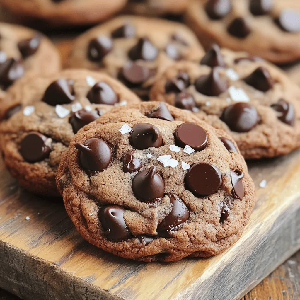 - 1 cup unsalted butter, at room temperature - 1 cup packed brown sugar, firmly pressed - 1/2 cup granulated white sugar - 2 large eggs, preferably at room temperature - 2 teaspoons pure vanilla extract - 1 3/4 cups all-purpose flour - 1/2 cup unsweetened cocoa powder - 1 teaspoon baking soda - 1/2 teaspoon fine sea salt - 1 cup semi-sweet chocolate chips - 1/2 cup milk chocolate chips - 1/4 cup dark chocolate chunks - Nuts (e.g., walnuts or pecans) - Alternative chocolate types (white chocolate, butterscotch) Choosing high-quality chocolate chips makes a big difference. Look for brands like Guittard, Ghirardelli, or Nestlé. These brands offer rich flavor and great melting quality. Using good chocolate enhances the taste of each cookie. You want every bite to be packed with chocolate goodness. For the best results, measure your ingredients carefully. This helps create the perfect texture for your cookies. Remember, the right balance of butter, sugar, and flour leads to a great cookie. If you want to explore more, check out the Full Recipe for detailed instructions. 1. Start by preheating your oven to 350°F (175°C). This helps the cookies bake evenly. 2. Line two baking sheets with parchment paper. This keeps the cookies from sticking. 3. In a large bowl, mix 1 cup of unsalted butter with 1 cup of packed brown sugar and 1/2 cup of granulated sugar. Use an electric mixer on medium speed. Cream them until light and fluffy. This should take about 2-3 minutes. 1. Add 2 large eggs into the butter and sugar mix, one at a time. Make sure each egg is fully mixed in before adding the next. 2. Pour in 2 teaspoons of pure vanilla extract and stir gently to combine. 3. In a separate bowl, whisk together 1 3/4 cups of all-purpose flour, 1/2 cup of unsweetened cocoa powder, 1 teaspoon of baking soda, and 1/2 teaspoon of fine sea salt. 4. Gradually add this dry mix to the wet ingredients. Mix on low speed until just combined. Be careful not to overmix; this keeps your cookies soft. 1. Gently fold in 1 cup of semi-sweet chocolate chips, 1/2 cup of milk chocolate chips, and 1/4 cup of dark chocolate chunks. Use a spatula to distribute the chocolate evenly. 2. Use a cookie scoop or a tablespoon to drop rounded balls of dough onto the prepared baking sheets. Space them about 2 inches apart. This allows for spreading during baking. 1. Place the baking sheets in your preheated oven. Bake the cookies for 10-12 minutes. Watch closely; they should have set edges and soft centers. 2. Once done, carefully remove the sheets from the oven. Let the cookies cool on the baking sheets for 5 minutes. 3. Transfer the cookies to a wire rack to cool completely. This gives them the perfect texture. For the full recipe, check the earlier section. Enjoy your homemade treats! To get the best cookie texture, you must adjust your baking time. For chewy cookies, bake them for 10-11 minutes. If you want crisp cookies, go for 12-13 minutes. The edges should be set, but the middle can be soft. Spacing your cookies on the baking sheet is crucial. Place them about 2 inches apart. This space helps them spread evenly. If they are too close, they will stick together and lose their shape. One big mistake is overmixing the dough. Mix just until the flour disappears. Overmixing makes the cookies tough. On the flip side, under-mixing can leave dry flour pockets. Aim for a smooth, even dough. Also, remember to use room temperature ingredients. Cold butter or eggs can affect how the dough comes together. Room temperature helps everything mix better, leading to a softer cookie. To make your cookies really pop, add sea salt before serving. A light sprinkle on top enhances the sweetness. It creates a lovely contrast. For serving, think about pairing them with milk or coffee. You can also stack them on a rustic wooden board for a nice look. A glass jar tied with a ribbon makes a great gift too. If you want the full recipe, check it out [Full Recipe]. {{image_4}} You can take chocolate chip cookies to a new level. One great twist is making double chocolate chip cookies. To do this, simply add cocoa powder to the dough. This makes the cookies rich and extra chocolatey. You can find the full recipe for decadent double chocolate chip cookies above. If you want a vegan or gluten-free version, it is easy! Replace butter with coconut oil and use flax eggs. For gluten-free, swap regular flour with almond or oat flour. Both options taste great and fit different diets. Mixing flavors can make your cookies even better. Try adding peanut butter to the dough for a nutty taste. Just replace some butter with peanut butter. This gives a soft, chewy cookie with a lovely flavor. Mint chocolate chip cookies are another fun combo. Just add mint extract to the dough. This gives a fresh twist that is perfect for any mint lover. You can even toss in some chopped mint candies for a crunchy surprise. Seasonal themes make cookies special. For the holidays, add spices like cinnamon or nutmeg. This brings warmth and comfort to each bite. You can also decorate them with festive colors. In summer, try adding fruits or nuts. Chopped cherries or walnuts can give a burst of flavor. These seasonal variations keep your cookie game exciting all year round. To keep your cookies fresh, use airtight containers. This helps to lock in moisture and flavor. Store them at room temperature. Cookies will stay fresh for about one week this way. If you want to keep them longer, freeze the cookie dough. Just scoop the dough into balls and place them on a baking sheet. Freeze them for a few hours, then store them in a freezer bag. They can stay fresh for up to three months. Stale cookies can still bring joy! To revive them, place a slice of bread in the container with the cookies. The cookies will absorb moisture from the bread and become soft again. For frozen cookies, simply thaw them at room temperature. You can also warm them in the oven at a low temperature for a few minutes. This helps bring back their fresh-baked taste. For the full recipe on making these delicious cookies, check out the [Full Recipe]. To make your cookies chewier, use more brown sugar. Brown sugar has moisture that keeps cookies soft. You can also add an extra egg yolk. This adds fat, which gives the cookies a nice chew. Try baking them for a shorter time too. Check them at 10 minutes. If the edges are set but the centers are soft, pull them out. Let them cool on the tray to finish baking. Yes, you can use oil instead of butter. However, this change will affect flavor and texture. Butter gives cookies a rich taste and a nice crisp. Oil makes cookies softer and denser. If you choose oil, use less than the butter amount. For every cup of butter, use about 3/4 cup of oil. Properly measuring flour is key to great cookies. Use a spoon to scoop flour into your measuring cup. Do not scoop directly from the bag. This packs the flour, making your cookies dry. After scooping, level the flour with a knife. This gives you the right amount. Baking at high altitudes can change cookie outcomes. You may need to reduce baking time and temperature. Lower the oven temperature by 25°F (about 15°C). This helps cookies bake evenly. Also, add a bit more flour. Start with 1-2 tablespoons. This helps cookies hold their shape better. You now know the core ingredients and steps to bake the best cookies. Remember to choose quality chocolate and avoid common mistakes. Adjust your baking times to get the texture you love. Feel free to try fun variations and seasonal twists to keep things exciting. Proper storage will keep your cookies fresh for longer. Baking cookies is a creative joy you can master. Enjoy every bite and share the love with friends and family. Happy baking!