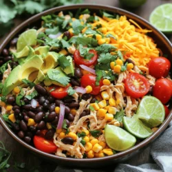 To make a tasty Southwest chicken salad, gather these key ingredients: - 2 cups cooked chicken breast, shredded - 1 cup black beans, rinsed and drained - 1 cup corn kernels (fresh or frozen) - 1 red bell pepper, diced into bite-sized pieces - ½ red onion, finely chopped - 1 ripe avocado, diced - 1 cup cherry tomatoes, halved - ½ cup shredded cheddar cheese - ¼ cup fresh cilantro, finely chopped - 3 tablespoons olive oil - 2 tablespoons fresh lime juice - 1 teaspoon ground cumin - 1 teaspoon chili powder - Salt and freshly ground pepper, to taste These ingredients combine to create a lively blend of flavors and textures. Preparation is key for a great salad. Start with the chicken. Shred it finely for even mixing. Rinse and drain the black beans. This step removes extra sodium. If using frozen corn, thaw it fully. Chop the red bell pepper and onion into small bits. Dice the avocado last to keep it fresh. Halve the cherry tomatoes for a burst of flavor. Finally, chop the cilantro finely for a fresh touch. This salad packs a healthy punch. Each serving is rich in protein and fiber, thanks to the chicken and beans. It also provides healthy fats from the avocado and olive oil. The veggies add vitamins and minerals, making this salad a nutritious choice. With the Full Recipe, you can enjoy a balanced meal that is both filling and delicious. To start, grab a large bowl. Add in the shredded chicken, black beans, corn, diced red bell pepper, chopped red onion, diced avocado, and halved cherry tomatoes. Use a spatula to mix gently. You want to keep the avocado pieces whole. Next, take a small bowl. Whisk together the olive oil, fresh lime juice, ground cumin, chili powder, and a little salt and pepper. Mix until it is smooth. This dressing gives the salad its zesty kick. Now, drizzle the dressing over your salad mix. Toss it gently so everything gets coated. Be careful not to mash the avocado. Finally, fold in the shredded cheddar cheese and fresh cilantro. Mix just until everything is combined. Taste your salad and add more salt or pepper if needed. Let it sit for about 10 minutes. This resting time helps the flavors blend nicely. For easy shredding, use cooked chicken breast. You can use a fork or your hands to pull it apart. If it’s still warm, it will shred easier. You can also use a stand mixer with a paddle attachment on low speed. This works well and saves time. Letting the salad sit for a bit is key. This time allows all the flavors to mix together. You will taste the difference! The lime juice and spices will soak into the chicken and veggies. This makes each bite burst with flavor. Enjoy your flavorful Southwest Chicken Salad! When cutting vegetables, keep your knife sharp. A sharp knife helps you cut cleanly. Always use a cutting board for safety. Start with the red onion. Cut it in half and then slice thinly. Next, take the bell pepper. Remove the seeds and slice into small pieces. For the avocado, cut it in half, remove the pit, and scoop the flesh out. Dicing should be gentle to keep it intact. Look for bright colors when choosing vegetables. Firmness means freshness, so squeeze gently. For tomatoes, pick ones that are slightly soft. When selecting avocados, check for ripeness by gently pressing. Black beans should be in good condition, without any dents in the can. For corn, frozen works well, but fresh is best. Always check the expiration dates on canned goods. For a beautiful salad, use big, colorful bowls. You can also layer it in clear jars. This shows off the colorful layers and attracts attention. Garnish with extra cilantro and lime wedges. This adds a fresh touch. Serve with tortilla chips on the side for crunch. The Full Recipe gives you a great guide for the best flavor combinations. {{image_4}} To make a vegetarian version, swap the chicken for more beans. Black beans work great. You can also add chickpeas for protein. Toss in extra veggies like zucchini or bell peppers. You could mix in roasted corn for a sweet touch. Add avocado, and you’ll still achieve that creamy texture! While the lime dressing is tasty, you can try others too. A creamy avocado dressing adds a rich flavor. Combine avocado with Greek yogurt for a healthier option. A honey-lime vinaigrette gives a sweet kick. Try a smoky chipotle dressing for some heat. Each dressing changes the salad's personality! Want more protein? Toss in cooked quinoa or lentils. These grains boost fiber and keep you full. For extra crunch, sprinkle on some pumpkin seeds or nuts. Sunflower seeds add a nice touch too. They bring a nutty flavor and a healthy crunch to your salad. To keep your Southwest Chicken Salad fresh, place leftovers in an airtight container. Make sure to seal it well to prevent air from getting in. Store the salad in the fridge for up to three days. If you notice any browning on the avocado, just remove that part before eating. Freezing this salad isn't the best option. The fresh veggies and avocado won’t hold up well. If you must freeze, separate the dressing and salad. You can freeze the chicken and beans together. Thaw them in the fridge before using. Mix in fresh veggies and dressing just before serving. Use glass or BPA-free plastic containers for best results. Glass containers keep food fresh and don’t absorb odors. Plastic containers are lightweight and easy to handle. Choose containers that fit your serving size. This way, you can avoid waste and enjoy the salad later. For the complete cooking steps, check out the Full Recipe. Southwest Chicken Salad offers many health benefits. First, it is packed with protein from the chicken. Protein helps build and repair muscles. The black beans add fiber, which aids in digestion. Fiber also keeps you full longer. Fresh veggies like bell peppers and tomatoes provide vitamins and minerals. Avocado brings healthy fats to the dish, supporting heart health. Overall, this salad is a balanced meal that fuels your body. Yes, you can use many proteins for this salad. If you want a lighter option, try shrimp or turkey. For a vegetarian choice, use grilled tofu or tempeh. You can even use canned tuna for a quick fix. Each protein gives a unique flavor and texture. Feel free to mix and match based on your taste. Making this salad ahead is easy. You can prep the ingredients separately. Cook the chicken and chop the veggies a day before. Store each in airtight containers in the fridge. Mix the salad just before serving to keep it fresh. You can also make the dressing ahead of time. Just whisk it together and store it in a jar. This way, the salad stays crisp and tasty. You can find the Full Recipe for Southwest Chicken Salad in the main article. It has all the details you need to make this delicious dish. In this blog post, we covered all you need for a tasty Southwest Chicken Salad. We talked about key ingredients, steps to make it right, and smart tips for flavor and texture. I also shared storage tips and answers to common questions. To wrap up, you now have the tools to create a delicious, healthy dish. Enjoy making this salad your own with variations and fresh ingredients!