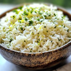 - 1 cup long-grain white rice - 2 cups vegetable broth or water - 1/4 cup fresh cilantro, finely chopped - Zest and juice of 1 lime - 1 tablespoon olive oil - 1 clove garlic, minced - 1/2 teaspoon ground cumin - Salt to taste - Additional spices (like chili powder or paprika) - Sliced green onions for garnish Cilantro lime rice shines with its fresh taste. The main ingredients create a simple yet tasty side dish. You can swap or add ingredients based on your preferences. For example, using brown rice gives a nutty flavor. Feel free to add spices for an extra kick. The lime and cilantro will brighten any meal. Using fresh cilantro is key for great flavor. If you want a milder taste, use less lime juice. This recipe is flexible and can match many dishes. You can serve it with grilled chicken or fish. It also pairs well with tacos or burritos. For the full recipe, check out the detailed steps to make this delightful dish! - Rinse the long-grain white rice. - Warm olive oil and cook minced garlic. Start by rinsing 1 cup of long-grain white rice. Rinsing helps remove extra starch. This step makes the rice fluffier. Use a fine mesh strainer and run cold water over the rice until the water runs clear. This can take a minute or two. Next, warm 1 tablespoon of olive oil in a medium saucepan over medium heat. Once the oil is hot, add 1 clove of finely minced garlic. Cook the garlic for about 30 seconds. Stir it continuously so it does not brown. You want the garlic to smell nice, not burn. - Combine rice with broth/water and seasonings. - Simmer covered until rice is tender. Now, add the rinsed rice into the saucepan. Sauté the rice for 2 minutes. This helps to toast it lightly and brings out flavor. Then, pour in 2 cups of vegetable broth or water. Sprinkle in 1/2 teaspoon of ground cumin and add salt to taste. Stir everything well. Raise the heat to bring the mixture to a boil. Once it starts to boil, reduce the heat to low. Cover the pot with a tight lid and simmer it for 15 to 18 minutes. The rice will be tender and the liquid should be all absorbed. - Fluff rice and mix in cilantro, lime zest, and juice. - Adjust seasoning to taste. After cooking, take the saucepan off the heat. Keep it covered and let it sit for 5 more minutes. This step helps the rice steam and fluff up nicely. Use a fork to gently fluff the rice and separate the grains. Then, add in 1/4 cup of finely chopped cilantro, the zest of 1 lime, and the juice of that lime. Stir everything together to mix the flavors well. Finally, taste the rice. Adjust the seasoning with more salt or lime juice if you like. Enjoy your cilantro lime rice as a side dish or a base for your favorite meals! For the full recipe, check out the complete instructions. To make fluffy rice, start by rinsing it well. Rinsing removes extra starch. This step is key. Excess starch makes rice sticky. Rinse until the water runs clear. Next, use the right broth or water ratio. For this recipe, a 1:2 ratio works well. One cup of rice needs two cups of liquid. This balance helps the rice cook evenly. To boost the lime flavor, use fresh lime juice and zest. The zest adds a bright kick. When you sauté garlic, it brings out its sweetness. Cook minced garlic for about 30 seconds. Keep an eye on it to avoid burning. A golden color is perfect, but brown can taste bitter. Serve the cilantro lime rice in a colorful bowl. This adds a fun touch. You can garnish with fresh cilantro leaves. Lime wedges on the side look nice and invite guests to add more lime. For extra flair, try adding some sliced green onions. They add color and a mild onion taste. These small changes can make your dish stand out. {{image_4}} You can switch up the rice for fun. Try brown rice for a heartier bite. It has more fiber and a nutty taste. Jasmine rice is another great choice. It has a lovely floral aroma that adds depth to your dish. If you're looking for a gluten-free option, consider using quinoa. It cooks quickly and brings a unique texture. Want some heat? Add diced jalapeños to your rice. They give a nice kick and pair well with lime. You can also mix in black beans or corn. These add color and extra nutrients. Plus, they create a filling meal. For a Mexican flair, try adding diced tomatoes and avocado. These fresh ingredients brighten up the dish. You can also sprinkle some queso fresco on top for a creamy finish. If you want to go Asian, try adding soy sauce or sesame oil. These flavors mix well with the cilantro and lime, creating a unique rice dish. For the full recipe, check out the recipe above! To keep your cilantro lime rice fresh, store it in the fridge. Use an airtight container to prevent drying out. Place the rice in the container and seal it tightly. This way, it stays flavorful and moist. For freezing, let the rice cool completely. Then, transfer it to a freezer-safe bag. Remove as much air as possible before sealing. This helps prevent freezer burn. When you are ready to eat your leftover rice, reheat it properly. The best way is to use a microwave. Add a splash of water to keep it moist. Cover the bowl with a damp paper towel to trap steam. Heat in short intervals, stirring in between. This helps heat evenly. You can also reheat on the stovetop. Add a little water in a pan and warm it over low heat. Stir often to keep the rice from sticking. Cilantro lime rice lasts about 3 to 5 days in the fridge. Make sure to check for signs of spoilage. If your rice has an off smell or visible mold, it’s best to throw it out. Always trust your senses when it comes to food safety. Storing your rice correctly will ensure its quality for your meals. Yes, you can make cilantro lime rice in an Instant Pot. Here’s how: - Rinse 1 cup of long-grain white rice until water runs clear. - Add the rinsed rice to the pot. - Pour in 2 cups of vegetable broth or water. - Add 1 clove of minced garlic and 1/2 teaspoon of ground cumin. - Season with salt to taste and stir well. - Seal the lid and set to high pressure for 4 minutes. - After cooking, let the pressure release naturally for 10 minutes. - Open the lid, fluff the rice, and stir in cilantro and lime. Yes, cilantro lime rice is gluten-free. The main ingredients include rice, broth, and lime juice. Always check your broth for any gluten content, but most vegetable broths are safe. To adjust the recipe for more servings, scale up the ingredients evenly. - For 8 servings, use 2 cups of rice and 4 cups of broth. - Keep the lime juice and cilantro amounts relative to the rice. - Maintain the same cooking time, as the Instant Pot can handle larger volumes. Cilantro lime rice pairs well with many dishes. Here are some ideas: - Grilled chicken or shrimp for a protein boost. - Tacos or burritos to add a fresh side. - Beans or roasted vegetables for a vegetarian meal. To make cilantro lime rice spicy, add diced jalapeños or a pinch of cayenne pepper. - Stir in the heat gradually to avoid overpowering flavors. - You can also use spicy broth for an extra kick. - Taste as you go to find the right balance. For the full recipe, check out the detailed instructions above. Cilantro lime rice is easy and flavorful. We covered all the main ingredients, like rice, broth, and lime. You learned prep steps, cooking tips, and variations. Plus, I shared storage and reheating info to keep it fresh. In the end, this dish is versatile. You can adjust it to fit your taste. Enjoy cooking, and remember, it pairs well with many meals!