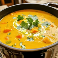 - 1 medium pumpkin, peeled and cut - 1 medium onion, finely chopped - 2 cloves garlic, minced - 1 carrot, diced - 1 stalk celery, diced - 4 cups vegetable broth - 1 teaspoon ground cumin - 1 teaspoon ground coriander - ½ teaspoon ground ginger - Salt and freshly cracked pepper - 2 tablespoons extra-virgin olive oil - ¼ cup coconut milk - Fresh cilantro or parsley for garnish When I make savory pumpkin soup, I love using fresh ingredients. The pumpkin gives the soup a rich, sweet flavor. Start with a medium pumpkin, about 3 to 4 pounds. Peel it, seed it, and cut it into cubes. It’s the star of the dish. Next up is the onion. A medium onion, finely chopped, adds depth to the base. I always use garlic—two cloves, minced—to enhance the aroma and flavor. The carrot and celery add sweetness and crunch. Dice one carrot and one stalk of celery, and you’re all set. For the broth, I prefer vegetable broth. Four cups will give the soup a nice body without overpowering the pumpkin. Now, let’s talk spices. Ground cumin and coriander are my favorites for this recipe. Each spice adds warmth and complexity. I use one teaspoon of each. A half teaspoon of ground ginger adds a gentle zing. Don’t forget to season with salt and freshly cracked pepper to taste. If you want to take it up a notch, you can add some optional ingredients. I like to drizzle in two tablespoons of extra-virgin olive oil for richness. A quarter cup of coconut milk adds a creaminess that makes the soup feel luxurious. Finally, fresh cilantro or parsley makes a great garnish. It adds color and a fresh taste. For the full recipe, check out the details above. This ingredient list will help you create a comforting and nutritious meal. Enjoy the warmth of savory pumpkin soup! - Heat 2 tablespoons of extra-virgin olive oil in a large pot over medium heat. - Add 1 medium onion, finely chopped, and sauté for about 5 minutes. - Once the onion is soft and clear, add 2 cloves of minced garlic. - Then, stir in 1 diced carrot and 1 diced stalk of celery. - Cook these vegetables for about 3 to 4 minutes, stirring often. - Next, add 1 medium pumpkin, cut into 1-inch cubes. - Sprinkle in 1 teaspoon of ground cumin, 1 teaspoon of ground coriander, and ½ teaspoon of ground ginger. - Stir everything together and cook for another 5 minutes until the spices smell great. - Pour in 4 cups of vegetable broth, covering the pumpkin and veggies. - Turn the heat to high and bring the mix to a boil. - Once boiling, lower the heat to let it simmer for 20 to 25 minutes. - Check the pumpkin; it should be soft enough to poke with a fork. - Use an immersion blender to puree the soup right in the pot. - If you prefer, you can use a traditional blender in batches. - Stir in ¼ cup of coconut milk for a rich, creamy flavor. - Taste your soup and add salt and freshly cracked pepper as needed. - If the soup is too thick, slowly mix in more broth or water. - Let it simmer for an extra 5 minutes to blend the flavors well. - Serve the soup hot, garnished with fresh cilantro or parsley. For the full recipe, check the section above! To make your savory pumpkin soup even better, try adding spices. Nutmeg brings warmth, while cayenne adds a kick. A little goes a long way, so start small. You can also use homemade vegetable broth. This makes a richer taste that you will love. If you want a creamier soup, blend it longer. Do not rush this step; a smooth texture makes the soup feel cozy. To change the thickness, add broth slowly. This way, you control how thick or thin you want your soup. Presentation matters! A drizzle of coconut milk on top adds flair and creaminess. You can also serve the soup with crusty bread or croutons. This adds a nice crunch and makes the meal complete. For the full recipe, check the earlier section. {{image_4}} You can switch things up by using different veggies. Swap pumpkin for butternut squash or sweet potatoes. Both options add natural sweetness and creaminess. You can also add greens like spinach or kale. These greens boost nutrition and add color to your soup. If you want a vegan option, use coconut milk. It gives the soup a rich and creamy texture without dairy. You can also try nut-based creams. They add creaminess and flavor while keeping it dairy-free. For a twist, create a spiced version using chili powder. It adds warmth and a bit of heat. You can also add a splash of apple cider. This gives a sweet touch that balances the earthy pumpkin flavor. Store your savory pumpkin soup in an airtight container. It will stay fresh for up to 5 days. When you reheat, do it gently on the stove. This helps keep the soup's great texture. If you want to save some for later, freeze the soup. Use portioned containers for easy meals. It tastes best when eaten within 3 months of freezing. When it's time to eat your frozen soup, thaw it overnight in the refrigerator. Reheat it on medium heat. If it seems too thick, add a little broth until it reaches the right consistency. To make your savory pumpkin soup thicker, you can add more pumpkin. Another option is to use a potato. Simply peel and cut a potato into small pieces and cook it along with the pumpkin. This will help create a creamy texture without using extra cream. The potato adds a nice taste and keeps the soup healthy. Yes, you can use canned pumpkin for this recipe. I suggest using about 15 ounces of canned pumpkin. Just adjust the broth to keep the right texture. Canned pumpkin is convenient and still gives great flavor. It saves time and makes cooking easier. You can pair pumpkin soup with a salad, sandwich, or crusty bread for a complete meal. A fresh green salad adds a nice crunch. A grilled cheese sandwich complements the soup's warmth. Crusty bread is perfect for dipping! Each option adds flavor and makes your meal even more enjoyable. This blog post walked you through making a tasty pumpkin soup. We covered the main ingredients, spices, and optional additions to elevate flavor. I shared step-by-step cooking instructions, along with helpful tips to enhance taste and texture. You also learned about variations and storage methods to keep leftovers fresh. Now, grab your ingredients and give this soup a try. Enjoy the warmth and comfort it brings!