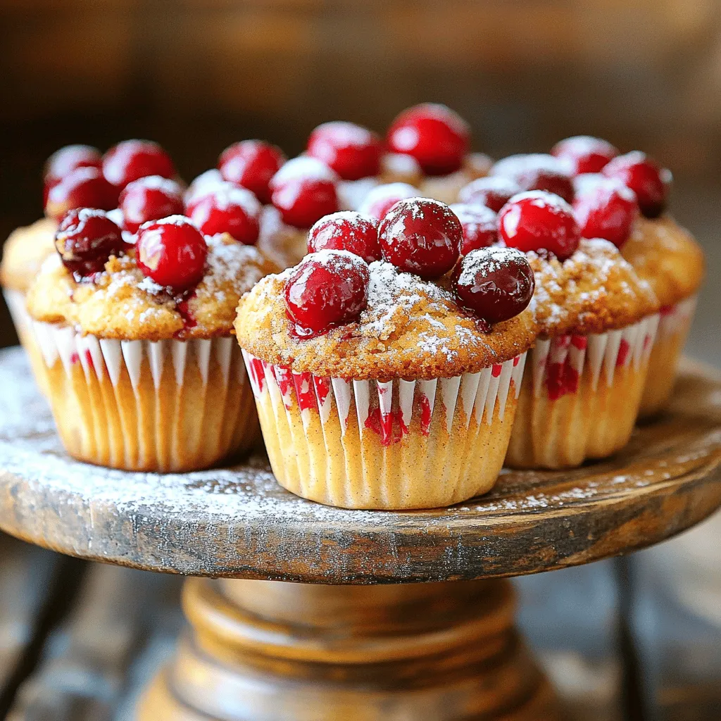 - 1 cup fresh or frozen cherries, pitted and halved - 2 cups all-purpose flour - 1 cup granulated sugar - 1/2 cup unsalted butter, softened - 2 large eggs - 1 cup whole milk - 1 tablespoon baking powder - 1 teaspoon vanilla extract - 1/2 teaspoon salt - 1/2 teaspoon almond extract (optional) - 1/2 cup brown sugar, packed - 1 teaspoon ground cinnamon - 1/2 cup chopped walnuts or pecans (optional) When you gather ingredients for cherry coffee cake muffins, fresh cherries shine in this recipe. You can use frozen cherries if fresh ones are not available. The all-purpose flour gives structure to the muffins. Granulated sugar adds sweetness, while brown sugar gives a rich flavor. Unsalted butter creates a soft texture. Eggs provide moisture and help the muffins rise. Whole milk makes the batter creamy and rich. Baking powder is the leavening agent that makes them fluffy. Vanilla extract adds warmth, and salt enhances all the flavors. Almond extract gives a delightful nutty hint but is optional. Chopped nuts like walnuts or pecans add a nice crunch. You can skip them if you prefer a smoother texture. - Alternative fruits: blueberries, peaches, or cranberries - Dairy-free options: almond milk or coconut milk - Gluten-free flour options for those with dietary restrictions Feel free to play with the fruit. Blueberries or peaches work well for different flavors. If you're dairy-free, almond or coconut milk can replace whole milk. For gluten-free needs, use a flour blend that fits your diet. These simple swaps make the recipe more flexible and fun. Enjoy crafting your perfect cherry coffee cake muffins! - Preheat oven to 375°F (190°C). - Line muffin tin with paper liners. - In a bowl, whisk dry ingredients together. - In a large bowl, cream butter and sugar until fluffy. - Beat in eggs and vanilla extracts until well mixed. - Add dry ingredients and milk, alternating each. - Gently fold in halved cherries and nuts. - Combine brown sugar and cinnamon for the crumb topping. - Fill muffin liners about two-thirds full with batter. - Sprinkle crumb topping over each muffin. - Bake muffins for 20-25 minutes. - Cool in the pan for a few minutes. - Transfer muffins to a wire rack to cool completely. These steps will help you make Cherry Coffee Cake Muffins with ease. For the complete recipe, check the Full Recipe section. Enjoy your baking! To make great muffins, you must not overmix the batter. When mixing, stir gently until the dry and wet ingredients blend. A few lumps in the batter are okay. Overmixing can make muffins tough instead of light and fluffy. Check for doneness with a toothpick. Insert it into the center of a muffin. If it comes out clean or with a few moist crumbs, your muffins are ready. If wet batter clings to the toothpick, bake them a few more minutes. You can add spices like nutmeg or cardamom to give your muffins a warm taste. These spices can bring out the cherry flavor and make your muffins special. You can also use flavored extracts, like almond or orange, for variety. Just a little can change the whole taste. Dust the muffins with powdered sugar for a pretty finish. This simple step adds a touch of elegance. You can also display them on decorative platters. A colorful plate makes the muffins look inviting and fun. For the full recipe, visit the Cherry Coffee Cake Muffins section. {{image_4}} You can change the topping of your Cherry Coffee Cake Muffins for fun. Try a streusel topping made from oats, flour, and butter. It adds a nice crunch. You can also use a simple glaze of powdered sugar and milk. This sweet glaze gives the muffins a lovely shine. Mixing cherries with other fruit can create new flavors. Blueberries or raspberries pair well with cherries. They bring a tart taste that balances the sweetness. For a richer treat, add chocolate chips. The chocolate melts and creates a gooey surprise in each muffin. If you prefer a vegan version, swap out eggs with mashed bananas or flaxseed meal. Use almond milk instead of cow's milk. You can also cut down on sugar. Try using applesauce for natural sweetness. These options make the muffins healthier while keeping them tasty. To keep your cherry coffee cake muffins fresh, store them at room temperature. Place them in an airtight container. This method prevents the muffins from drying out. If you plan to eat them in a few days, this is perfect. If you need to save them longer, consider freezing. Use freezer bags for freezing to keep out air. To freeze muffins, first let them cool completely. Wrap each muffin in plastic wrap. Then, place them in a freezer bag. This keeps them fresh for about three months. When you’re ready to enjoy them, simply take one out. Thaw it at room temperature or microwave it for a few seconds. This way, you get the best taste. Cherry coffee cake muffins have a shelf life of about three days at room temperature. After that, they may lose their soft texture. If frozen, they last up to three months. Check for signs of spoilage. If you see mold or if they smell off, do not eat them. Enjoy your muffins fresh for the best flavor. For the full recipe, check out the Cherry Coffee Cake Muffins section! You can make Cherry Coffee Cake Muffins healthier by substituting whole wheat flour for all-purpose flour. Whole wheat flour adds fiber and nutrients. You can also reduce the amount of sugar used in the recipe. Try cutting the sugar in half or using a natural sweetener like honey or maple syrup. These swaps can help you enjoy a tasty muffin with less guilt. Yes, you can use frozen cherries in your muffins. When using frozen fruit, do not thaw them before adding to the batter. This helps keep the muffins moist and fluffy. Frozen cherries may release more juice, so you might want to add a little extra flour to balance the moisture. Just fold them gently into the batter to avoid breaking them apart. The best way to check if your muffins are done is by using the toothpick test. Insert a toothpick into the center of a muffin. If it comes out clean or with a few moist crumbs, the muffins are ready. If the toothpick has wet batter on it, bake for a few more minutes. This simple trick ensures perfect muffins every time. Cherry Coffee Cake Muffins can last up to three days at room temperature. Keep them in an airtight container to maintain freshness. If you want to store them longer, you can freeze them. Properly wrapped muffins can last for three months in the freezer. Just remember to thaw them at room temperature before enjoying. Yes, you can make mini Cherry Coffee Cake Muffins. To do this, fill the mini muffin liners only halfway with batter. Bake them for about 12 to 15 minutes. Always check for doneness with the toothpick test. Mini muffins are a fun treat and perfect for sharing at gatherings! To create delicious Cherry Coffee Cake Muffins, we explored key ingredients, step-by-step instructions, and helpful tips. We discussed ingredient swaps, storage methods, and variations to suit your taste. Remember, baking is about experimenting and having fun. Use fresh or frozen cherries, and don’t be afraid to try new flavors. With the right techniques, your muffins will turn out great. Enjoy your time baking these treats, and share them with those you love!