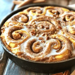 To make a Giant Cinnamon Roll Skillet Cake, you need the following items: - 4 cups all-purpose flour - 1 packet (2 1/4 tsp) active dry yeast - 1 cup warm milk (110°F / 43°C) - 1/2 cup granulated sugar - 1/3 cup unsalted butter, melted - 2 large eggs - 1 tsp vanilla extract - 1 tsp salt - 1 tablespoon ground cinnamon - 1 cup packed brown sugar - 1/2 cup chopped pecans (optional) - 1 cup powdered sugar - 2 tablespoons milk (for glaze) - 1/2 tsp vanilla extract (for glaze) Each ingredient plays a key role in the flavor and texture of the cake. The flour gives the cake structure. The yeast helps it rise and become fluffy. Warm milk activates the yeast. Sugar adds sweetness and moisture. Butter makes it rich and tender. Eggs bind the mixture and add richness. Vanilla extract gives a nice aroma. Salt enhances the flavors. Ground cinnamon adds warmth and spice. Brown sugar adds a deep flavor. Chopped pecans give a nice crunch, but they are optional. Powdered sugar, milk, and vanilla extract create a sweet glaze that tops the cake. Gather these ingredients before you start. This will help you stay organized and make the baking process smooth. For the full recipe, check the earlier section! Activation of Yeast Start by activating the yeast. In a mixing bowl, combine 1 cup of warm milk, 1 packet of active dry yeast, and a pinch of sugar. Let it sit for 5 to 10 minutes. You want it to be bubbly and frothy. This shows that the yeast is alive and ready to work. Combining Dry Ingredients In a large bowl, whisk together 4 cups of all-purpose flour, 1/2 cup of granulated sugar, and 1 teaspoon of salt. Mix them well. This helps your dough rise evenly. Forming and Kneading the Dough Make a well in the center of your dry mix. Add in 1/3 cup of melted butter, 2 large eggs, and your foamy yeast mix. Stir until the dough forms. Turn it onto a floured surface and knead for about 5 to 7 minutes. The dough should be smooth and elastic. If it’s sticky, add a bit more flour. Rolling Out the Dough Once the dough has risen for about 1 hour, punch it down gently. Roll it out on a floured surface into a big rectangle, about 1/4 inch thick. This is where the fun starts! Mixing the Cinnamon Filling In a small bowl, combine 1 cup of packed brown sugar, 1 tablespoon of ground cinnamon, and chopped pecans if you like. Sprinkle this mix over your rolled-out dough. Rolling and Slicing Start rolling the dough from one long end. Roll it tightly and pinch the seams to seal. Use a sharp knife to slice the log into about 12 equal pieces. Arranging Rolls in Skillet Take a greased oven-safe skillet and arrange the sliced rolls in a circle. Place one roll in the center and the rest around it. This shapes your cake nicely. Second Rise Cover the skillet with a towel and let the rolls rise for another 30 minutes. This helps them puff up and get fluffy. Preheating and Baking Preheat your oven to 350°F (175°C). Bake the skillet cake for 25 to 30 minutes. Look for a golden brown top and check that the rolls are cooked through. Making the Glaze While the cake bakes, mix 1 cup of powdered sugar with 2 tablespoons of milk and 1/2 teaspoon of vanilla extract. Whisk until smooth and creamy. Glazing the Cake When the cake is out of the oven, drizzle the glaze over it while it's still warm. This lets the glaze soak in. Presentation Tips Serve the cinnamon roll skillet cake right from the skillet. It looks great and saves on dishes! For a nice touch, sprinkle some extra cinnamon and pecans on top. Enjoy it warm for the best taste! You can find the full recipe in the article for more details. - Ensuring Yeast Activation: Always check that your yeast is fresh. Mix it with warm milk and a pinch of sugar. Wait for it to foam. This shows that it is active and ready to help your dough rise. - Kneading Technique: Knead the dough on a floured surface for about 5 to 7 minutes. You want it smooth and elastic. If it sticks, add a little more flour. This helps the rolls rise better. - Avoiding Overbaking: Keep an eye on the oven. Bake the skillet cake until it is golden brown. This usually takes about 25 to 30 minutes. If you bake it too long, it can dry out. - Not Rolling the Dough Thin Enough: Roll the dough to about 1/4 inch thick. If it is too thick, the rolls won’t cook evenly. You want soft and gooey centers. - Skipping the Second Rise: Don’t skip this step! Let the rolls rise again for 30 minutes. This makes them fluffy and light. - Insufficient Glaze: Make sure to drizzle enough glaze over the warm cake. It adds flavor and makes the cake look great. A good glaze is the finishing touch that everyone loves. For the full recipe, check the ingredients and instructions above. {{image_4}} You can easily change up the flavor of your Giant Cinnamon Roll Skillet Cake. Here are some fun ideas: - Adding Chocolate Chips: Mix in a cup of chocolate chips into the cinnamon filling. This will give your cake a rich and sweet twist. - Swapping Pecans for Walnuts: If you prefer walnuts, feel free to swap them out. They add a different crunch and taste. - Experimenting with Different Glazes: Instead of the classic glaze, try a cream cheese glaze or even a maple syrup drizzle. Each choice brings a new flavor. If you have dietary needs, you can still enjoy this cake. Here are some options: - Gluten-Free Options: Use a gluten-free flour blend instead of all-purpose flour. This swap keeps the taste and texture without gluten. - Vegan Adaptations: Replace the eggs with flax eggs and use plant-based milk and butter. These simple swaps make the cake vegan-friendly. For the full recipe, check out the details above. Enjoy making your own special version of this giant treat! Room Temperature Storage You can keep leftover Giant Cinnamon Roll Skillet Cake at room temperature. Place it in an airtight container. This way, it stays soft and tasty for up to two days. Refrigeration Tips If you want it to last longer, put it in the fridge. Wrap it well in plastic wrap or foil. It will stay fresh for about one week. Just remember to let it sit at room temperature for a bit before eating. Oven Method To reheat, preheat your oven to 350°F (175°C). Place the cake in the oven for about 10-15 minutes. This warms the cake and keeps it fluffy. Cover it with foil to avoid it getting too brown. Microwave Method For a quick option, use the microwave. Heat a slice for about 15-20 seconds. Check if it's warm enough. If not, heat for another 10 seconds. This method is fast but may make the cake a bit chewy. Enjoy your delicious Giant Cinnamon Roll Skillet Cake! For the full recipe, check out the detailed instructions above. Making a Giant Cinnamon Roll Skillet Cake takes about 1 hour and 35 minutes. This includes 20 minutes for prep and about 1 hour for baking and rising. You need to let the dough rise twice, which adds some time, but it’s worth the wait for that fluffy texture. Yes, you can make this recipe in advance. Prepare the dough and let it rise. Once the dough is ready, you can cover it and store it in the fridge overnight. The next day, let it come to room temperature and bake it. This way, you have fresh cinnamon rolls ready for breakfast! If you don’t have active dry yeast, you can use instant yeast instead. Use the same amount, but you don’t need to activate it first. If you want to avoid yeast altogether, you can use baking powder. For every packet of yeast, use 1 tablespoon of baking powder and skip the rising time. Yes, you can freeze the cinnamon roll skillet cake. After baking, let it cool completely. Wrap the cake tightly in plastic wrap and then in aluminum foil. It can stay in the freezer for up to three months. To enjoy, thaw it in the fridge overnight, then warm it in the oven before serving. You now have all the tools to make a delicious Giant Cinnamon Roll Skillet Cake. We covered ingredients, preparation steps, and tips to perfect your recipe. Remember to pay close attention to yeast activation and avoid rolling the dough too thick. You can add your twist with flavors or dietary changes. Store leftovers properly for best taste, and reheating options are simple. Enjoy creating this treat for friends or family. Your efforts will certainly pay off with smiles and compliments all around. Happy baking!