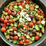 - 8 oz (approximately 250g) rotini or penne pasta - 1 cup cherry tomatoes, halved - 1 medium cucumber, diced into bite-sized pieces - 1/2 small red onion, finely chopped - 1/2 cup Kalamata olives, pitted and halved - 1 cup feta cheese, crumbled into small pieces - 1/4 cup fresh parsley, chopped finely - 1/4 cup extra virgin olive oil - 2 tablespoons red wine vinegar (optional, for added tartness) - 1 teaspoon dried oregano - Salt and freshly cracked black pepper to taste When choosing ingredients, freshness is key. Look for firm tomatoes and crisp cucumbers. Buy olives from a deli for better flavor. Choose good quality feta for a creamy texture. Fresh parsley adds brightness, so pick vibrant green leaves. For pasta, select rotini or penne for their ability to hold the dressing. If you're gluten-free, swap regular pasta for gluten-free pasta. For a vegan version, replace feta with tofu or a vegan cheese. To reduce salt, choose low-sodium olives and feta. If you dislike olives, you can add artichoke hearts or sun-dried tomatoes instead. For a lighter dish, use less oil or vinegar. Check the [Full Recipe] for more ideas on making this salad your own. Start by boiling a large pot of water. Make sure to add salt to the water. This helps the pasta taste good. When the water is boiling, add 8 ounces of rotini or penne pasta. Cook it for about 8 to 10 minutes, or until it is al dente. This means the pasta should be firm, not mushy. Once done, drain the pasta in a colander. Rinse it with cold water to stop the cooking and cool it down. This helps the pasta stay firm when mixed with the salad. While your pasta cooks, wash and chop the vegetables. Grab a big mixing bowl. Add 1 cup of halved cherry tomatoes, 1 medium diced cucumber, and 1/2 small finely chopped red onion. Next, add 1/2 cup of pitted and halved Kalamata olives. Stir it well. This mix will add color and crunch to your salad. Take a small bowl or jar with a lid. In it, add 1/4 cup of extra virgin olive oil. If you want a tangy kick, also add 2 tablespoons of red wine vinegar. Next, include 1 teaspoon of dried oregano. Season with a pinch of salt and freshly cracked black pepper. Whisk or shake it well until everything blends. Taste it and adjust the seasoning if needed. This dressing will bring all the flavors together in your Easy Greek Pasta Salad. Check the Full Recipe for more details. Mixing the salad is where the magic happens. You want to ensure that every bite bursts with flavor. Start by adding the cooled pasta to your large bowl with the veggies. Use a gentle touch when mixing. It helps to toss everything well so that the dressing coats every piece evenly. Next, it’s time to incorporate feta and parsley. Add the crumbled feta and finely chopped parsley to the bowl. Use a spatula or large spoon to fold these in carefully. You want to keep the feta chunky. This adds great texture to your salad. The fresh parsley will give it a bright pop of color and flavor. Chilling the salad is key for the best taste. Cover your bowl with plastic wrap or transfer it to an airtight container. Place it in the fridge for at least 30 minutes. This allows the flavors to meld together. When you’re ready to serve, the salad will be refreshing and delicious. You’ll love how good it tastes after chilling! Enjoy this easy Greek pasta salad as a side or main dish. For the full recipe, check the section above. {{image_4}} To make your Greek pasta salad pop, consider adding roasted red peppers. They bring a sweet and smoky taste. You can also toss in artichoke hearts for a tangy bite. Fresh mint or basil adds a refreshing twist. If you want some heat, try sliced jalapeños or crushed red pepper flakes. These ingredients brighten the salad and elevate the overall flavor. Serve your pasta salad in a big, colorful bowl. This makes it look inviting. For a fancy touch, add sprigs of fresh parsley on top. A sprinkle of crumbled feta cheese enhances the visual appeal. You can also place a few whole olives around the edge of the bowl. This adds color and makes the dish more appealing. One common mistake is overcooking the pasta. Make sure to cook it al dente. Rinsing the pasta in cold water is key to stopping the cooking. Don't forget to taste the dressing before adding it to the salad. Adjust seasoning as needed. Lastly, avoid serving the salad right away. Chilling it for at least 30 minutes allows the flavors to blend beautifully. For the full recipe, check out the Mediterranean Delight Pasta Salad. You can spice up your Greek pasta salad with Mediterranean add-ons. Try adding artichoke hearts or sun-dried tomatoes. Both will bring a burst of flavor. You could also toss in roasted red peppers for sweetness. For crunch, add some toasted pine nuts or walnuts. Each of these add-ons enhances the salad while keeping it fresh and exciting. Looking for some extra protein? Grilled chicken or shrimp works great. Simply add cooked chicken strips or sautéed shrimp to your salad. For a meat-free option, chickpeas or cannellini beans are fantastic. They add protein and fiber, making the salad more filling. Just rinse and drain the beans before mixing them in. If you want a vegetarian or vegan version, simply omit the feta cheese. You can use avocado instead for creaminess. Also, swap the regular olive oil for a flavored one, like garlic-infused. For added texture, include nuts or seeds, like sunflower seeds or almonds. These options keep the salad light yet satisfying. For the full recipe, check out the Mediterranean Delight Pasta Salad. To keep your Greek pasta salad fresh, store any leftovers in an airtight container. Make sure to seal it tightly. This helps to prevent drying out and keeps the flavors intact. You can keep the salad in the fridge for up to three days. If you added dressing, the salad might get soggy. It’s best to add dressing only before serving. To maintain that fresh taste, consider these tips: - Use fresh ingredients: Always start with fresh veggies and pasta. This keeps the salad vibrant. - Keep it cool: Store the salad in the coldest part of your fridge. - Avoid moisture: Make sure no extra water from washed veggies gets into the salad. This can make it spoil faster. - Cover it well: Use plastic wrap or a lid to minimize air exposure. This helps keep flavors strong. Greek pasta salad is best served cold or at room temperature. If you want to reheat it, be careful. Heat it gently in a pan over low heat. Add a splash of olive oil to keep it moist. However, most people enjoy this salad cold. You can also serve it on a bed of greens for extra crunch. For a twist, add a sprinkle of fresh herbs or extra feta before serving. Enjoy your meal! For Greek Pasta Salad, I recommend rotini or penne. These shapes hold the dressing well. They also catch bits of veggies and feta, making each bite tasty. You can use other pasta shapes too, but keep the size in mind. Smaller shapes work well for salads, as they mix easily. Yes, you can make this salad a day ahead. It tastes even better when the flavors blend overnight. Just remember to keep it in the fridge. When you're ready to serve, give it a good stir. This helps mix up the dressing and ingredients again. The best dressing for Greek Pasta Salad is a simple olive oil and vinegar mix. You can add lemon juice for extra zesty flavor. If you want a creamier option, try a yogurt-based dressing. Both choices enhance the fresh taste of the salad. Feel free to experiment with your favorite flavors too. For the full recipe, check out the Mediterranean Delight Pasta Salad. You learned how to make a delicious Greek Pasta Salad today. We covered key ingredients, cooking steps, and tips for a tasty dish. Remember to mix well and chill for the best flavor. Add your favorite veggies or proteins for a personal touch. Store leftovers properly to keep them fresh. With these insights, you can create a salad that impresses at any meal. Enjoy sharing this dish with friends and family!