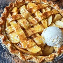 When I make classic apple pie, I always gather the freshest ingredients. Here’s what you need: - 2 ½ pounds Granny Smith apples, peeled, cored, and sliced - 1 ½ cups granulated sugar - 2 tablespoons freshly squeezed lemon juice - 2 teaspoons ground cinnamon - ½ teaspoon ground nutmeg - 1 tablespoon all-purpose flour - 1 tablespoon unsalted butter, cut into small cubes - 1 large egg - 1 tablespoon milk - 1 package of refrigerated pie crusts Using Granny Smith apples gives the pie a perfect tartness. The sugar balances this with sweetness. Fresh lemon juice brightens the flavor and keeps the apples from browning. Cinnamon and nutmeg add warmth and spice. The flour helps thicken the filling as it bakes. The butter adds richness that makes each bite delightful. For the crust, you can use a store-bought option or make your own. This recipe will yield a beautiful, golden pie that melts in your mouth. For the full recipe, check out the steps in the next section. Enjoy every moment of making this classic dessert! First, preheat your oven to 425°F (220°C). This step is key for a crispy crust. Next, grab a large mixing bowl. Add the sliced Granny Smith apples, granulated sugar, lemon juice, ground cinnamon, ground nutmeg, and flour. Toss gently until the apples are well coated. Let this sit for about 15 minutes. This process allows the apples to release their juices and enhances the flavor. Roll out one pie crust on a floured surface. Fit it into a 9-inch pie pan. Make sure the edges hang over the rim slightly; this will help when sealing the pie. Pour the apple filling into the pie crust. Spread it evenly. Place small cubes of butter on top of the apples. This adds richness to the pie. Carefully lay the second pie crust over the filling. Crimp the edges of both crusts together tightly. Use a sharp knife to cut slits in the top crust. This helps steam escape while baking. In a small bowl, beat the egg and milk together. Brush this mixture generously over the top crust. This gives the pie a nice golden color. Place the pie in the preheated oven. Bake for 15 minutes at 425°F (220°C). Then, reduce the temperature to 350°F (175°C). Continue baking for 35-45 more minutes. The apples should be tender, and the crust should be golden brown. Once the pie is baked, take it out of the oven. Let it cool on a wire rack for at least 30 minutes. This helps the filling set and allows for cleaner slices. Use Granny Smith apples for the best flavor. They are tart and hold their shape well. You can mix in other apples too. For a sweeter taste, add Honeycrisps or Fujis. Aim for about 2 ½ pounds total apples for a full pie. A good crust makes a pie shine. Chill your pie crust before rolling it out for the best texture. Use cold butter for flakiness. Don't overwork the dough; handle it gently. This keeps your crust light and crisp. For a golden crust, use an egg wash. Beat one egg with a tablespoon of milk. Brush this mix on the top crust before baking. This gives it a nice shine and color. Also, make slits in the top crust to let steam escape. To keep your bottom crust crisp, pre-bake it for a few minutes. This helps seal in moisture. Another trick is to sprinkle flour or cornstarch on the bottom before adding the filling. This absorbs excess juice and keeps your crust from getting soggy. For more details, check out the Full Recipe. {{image_4}} A lattice crust adds a beautiful touch to your apple pie. To make it, roll out your pie crust and cut it into thin strips. Lay half of the strips across the pie in one direction. Then, weave the other half of the strips over them. This design lets the filling peek through, making it look fancy! If you love a crunchy topping, try a streusel. Mix together flour, brown sugar, oats, and butter. Sprinkle this mixture over the apple filling instead of a second crust. The streusel gives a sweet crunch to each bite. It's a great twist on the classic pie! For a sweet surprise, add caramel to your apple filling. Melt some caramel candies and mix them in with the apples. This will make your pie extra rich and gooey. You can also drizzle more caramel on top before serving. It’s a treat that’s hard to resist! If you need a gluten-free option, there are many ready-made crusts available. You can also make your own with almond flour or coconut flour. Just replace the all-purpose flour with your choice of gluten-free flour. This way, everyone can enjoy your classic apple pie. For more details and a complete list of ingredients, see the Full Recipe. To store leftover pie, first let it cool completely. Place it in a pie dish or an airtight container. Cover it tightly with plastic wrap or aluminum foil. Store the pie in the fridge for up to four days. The cool air helps keep the flavors fresh. If you want to save your pie for later, freezing works great. Wrap the cooled pie tightly in plastic wrap. Then, place it in a freezer bag or container. It can stay frozen for up to three months. When you're ready to eat, let it thaw in the fridge overnight. To reheat your pie, preheat your oven to 350°F (175°C). Remove the pie from the fridge or freezer. If it’s frozen, let it thaw first. Place it in the oven for about 15-20 minutes. This warms it through and keeps the crust nice and crisp. Serve it warm for the best taste! Classic apple pie lasts about 3 to 4 days when stored in the fridge. It can stay fresh if you cover it well. If you want it to last longer, you can freeze it. Frozen apple pie can last up to 6 months. Just make sure to wrap it tightly. Yes, you can use other apples! While Granny Smith apples are tart and hold their shape, you can try Honeycrisp, Fuji, or Braeburn. Each type brings a unique taste. Mix different apples for a more complex flavor, which can make your pie even better. Classic apple pie tastes great with ice cream or whipped cream. A scoop of vanilla ice cream on warm pie is a favorite. You can also serve it with caramel sauce or a sprinkle of cinnamon. These extras add sweetness and make it a real treat. Yes, you can make the pie ahead of time. You can prepare the filling and crust the day before. Just cover them and store in the fridge. If you want to bake it later, you can freeze the unbaked pie. When ready, bake it straight from the freezer. You can tell the pie is done when the crust is golden brown and the filling bubbles. Check the apples by poking through the slits in the crust. If they are soft, your pie is ready. A good rule is to bake it for 35-45 minutes at 350°F after the initial high heat. You learned how to make a classic apple pie using simple ingredients. We covered each step, from prepping the apples to baking the perfect crust. Remember to choose the right apples and avoid a soggy bottom. You can also try fun variations to keep things fresh. Store leftovers properly to enjoy later. Making this pie can bring joy to any gathering. Follow these steps, and your pie will be a hit! Enjoy the baking process and the delicious bites.