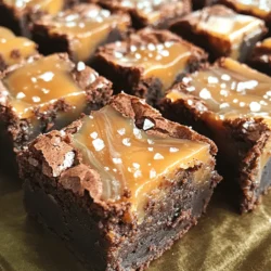 To create these salted caramel brownie bites, you need the following ingredients: - 1 cup unsalted butter (equivalent to 2 sticks) - 1 1/4 cups granulated sugar - 1 cup packed brown sugar - 4 large eggs - 1 teaspoon pure vanilla extract - 1 cup all-purpose flour - 1/2 cup unsweetened cocoa powder - 1/2 teaspoon fine salt - 1 cup semi-sweet chocolate chips - 1/2 cup salted caramel sauce (store-bought or homemade) - Flaky sea salt, for finishing You can swap some ingredients if needed. Here are a few ideas: - Use coconut oil instead of unsalted butter for a dairy-free version. - Swap granulated sugar for coconut sugar for a lower glycemic option. - Use almond flour in place of all-purpose flour for a gluten-free version. - If you prefer, you can use dark chocolate chips instead of semi-sweet chocolate chips. Choosing good ingredients can make a big difference. Here are some tips: - Butter: Look for high-fat, unsalted butter. It gives better flavor. - Cocoa Powder: Choose high-quality cocoa powder for rich flavor. Look for brands like Valrhona or Ghirardelli. - Chocolate Chips: Use semi-sweet or dark chocolate chips with at least 60% cocoa for a rich taste. - Caramel Sauce: If you buy caramel sauce, check for natural ingredients. Homemade is always a great option! - Vanilla Extract: Use pure vanilla extract, not imitation, for the best flavor. Following these tips can help you get the most out of your salted caramel brownie bites. For the full recipe, check the details above. Enjoy your cooking! To make these salted caramel brownie bites, follow these simple steps. First, preheat your oven to 350°F (175°C). Line a 9x9 inch baking pan with parchment paper. This makes it easy to lift the brownies out later. Next, melt 1 cup of unsalted butter in a medium saucepan over low heat. Once melted, remove it from the heat and stir in 1 1/4 cups of granulated sugar and 1 cup of packed brown sugar. Mix until smooth. Let the mixture cool for a few minutes. Now, add 4 large eggs one at a time, whisking after each. Stir in 1 teaspoon of pure vanilla extract. In another bowl, sift together 1 cup of all-purpose flour, 1/2 cup of unsweetened cocoa powder, and 1/2 teaspoon of fine salt. Gently fold this dry mix into the wet ingredients. Be careful not to overmix; a few lumps are fine. Next, fold in 1 cup of semi-sweet chocolate chips. Pour half of the brownie batter into your prepared pan. Drizzle half of the 1/2 cup of salted caramel sauce over this layer. Spread the rest of the brownie batter on top. Finally, drizzle the remaining caramel on this layer. Use a knife to swirl the caramel into the batter for a pretty design. Bake the brownies for 25-30 minutes. To check if they’re done, insert a toothpick into the center. If it comes out with a few moist crumbs, they are ready. Don't worry if the toothpick shows some goo; that means a fudgy brownie! After baking, let the brownies cool in the pan for about 10 minutes. Use the parchment paper to lift the brownies out of the pan. Place them on a wire rack to cool completely. Once they are cool, cut them into small bite-sized squares. Before serving, sprinkle some flaky sea salt on top. This enhances the flavor and gives a nice contrast to the sweetness. Enjoy your delicious salted caramel brownie bites! For the full recipe, check it out above. To get that rich, fudgy texture, focus on your ingredients. Use high-quality chocolate chips and unsweetened cocoa powder. Mixing dry ingredients too much can lead to a cake-like brownie. When you combine the wet and dry ingredients, stir gently. Stop mixing as soon as you no longer see flour. This keeps your brownies dense and moist. Swirling caramel into your brownie batter adds a fun twist. Pour half of the batter in the pan first, then drizzle half of your salted caramel sauce over it. Use a knife to swirl gently. Don't overdo it; you want ribbons of caramel, not a fully mixed batter. Repeat this with the second layer of batter and caramel for a beautiful finish. - Overmixing the Batter: This can lead to tough brownies. Mix just until combined. - Not Checking for Doneness: Use a toothpick to check. A few moist crumbs mean they’re ready. - Skipping the Sea Salt: That sprinkle on top makes a big difference. It balances the sweetness. By following these tips and tricks, you will create the best salted caramel brownie bites. For more details on this dessert, check the Full Recipe. {{image_4}} You can make your brownie bites even better by adding nuts. Walnuts or pecans work well. Simply chop them coarsely and fold them into the batter. Use about 1 cup of nuts for a nice crunch. You can also try adding other mix-ins like chocolate chunks or dried fruit. These extras can add texture and flavor. To make gluten-free brownie bites, swap out regular flour for gluten-free flour. Many brands offer great flour blends that work well in baking. You can also use almond flour for a nutty taste. Just keep in mind that the texture might change slightly. Get creative with your flavors! You can add mint extract for a fresh twist. Try using different types of chocolate, like dark or white chocolate. For a fruity touch, add a little orange zest. Each of these options can bring a new taste to your brownie bites. Just remember to keep the base recipe the same for the best results. For a complete guide, check the Full Recipe. To keep your salted caramel brownie bites fresh, store them in an airtight container. Place a piece of parchment paper between layers to prevent sticking. They can last for up to five days at room temperature. If you want them to stay fresh longer, refrigerate them. Just remember, cold can change their texture a bit. You can freeze brownie bites for up to three months. First, cool them completely. Then, wrap each brownie bite in plastic wrap. Place the wrapped bites in a freezer-safe bag or container. When you want to enjoy them, let them thaw in the fridge overnight. You can also warm them up in the oven for a few minutes. To reheat your brownie bites, preheat your oven to 350°F (175°C). Place the brownies on a baking sheet and cover them with foil. Heat for about 10 minutes. This will help keep them soft and gooey. If you prefer, you can also use the microwave. Heat them for about 15-20 seconds, but be careful not to overdo it. Enjoy your treats warm, and don’t forget to drizzle a bit more salted caramel on top! To make salted caramel brownie bites from scratch, follow these simple steps. First, gather your ingredients. You need butter, sugars, eggs, vanilla, flour, cocoa powder, salt, chocolate chips, and salted caramel sauce. Next, melt the butter in a saucepan. Combine the melted butter with the sugars until smooth. Allow it to cool. Then, add the eggs one by one, mixing well. Stir in the vanilla extract. In another bowl, mix the flour, cocoa powder, and salt. Gradually fold this mix into the wet ingredients. Be careful not to overmix. Then, gently mix in the chocolate chips. Now, pour half of the batter into a lined pan. Drizzle half the salted caramel sauce on top. Spread the rest of the batter over it, then swirl the remaining caramel on top. Bake at 350°F for 25-30 minutes. Let them cool and cut into bites. Enjoy this delicious treat with friends or family. For the full recipe, refer to the previous section. Yes, you can use store-bought salted caramel sauce. It saves time and effort. Just make sure to choose a good brand. Look for one that has a rich flavor and a smooth texture. This will enhance your brownie bites. If you prefer, you can also make your own caramel sauce. Homemade versions can be richer and more flavorful. Just cook sugar until it melts and turns golden, then add cream and salt. For parties, I recommend cutting the brownie bites into small squares. Each bite should be about one inch. This size makes them easy to grab and enjoy. You can serve them on a nice platter. Add some fresh fruit or whipped cream for a colorful touch. Guests will love having a sweet treat that is easy to eat. For larger gatherings, consider doubling the recipe. This way, everyone can enjoy these tasty bites! This guide covers everything for perfect salted caramel brownies. We reviewed key ingredients, provided baking steps, and shared tips for that ideal fudgy texture. You learned to avoid common mistakes and explore fun variations. Remember to store your brownies well to keep them fresh. Experiment with mix-ins and flavors to make them your own. Brownies can be a simple treat or a fancy dessert. With these tips, your baking will impress everyone. Enjoy every delicious bite!