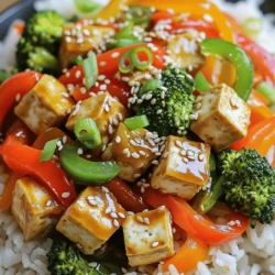 To make this tasty dish, you need: - 1 block firm tofu, pressed and cubed - 2 tablespoons soy sauce - 1 tablespoon sesame oil - 1 bell pepper, sliced (red or yellow) - 1 cup broccoli florets - 1 carrot, julienned - 2 cloves garlic, minced - 1 teaspoon fresh ginger, grated - 2 green onions, chopped - 2 tablespoons sesame seeds - Salt and pepper, to taste - Cooked rice or noodles for serving These ingredients work together to create a delicious and healthy stir fry. You can add fun twists to your stir fry. Try these options: - Snow peas for extra crunch - Mushrooms for earthy flavor - Spinach for added greens - Cashews for a nutty touch - Chili flakes for some heat Feel free to mix and match based on what you like or have on hand. This dish is not only tasty but also provides great nutrients. Here’s a quick look: - High in protein from tofu - Rich in vitamins from veggies - Low in saturated fats - Good source of fiber This makes it a healthy choice for any meal. You can enjoy a satisfying dish without guilt! For the full recipe, check the detailed instructions above. First, get your tofu ready. You need to press the tofu block to remove excess water. Wrap the tofu in a clean kitchen towel. Place a heavy object on top, like a skillet. Let it sit for 15 to 20 minutes. This step makes the tofu firmer and better for frying. After pressing, cut the tofu into small, even cubes. This size helps them cook evenly. Now, it’s time to cook the tofu. Heat 1 tablespoon of sesame oil in a non-stick skillet or wok over medium-high heat. Wait until the oil is hot and shimmering. Add the cubed tofu carefully. Let it cook without stirring for about 3 minutes. Then, turn the tofu pieces gently. Cook for another 3 to 5 minutes until all sides are golden brown. This gives the tofu a lovely texture. Once browned, add minced garlic and grated ginger. Stir for one minute, but don’t let the garlic burn. Next, it’s time to add the veggies. Toss in sliced bell pepper, broccoli florets, and julienned carrot. Stir-fry the mix for about 5 to 7 minutes. You want the veggies to be tender but still crisp. This keeps them colorful and tasty. Drizzle 2 tablespoons of soy sauce over everything. Mix well to coat all the ingredients. Taste and add salt and pepper as needed. Cook for another 2 to 3 minutes to let the flavors blend. Finally, sprinkle chopped green onions and sesame seeds on top. This adds a nice crunch and flavor. Serve your stir fry hot over rice or noodles for a healthy meal. Check out the Full Recipe for all the details! Pressing tofu is crucial. It helps remove water and makes it firm. Start by wrapping the tofu in a clean towel. Place a heavy object on top. Let it sit for 15 to 20 minutes. The longer you press, the better the texture. This step ensures your tofu absorbs flavors well. For the best taste, use firm or extra-firm tofu. This type holds its shape during cooking. Cut the pressed tofu into even cubes. This helps them cook evenly. Sear them well in hot oil until golden. The golden color adds depth to the flavor. Don't rush this; it makes a big difference. To keep your veggies crisp, cook them last. Add them after the tofu is golden. Stir-fry the vegetables for just a few minutes. You want them tender but still crunchy. High heat helps with this. Avoid overcooking; they should have bright colors and a fresh taste. {{image_4}} If you want to switch up the protein in your stir fry, try tempeh, seitan, or chickpeas. Tempeh has a nutty flavor and a firm texture. Seitan is chewy and absorbs flavors well. Chickpeas add protein and a different texture. You can adjust cooking times based on the protein choice. For example, tempeh may need a few more minutes to cook through. You can change the veggies in your stir fry too! Here are some great options: - Snow peas - Bell peppers (any color) - Zucchini, sliced - Mushrooms, sliced - Spinach or kale These veggies not only add color but also different flavors and textures. Just remember to cut them into similar sizes for even cooking. To make your stir fry unique, change the sauce! Here are some ideas: - Add hoisin sauce for sweetness. - Use teriyaki sauce for a savory touch. - Try a splash of lime juice for brightness. - Mix in sriracha for some heat. You can create endless flavor combos by mixing and matching sauces. Each choice can make the dish feel brand new! For the full recipe, check out Tofu Delight Stir Fry. To store your leftover tofu stir fry, let it cool first. Place the stir fry in an airtight container. Make sure to seal it tightly to keep it fresh. Store it in the fridge for up to three days. If you want to keep it longer, consider freezing it. When you’re ready to eat, reheat the stir fry gently. Use a skillet over medium heat for best results. Add a splash of water or soy sauce to keep it moist. Stir it often to heat evenly. You can also use a microwave if you're short on time. Heat in short bursts and stir in between. If you plan to freeze the stir fry, portion it out first. This way, you can thaw only what you need. Use a freezer-safe container or bag. It’s best to freeze it within a day of cooking. When ready to eat, thaw it overnight in the fridge. Reheat as mentioned above for the best texture and flavor. For the full recipe, check the earlier sections. Yes, you can use extra-firm tofu. It holds its shape well. This type of tofu works great for stir-frying. It also absorbs flavors nicely. Just remember to press it to remove extra moisture. This step ensures a better texture and crispiness. You can add many vegetables to your stir fry. Here are some great options: - Bell peppers - Broccoli - Carrots - Snap peas - Zucchini - Mushrooms - Spinach Feel free to mix and match based on what you have. Fresh or frozen veggies both work well. To make the stir fry gluten-free, use gluten-free soy sauce. Look for tamari, which is a great option. You can also check labels for other sauces. Many sauces contain gluten. Always read the ingredients carefully. You can serve Tofu Delight Stir Fry with many sides. Here are some ideas: - Cooked rice - Noodles - Quinoa - Cauliflower rice Each option adds a different twist to your meal. Choose what you enjoy best. You can find the full recipe for Tofu Delight Stir Fry in the main article. It includes all the steps and tips you need to make this dish. In this post, we covered how to make an easy tofu stir fry. We talked about the key ingredients and how to prepare your tofu. You learned how to cook it right and keep veggies crisp. We explored tasty variations and how to store leftovers, too. Tofu stir fry is simple and fun. You can customize it to fit your taste. Enjoy creating your perfect dish!