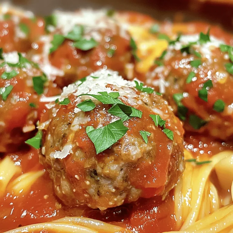 To make the best classic Italian meatballs, you need a few key items: - 1 pound ground beef - 1/2 pound ground pork - 1 cup fresh breadcrumbs (preferably from a rustic Italian bread) - 1/4 cup finely grated Parmesan cheese - 1/4 cup fresh parsley, chopped - 1/4 cup whole milk - 1 large egg - 3 cloves garlic, minced - 1 teaspoon dried oregano - 1 teaspoon sea salt - 1/2 teaspoon black pepper - 1/2 teaspoon red pepper flakes (optional) - 2 cups marinara sauce - Olive oil for frying Using high-quality ingredients makes a big difference in flavor. Fresh herbs, for example, add brightness. Good meat blends give the meatballs a rich taste. Always choose fresh breadcrumbs for better texture. They help the meatballs stay moist and tender. Grated Parmesan cheese enhances the savory flavor. High-quality marinara sauce ties everything together with a rich, tomato taste. Do not skip on the olive oil; it adds flavor and helps with cooking. To prepare your classic Italian meatballs, you will need: - A large mixing bowl - A smaller bowl for the binding mixture - A skillet or frying pan - A spatula for mixing - A plate for shaping the meatballs - A large pot or Dutch oven for simmering Having these tools ready will make your cooking experience smooth and easy. Now you are ready to create a delicious dish! For the full recipe, check out the section titled Full Recipe. First, gather all your ingredients. In a large bowl, mix the ground beef and ground pork. Make sure they blend well. Next, add the fresh breadcrumbs, grated Parmesan cheese, chopped parsley, and minced garlic. This mix gives the meatballs great flavor. Set the bowl aside so you can get ready to bind the meatballs. In a smaller bowl, whisk together the milk, egg, oregano, salt, black pepper, and red pepper flakes. This mixture acts like glue for the meatballs. Pour this milk and egg mix into your meat mixture. Use clean hands or a spatula to combine them. Be gentle and avoid overmixing. This keeps your meatballs nice and tender. Heat a large skillet over medium heat. Add a good drizzle of olive oil to coat the pan. With your hands, shape the meat mixture into balls, about 1 to 1.5 inches wide. Place them on a plate to keep them organized. When the skillet is hot, add the meatballs in batches. Make sure each one has space. Cook for about 3-4 minutes on each side, turning until they are golden brown. Once browned, move the meatballs to a pot and cover them with marinara sauce. Let them simmer on low heat for 25-30 minutes. This helps the flavors mix and cooks the meatballs through. To keep your meatballs tender, avoid overmixing the meat. Use your hands to mix gently. If you mix too much, the meatballs can become tough. The addition of milk helps, too. It keeps the meat moist and soft. For a golden brown crust, heat your skillet well before adding meatballs. Use enough olive oil to coat the pan. Don’t crowd the meatballs; they need space. This allows them to sear properly. Brown them for about 3-4 minutes on each side. Simmering in sauce is key for flavor. After browning, place the meatballs in a pot. Pour marinara sauce over them. Cover the pot and simmer on low heat for 25-30 minutes. This helps the meatballs absorb the sauce and become juicy. For the full recipe, check out the detailed steps above. {{image_4}} You can use different meats in your meatball mix. Ground beef is classic, but adding ground pork makes them juicier. You can also try ground turkey or chicken for a leaner option. Mixing beef and pork gives a nice balance of flavor and texture. This combination keeps the meatballs tender and flavorful. Experiment with different ratios to find what you like best. Adding unique flavors can change your meatballs. Consider mixing in grated cheese like Pecorino Romano for a sharper taste. Fresh herbs like basil or thyme can add depth. You might also try adding finely chopped sun-dried tomatoes for a sweet, tangy twist. A splash of Worcestershire sauce can give an extra umami kick. Don’t be afraid to play with spices too; a pinch of cumin or coriander can surprise your taste buds. If you need gluten-free meatballs, swap breadcrumbs for gluten-free options like almond flour or oats. You can also use ground flaxseed mixed with water as a binder. For dairy-free options, skip the cheese and use a plant-based milk. These changes keep the meatballs tasty and light. You won’t miss the gluten or dairy in these flavorful bites. For the full recipe, check out the guide on cooking classic Italian meatballs. After enjoying your meatballs, you might have some left. Store them in an airtight container. Place a layer of sauce on top to keep them moist. They will last in the fridge for about three days. If you want to keep them longer, freezing is a great option. To freeze meatballs, let them cool completely first. Line a baking sheet with parchment paper. Place the meatballs in a single layer, not touching each other. Freeze them for about one hour. Once frozen, transfer them to a freezer-safe bag. They can last in the freezer for up to three months. This method helps maintain their texture and flavor. When ready to eat, you can reheat meatballs in several ways. The best method is to simmer them in marinara sauce. This keeps them moist and adds flavor. Heat them on low until hot, about 15 to 20 minutes. You can also use a microwave for a quick option. Place the meatballs on a plate, cover with a damp paper towel, and heat for 1-2 minutes. Always check that they are heated all the way through. For the best taste, serve them with fresh pasta or on crusty bread. You can tell meatballs are done when they reach an internal temperature of 165°F. Use a meat thermometer to check. If you don't have one, cut a meatball in half. The inside should be brown, not pink. Cooking them in marinara sauce also helps. The sauce should bubble, and the meatballs should simmer for at least 25-30 minutes. This ensures they cook through and soak up the sauce's flavor. Yes, you can make meatballs ahead of time. Prepare them and store them in the fridge for up to two days. They can also be frozen for up to three months. To freeze, place them in a single layer on a baking sheet. Once frozen, transfer them to an airtight container. You can cook them directly from frozen. Just add extra cooking time when simmering in the sauce. Classic Italian meatballs pair well with many sides. Here are some great options: - Spaghetti or any pasta - Crusty Italian bread - Garlic bread for dipping - A fresh green salad - Roasted vegetables for a healthy touch - Polenta or rice for a filling meal Choose what you love! Each option enhances the deliciousness of the meatballs. For the complete recipe, check the Full Recipe. In this article, we explored how to make classic Italian meatballs. We highlighted key ingredients, why quality matters, and essential equipment. We walked through step-by-step instructions for creating the perfect meat mixture, binding, and cooking techniques. Our tips ensured you keep meatballs tender and achieve a golden crust. We also shared tasty variations and important storage information. Remember, fantastic meatballs rely on quality and care. With practice, you'll create delicious meals that impress. Enjoy your cooking journey!