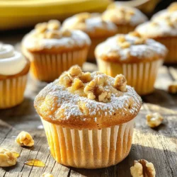 To make delicious banana nut muffins, you need a few key items. Here is the list: - 3 ripe bananas, elegantly mashed - 1/3 cup melted coconut oil (can substitute with vegetable oil) - 1/2 cup packed brown sugar - 1 large egg, lightly beaten - 1 teaspoon pure vanilla extract - 1 teaspoon baking soda - A pinch of salt - 1 1/2 cups all-purpose flour - 1/2 cup finely chopped walnuts (or substitute with pecans) These ingredients create a moist and flavorful muffin. You can add a few optional items for more taste: - 1/4 teaspoon ground cinnamon (optional for an aromatic touch) - 1/4 cup honey or maple syrup (optional for a touch of extra sweetness) These extras can enhance the muffin's flavor and sweetness. Don't worry if you lack some ingredients. Here are some easy swaps: - Use vegetable oil instead of coconut oil. - Swap walnuts for pecans or even almonds. - Honey or maple syrup can be replaced with agave syrup. These substitutions will still give you great tasting muffins. For the full recipe, check out the Banana Nut Muffins Delight. First, set your oven to 350°F (175°C). This temperature is perfect for baking. Next, grab a muffin tin. You can use paper liners or lightly grease it with oil. This step keeps the muffins from sticking. Take three ripe bananas and place them in a large bowl. Mash them well with a fork until smooth. Pour in 1/3 cup of melted coconut oil. Stir this mixture until both are combined. Now, add 1/2 cup of packed brown sugar to your banana mix. Crack in one large egg and add one teaspoon of pure vanilla extract. Whisk everything together until it’s smooth. In a new bowl, mix 1 teaspoon of baking soda and a pinch of salt. Sprinkle this mix over your wet ingredients. Slowly add 1 1/2 cups of all-purpose flour to the banana mixture. Fold the batter gently; do not overmix. Next, mix in 1/2 cup of finely chopped walnuts. If you like, you can add a dash of ground cinnamon or drizzle in honey. Spoon the batter into the muffin cups, filling them two-thirds full. Bake for 18-20 minutes. Check with a toothpick; it should come out clean. After baking, let the muffins cool for five minutes in the tin. Then, transfer them to a wire rack to cool completely. For the full recipe, refer to the ingredients listed earlier. To get soft, fluffy muffins, do not overmix the batter. Mix until just combined. This keeps your muffins light. Use ripe bananas for sweetness and moisture. They should be brown and soft. The more ripe, the better! Adding a little extra baking soda can also help your muffins rise well. One common mistake is using cold ingredients. Always let your eggs and oil reach room temperature. This helps the batter mix better. Another error is filling the muffin cups too full. Fill only two-thirds to allow space for rising. Also, check the oven temperature. An oven that is too hot can burn the muffins. Serve these muffins warm for the best taste. They pair well with coffee or tea. Try adding a dollop of yogurt on the side. A drizzle of honey makes them even sweeter. For a fun twist, top with some fresh berries or sliced bananas. For more ideas, check out the Full Recipe! {{image_4}} You can turn your banana nut muffins into a sweet treat by adding chocolate chips. Simply fold in 1/2 cup of semi-sweet or dark chocolate chips after mixing in the nuts. The chocolate pairs well with the banana flavor. You will add a rich sweetness that everyone loves. Feel free to use mini chocolate chips for a fun twist! While walnuts are classic, you can try other nuts for a unique taste. Pecans bring a rich, buttery flavor that blends well with banana. Almonds will add a nice crunch and a subtle sweetness. You can even mix different nuts together. This gives each muffin a special touch. Just chop them finely, and mix them in as you would with walnuts. If you want a lighter version, consider these swaps. Replace brown sugar with coconut sugar or a sugar substitute. For oil, use unsweetened applesauce. It keeps the muffins moist while cutting down on fat. You can also use Greek yogurt instead of oil for a protein boost. These changes help make your muffins a healthier snack! For a full recipe, check out the delicious Banana Nut Muffins Delight 🧁. To keep your banana nut muffins fresh, store them in an airtight container. Place a paper towel at the bottom of the container to absorb moisture. This helps prevent sogginess. Keep the muffins at room temperature if you plan to eat them within three days. For longer storage, the refrigerator can help but may dry them out. If you want to save muffins for later, freezing is a great option. Wrap each muffin in plastic wrap or aluminum foil. Then place them in a freezer bag. Make sure to remove as much air as possible. Muffins can stay fresh in the freezer for up to three months. When you’re ready to enjoy, just thaw them overnight in the fridge or at room temperature. To reheat your muffins, preheat the oven to 350°F (175°C). Place the muffins on a baking sheet. Heat them for about 10 minutes. If you want a quicker option, use the microwave. Heat each muffin for about 15-20 seconds. Enjoy them warm, and they will taste just as good as the day you baked them! For the full recipe, check back to make these delightful treats. To make banana nut muffins from scratch, follow these steps: 1. Preheat your oven to 350°F (175°C). 2. Prepare a muffin tin with liners or grease it. 3. Mash 3 ripe bananas in a bowl. 4. Mix in 1/3 cup melted coconut oil. 5. Add 1/2 cup packed brown sugar and 1 large beaten egg. 6. Stir in 1 teaspoon vanilla extract. 7. Mix in 1 teaspoon baking soda and a pinch of salt. 8. Gradually add 1 1/2 cups all-purpose flour, folding gently. 9. Fold in 1/2 cup chopped walnuts. 10. Bake for 18-20 minutes until golden. This simple method gives you fresh, warm muffins. Yes, you can use frozen bananas. Thaw them before mashing. Frozen bananas work well because they become soft. This can make your muffins extra moist. Just make sure to drain any excess liquid before use. If you want to skip nuts, try these options: - Sunflower seeds - Pumpkin seeds - Dried fruit like raisins or cranberries These substitutes add texture without nuts. You can also leave them out entirely for a nut-free version. Banana nut muffins last for about 3 days at room temperature. Store them in an airtight container for freshness. You can also freeze them for up to 3 months. To enjoy later, just thaw and reheat in the oven. For a quick snack, these muffins stay tasty and easy to grab! For more details and tips, check out the Full Recipe. In this article, we explored how to make delicious banana nut muffins. We covered the main and optional ingredients, plus ideas for tasty swaps. The step-by-step instructions help ensure success, while tips and tricks guide you to avoid common mistakes. We also shared fun variations and storage tips. Remember, baking is about creativity. Don’t be scared to try new flavors. Enjoy making your muffins and share them with friends or family!