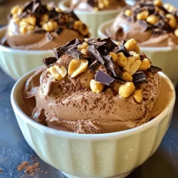 - 4 ripe bananas, sliced and frozen - 2 tablespoons unsweetened cocoa powder - 3 tablespoons smooth peanut butter - 1 tablespoon maple syrup (optional, for enhanced sweetness) - 1 teaspoon pure vanilla extract - A pinch of fine sea salt To make Chocolate Peanut Butter Nice Cream, you need simple ingredients. Frozen bananas form the base. They give the nice cream its creamy texture and natural sweetness. Cocoa powder adds rich chocolate flavor. Smooth peanut butter gives a nutty taste and creaminess. Maple syrup is optional but adds extra sweetness if you like. Vanilla extract enhances the flavors. Finally, sea salt balances the sweetness. - Chopped roasted peanuts - Dark chocolate shavings Garnishes make the dish even better. Chopped roasted peanuts add crunch and a nutty bite. Dark chocolate shavings provide a fancy touch and extra chocolate flavor. - Calories: 200 (per serving) - Fats: 8g - Carbohydrates: 30g - Protein: 5g This nice cream recipe is healthy and satisfying. It is lower in calories than regular ice cream. You can enjoy it while treating your taste buds. For the full recipe, check the details above. To start, pick ripe bananas. They should have brown spots. This ripeness gives the nice cream natural sweetness. Slice the bananas into small pieces. Spread them on a baking sheet and freeze them for at least two hours. This step is key for a creamy texture. When you blend the frozen bananas, they turn smooth. If they are not frozen, the nice cream will be icy and hard. Make sure they are fully frozen before blending. This way, your nice cream will be rich and creamy. Once the bananas are frozen, add them to a food processor. Pulse the bananas first until they break down. Next, blend continuously to achieve a creamy texture. Now, add the unsweetened cocoa powder and smooth peanut butter. These give the nice cream its chocolate and peanut flavor. If you like it sweeter, add maple syrup. The pure vanilla extract and a pinch of sea salt will enhance all the flavors. Blend again until everything is well mixed. You want it to be velvety and smooth. After blending, transfer the nice cream into an airtight container. Place it in the freezer for about 1 to 2 hours. This helps it firm up just right. When serving, scoop the nice cream into bowls. You can garnish it with chopped roasted peanuts and dark chocolate shavings for extra flavor and texture. For a fun touch, serve it in cute bowls. Dust a little cocoa powder on top for a nice look. This will impress your friends and family! To get the ideal consistency, use fully ripe bananas. They should be sweet and soft. Slice and freeze them for at least 2 hours. When blending, pulse first, then blend continuously. If your nice cream turns out too hard, let it sit at room temperature for a few minutes. If it’s too soft, freeze it for another hour. You want it creamy, not icy. Taste your nice cream after blending. If you want it sweeter, add maple syrup. You can also try other sweeteners like agave or honey. Remember that different sweeteners can affect the flavor. Maple syrup gives a rich taste, while agave is lighter. For a beautiful serving, use chic bowls. You can sprinkle cocoa powder on top for a nice touch. To impress, use a piping bag to swirl peanut butter on each scoop. Add chopped roasted peanuts and dark chocolate shavings for extra flair. These small details make your nice cream look gourmet and inviting. {{image_4}} To make your Chocolate Peanut Butter Nice Cream even more exciting, try adding different nuts. Almonds or cashews can add a nice crunch. Just chop them up and stir them in before serving. You can also try adding mint or a sprinkle of sea salt. Mint gives a fresh twist, while sea salt boosts the rich flavors. If you have dietary needs, this recipe can fit them. For vegan options, use maple syrup instead of honey. If you need a nut-free version, swap peanut butter for sunflower seed butter. For gluten-free needs, this recipe is already safe. Always check labels to avoid allergens. Adjust the recipe based on your needs and enjoy worry-free! Pair your nice cream with tasty treats. Fresh berries or a slice of banana bread work well. For drinks, a glass of almond milk or a latte can enhance the experience. These options complete your dessert and make it even more delightful. Enjoy experimenting with different pairings! To keep your chocolate peanut butter nice cream fresh, use an airtight container. This helps prevent ice crystals from forming. When you scoop out some nice cream, always close the lid tightly. Store it in the coldest part of your freezer for best results. Avoid leaving it in the door, as that area is less stable in temperature. To prevent freezer burn, ensure no air is inside the container. Press a piece of plastic wrap directly on the nice cream before sealing. This extra step can help keep it creamy and delicious. You can expect your nice cream to last about one month in the freezer. After that, it may lose some flavor and texture. The best time to enjoy it is within the first two weeks. If it develops ice crystals or a grainy texture, it might be spoiling. Discard it if the nice cream has an off smell or strange taste. Yes, you can refreeze nice cream if you haven’t let it sit out too long. If you only scoop a bit, it should stay good. When you refreeze it, stir it gently before putting it back in the freezer. This helps regain some creamy texture. If it gets too hard, let it sit at room temperature for a few minutes before serving. Nice cream is a simple, healthy frozen treat made from bananas. You blend frozen bananas to create a smooth and creamy mix. Unlike traditional ice cream, nice cream does not have dairy or eggs. It is a lighter option, perfect for hot days or a sweet snack. Yes, you can use other fruits! Fruits like mango, strawberries, or peaches work well. Each fruit gives a different taste and texture. For example, mango makes a creamy and tropical nice cream. Strawberries add a sweet, fruity flavor but might be a bit icier. Yes, this recipe is vegan! All the ingredients, like bananas and peanut butter, come from plants. You can enjoy this treat without any animal products. This makes it a great choice for those on a vegan diet. You can now make a delicious chocolate peanut butter nice cream using simple ingredients. We covered how to prepare, blend, and freeze for the best texture. From choosing the right bananas to enhancing sweetness and customizing flavors, you have all the tools to create this treat. Don’t forget about garnishes for extra flair! Enjoy serving it to friends or family. Experiment with variations to find what you love best. Now grab your ingredients and start making something tasty today. You won’t regret it!
