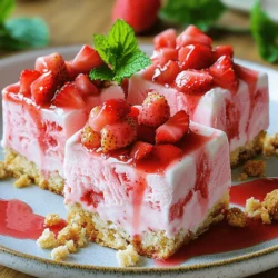 - 2 cups fresh strawberries, hulled and diced - 1/4 cup granulated sugar - 1 teaspoon fresh lemon juice Fresh strawberries are the star of our ice cream bars. They bring sweet, juicy flavor. Start by hulling and dicing two cups of strawberries. Then, mix them with the sugar and lemon juice. This helps the strawberries become extra juicy and sweet. Let them sit for 15-20 minutes. This process is called maceration. It allows the strawberries to release their tasty juices. - 1 cup heavy whipping cream - 1 cup sweetened condensed milk - 1 teaspoon pure vanilla extract - A pinch of fine sea salt For that creamy texture, we’ll use heavy whipping cream. You need one cup. Whip it until it forms stiff peaks. This takes about 3-5 minutes. Then, fold in one cup of sweetened condensed milk. Add one teaspoon of pure vanilla extract for a nice flavor boost. Don’t forget a pinch of fine sea salt. The salt enhances the sweet flavors and balances everything out. - 1 cup crushed shortbread cookies (approximately 10-12 cookies) - 1/4 cup additional crushed shortbread cookies for topping Shortbread cookies add a crunchy texture. You’ll need one cup of crushed shortbread cookies. This is about 10-12 cookies. Sprinkle half of these at the bottom of your baking dish. Save the other quarter cup for topping the bars later. The cookies help to make each bite a bit crunchy and fun. Start by hulling and dicing 2 cups of fresh strawberries. In a medium bowl, mix the strawberries with 1/4 cup of granulated sugar and 1 teaspoon of fresh lemon juice. Gently toss the berries to coat them well. Let this mixture sit for 15 to 20 minutes. This allows the strawberries to soften and release their juices, making them sweeter and more flavorful. In a large mixing bowl, pour 1 cup of heavy whipping cream. Using a hand mixer or stand mixer, whip the cream for about 3 to 5 minutes. Stop when you see stiff peaks form. Be careful not to overwhip, or it can become grainy. Next, fold 1 cup of sweetened condensed milk and 1 teaspoon of pure vanilla extract into the whipped cream. Add a pinch of fine sea salt to enhance the flavors. Mix until just combined. Then, gently fold in the macerated strawberries and their juices. This keeps the mixture light and fluffy. Line an 8x8 inch baking dish with parchment paper. Leave some overhang for easy removal later. Sprinkle half of the crushed shortbread cookies across the bottom of the dish. Pour the strawberry-cream mixture over the cookies, spreading it evenly. Top with the remaining crushed cookies, pressing them down lightly. Cover the dish with plastic wrap and freeze for 4 to 6 hours. This allows the bars to set firmly. Once frozen, remove the dish from the freezer. Let it sit at room temperature for about 5 minutes. This makes it easier to cut. Lift the dessert out using the parchment paper and slice it into bars. Serve immediately or return to the freezer until you're ready to enjoy! To get the best creamy texture, whip the heavy cream until it forms stiff peaks. This step is key. If you whip too little, the bars won't hold together. If you whip too much, they can become grainy. Gently fold in the sweetened condensed milk and vanilla. This keeps the mixture airy and light. You can swap out granulated sugar for honey or maple syrup. Both give a different flavor and sweetness. Just remember, these liquids will change the texture a bit. If you use a liquid sweetener, reduce the heavy cream slightly to balance it. When it’s time to serve, place the bars on a chilled plate. Drizzle them with homemade strawberry sauce for a fresh touch. You can also add fresh mint leaves for color and flavor. For extra fun, serve them with a scoop of vanilla ice cream on the side. Enjoy your treat! {{image_4}} You can make these bars dairy-free. Use coconut cream instead of heavy cream. Choose a dairy-free sweetened condensed milk as well. This gives you a rich taste without dairy. You still get that creamy texture. Plus, it keeps the bars light and refreshing. Want to mix it up? Try different fruits! Blueberries, raspberries, or peaches work great. You can also add some cocoa powder for a chocolate twist. Just reduce the strawberries a bit to balance flavors. Each fruit gives a unique flavor. Experiment to find your favorite! Toppings can really elevate your bars. Try crushed nuts for a crunchy bite. You can also drizzle melted chocolate on top. Fresh mint leaves add a nice color and taste. Consider adding a layer of fruit sauce too. It makes your bars look and taste gourmet! To store your strawberry shortcake ice cream bars, first wrap them well. Use plastic wrap or foil to cover the bars tightly. This keeps them from getting freezer burn. Be sure to use an airtight container for extra protection. You can freeze them for up to three months. These ice cream bars stay fresh for about two weeks in the freezer. After that, the taste and texture may decline. To keep them at their best, avoid keeping them too long. Always check for any signs of freezer burn before enjoying. If you have thawed your bars, it’s best not to refreeze them. Refreezing can change the texture and make them icy. If you only take out a few bars, put the rest back in the freezer right away. This helps keep the remaining bars fresh and creamy. Yes, you can use frozen strawberries. Just thaw them first. Drain any extra juice before mixing. This keeps the texture nice and firm. To make these bars gluten-free, use gluten-free shortbread cookies. Many brands offer tasty options. Always check the label to ensure they fit your needs. The best way to cut the bars is to let them sit for five minutes at room temp. Then use a sharp knife to slice through the dessert. Wipe the knife between cuts for clean edges. You can keep these bars in the freezer for up to two weeks. Make sure to wrap them well in plastic to avoid freezer burn. Enjoy them whenever you crave a sweet treat! This blog post covered all you need to know about making delicious strawberry bars. We went through the fresh strawberries, dairy ingredients, and cookie components, then detailed the steps to prepare, whip, assemble, and freeze. I shared tips for a creamy texture and options for dairy-free and gluten-free variations. Now you can create your own tasty version of these bars at home. Enjoy getting creative with flavors and toppings, and impress your friends with your skills! Happy making!