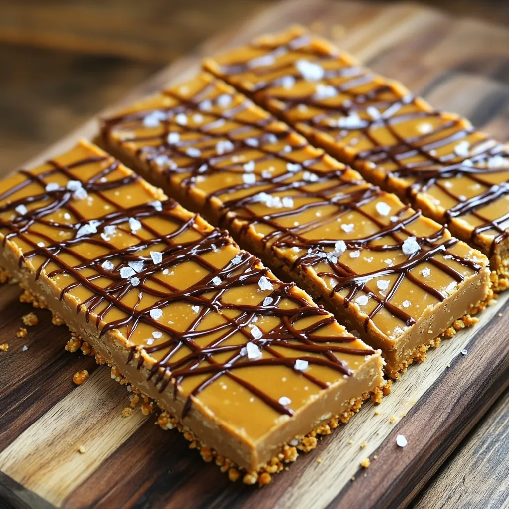 - 2 cups pretzel sticks, finely crushed - 1 cup creamy peanut butter - 1/2 cup honey or maple syrup - 1 cup powdered sugar - 1 teaspoon vanilla extract - 1 cup semi-sweet chocolate chips - Sea salt, for garnish Each ingredient plays a key role in flavor and texture. The pretzel sticks give a nice crunch and saltiness. You can use gluten-free pretzels if you need a gluten-free option. For the nut butter, creamy peanut butter works best. If you prefer, almond butter or sunbutter can also be used. Honey adds sweetness and a little chew. Maple syrup is a great vegan swap. For sweetness, powdered sugar helps bind the mixture. These bars can fit into many diets. They are nut-rich and have natural sugars. If you want to avoid gluten, use gluten-free pretzels. For a vegan option, swap honey for maple syrup. Check the chocolate chips too; some brands offer dairy-free options. Always read labels to ensure they meet your dietary needs. To start, grab a large mixing bowl. Add the finely crushed pretzel sticks, creamy peanut butter, honey, powdered sugar, and vanilla extract. Mix these ingredients well. You want a sticky dough that holds together. If it feels too dry, add a splash more honey. This mix is both sweet and salty, a perfect combo. Next, take an 8x8 inch baking pan and line it with parchment paper. Leave some paper hanging over the sides. This makes it easy to pull the bars out later. The paper also helps the bars keep their shape. Now it's time to melt the chocolate. Place the semi-sweet chocolate chips in a microwave-safe bowl. Heat them in the microwave for 30 seconds at a time. Stir after each interval until smooth. This way, you avoid clumps or burnt chocolate. Pour the melted chocolate over the pretzel base. Use a spatula to spread it evenly. Lastly, sprinkle a tiny pinch of sea salt on top. This adds a nice flavor boost. Let the mixture chill in the fridge for at least 2 hours. Once set, slice and enjoy! Mixing is key to your bars. Start with dry ingredients first. Use finely crushed pretzel sticks for a good base. This helps the bars hold together. Next, add peanut butter, honey, powdered sugar, and vanilla. Stir well until the mix is sticky. You might need to use your hands. It should feel like dough. This ensures every bite is flavorful. Melt chocolate in short bursts. Use a microwave-safe bowl and heat for 30 seconds. Stir after each interval. This will keep the chocolate smooth. Once melted, pour it over the base evenly. Use a spatula to spread it out. A smooth layer looks nice and tastes great. Don't forget the sea salt! It adds a nice touch. Cut the bars into squares for easy serving. Use a sharp knife for clean cuts. Place them on a lovely platter. For a fun touch, add pretzel pieces or chocolate shavings on top. Serve them at room temperature or chilled for a cool treat. These bars look great and taste even better! {{image_4}} You can switch out the peanut butter for other nut butters. Almond butter adds a smooth flavor. Cashew butter gives a creamy taste. Sunflower seed butter is a great nut-free choice. Each nut butter brings its unique taste and texture. Feel free to experiment based on your preference. Mixing in extras can make your bars more fun. Try adding chocolate chips for extra sweetness. Chopped nuts add crunch and flavor. Dried fruits like cranberries or raisins bring a chewy aspect. You can also sprinkle some mini marshmallows on top. Each mix-in changes the bars and makes them special. Making these bars gluten-free is easy. Just use gluten-free pretzels. For a vegan version, switch honey for maple syrup. Check that your chocolate chips are dairy-free. These swaps keep the bars tasty while meeting different diets. Enjoy these treats no matter your needs! Store your no bake peanut butter pretzel bars in an airtight container. This keeps them fresh and tasty. Place parchment paper between layers to avoid sticking. Keep them in the fridge for the best texture. You can freeze the bars for later. Wrap them well in plastic wrap, then place them in a freezer-safe bag. This helps prevent freezer burn. They can last up to three months in the freezer. When ready to eat, let them thaw in the fridge overnight. These bars last about one week in the fridge. Keep an eye on them for any signs of spoilage. If you notice changes in smell or texture, it’s best to toss them. For the best taste, enjoy them within the first few days. Yes, you can use agave syrup instead of honey. The taste will change slightly. Agave is sweeter, so you may want to reduce the amount used. A good rule is to use about 3/4 of the honey amount. This keeps the balance of sweetness in your bars. These bars can last up to two weeks in the fridge. Store them in an airtight container. This helps keep them fresh and tasty. If you want them to last longer, consider freezing them. They can stay good for up to three months in the freezer. You can use chunky peanut butter if you prefer some texture. The bars will still taste great, but they will have a different mouthfeel. The crunch from the peanuts adds a fun twist. Just make sure to mix well, so all the ingredients blend together nicely. In this post, we explored key ingredients and how to make delicious bars. We covered mixing, baking, and topping techniques. We also shared storage tips and answered common questions. Remember, you can customize with different nut butters or toppings. Enjoy your tasty bars with family and friends. Experiment with variations to suit your taste. These treats can be a fun and healthy snack option!