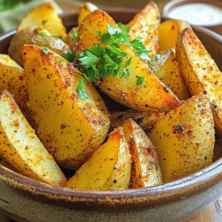 To make Air Fryer Cajun Potato Wedges, you need the following: - 4 medium russet potatoes, thoroughly washed and cut into wedges - 2 tablespoons extra virgin olive oil - 1 tablespoon Cajun seasoning (store-bought or homemade) - 1 teaspoon garlic powder - 1 teaspoon smoked paprika - ½ teaspoon fine sea salt - ½ teaspoon freshly ground black pepper These ingredients create a flavorful and crispy result. For Cajun seasoning, you have choices. You can buy pre-made blends or make your own. A simple mix might include: - Paprika - Oregano - Thyme - Cayenne pepper Homemade seasoning can add depth to your wedges. Adjust the spice level to match your taste. Garnishes can elevate your dish. I recommend: - Fresh parsley, finely chopped Sprinkling parsley adds color and freshness. It makes your potato wedges more appealing. Enjoy your tasty creation! Start by washing the russet potatoes under cold water. Scrub them well to remove dirt. Cut each potato into wedges about 1 inch wide. This size helps them cook evenly. Next, place the wedges in a large bowl. Cover them with cold water and let them soak for 30 minutes. Soaking helps remove extra starch. This step is key for getting crispy potato wedges. After soaking, drain the wedges. Spread them on a clean towel or paper towels. Pat them dry well. Removing moisture helps them crisp up in the air fryer. In a large bowl, whisk together the olive oil, Cajun seasoning, garlic powder, smoked paprika, sea salt, and black pepper. Make sure to mix well. Add the dried potato wedges to the bowl. Toss them gently but thoroughly. You want each wedge to be coated in the seasoning mix. This will give your wedges great flavor. To get those potato wedges crispy, start with soaking them in cold water. Soak for 30 minutes to remove excess starch. After soaking, dry them well with a towel. This step is crucial for crispiness. Use a good amount of olive oil to coat the wedges. This helps them crisp up nicely in the air fryer. Finally, avoid overcrowding the basket. Cook in batches if needed. This allows hot air to flow around each wedge. Cajun seasoning can vary in heat and flavor. If you want more spice, add extra Cajun seasoning or a pinch of cayenne pepper. For a milder taste, reduce the amount of seasoning. You can also mix in other spices like onion powder or thyme for a unique twist. Taste the oil and seasoning mix before adding the wedges. This way, you ensure the flavor is perfect for your liking. Cooking in batches helps you achieve even browning and crispiness. If you add too many wedges at once, they may steam instead of fry. Keep the cooked wedges warm in an oven set to low heat. This keeps them hot and ready to serve as you finish cooking the rest. Remember to flip the wedges halfway through cooking to promote even crispiness. Enjoy your perfectly cooked Cajun potato wedges! {{image_4}} To spice up your Cajun potato wedges, add some heat. You can mix in cayenne pepper or crushed red pepper flakes. Start with a half teaspoon and adjust to your taste. This adds a nice kick without overpowering the Cajun flavor. You can also toss in some diced jalapeños before air frying for an extra burst of spice. If you want a fresh twist, try herbs. Add dried oregano, thyme, or rosemary to the seasoning mix. These herbs can boost flavor without adding heat. You can also use fresh herbs after cooking for a vibrant finish. Chopped basil or cilantro can add a lovely touch. This recipe is already vegan-friendly, but you can enhance it. Swap olive oil for avocado oil for a different taste. You can also pair these wedges with a vegan dipping sauce. A simple mix of vegan mayo and hot sauce makes a great dip. Enjoy your wedges guilt-free! To keep your leftover potato wedges fresh, let them cool completely. After cooling, place them in an airtight container. Make sure to layer them with parchment paper to prevent sticking. Store the container in the fridge for up to three days. This method helps keep their flavor and texture intact. Reheating potato wedges can be tricky. To keep them crispy, use your air fryer. Preheat it to 350°F (175°C). Place the wedges in a single layer in the basket. Heat them for about 5-7 minutes. This method will help restore that crispy texture. You can also use an oven for reheating. Spread the wedges on a baking sheet and heat at 400°F (200°C) for 10-15 minutes. If you want to save some wedges for later, freezing is a great option. After cooking, let the wedges cool. Then, arrange them in a single layer on a baking sheet. Freeze them for about an hour. Once frozen, transfer the wedges to a freezer bag. Remove as much air as possible before sealing. They can last up to three months in the freezer. When ready to eat, simply reheat them directly from the freezer in your air fryer or oven. To make crispy potato wedges, start with soaking them in cold water. Soak for about 30 minutes. This helps remove starch, which can make them soggy. After soaking, dry the wedges well. Use a clean towel or paper towels to remove moisture. Season them with oil and spices before air frying. Cook at 400°F for 15-20 minutes. Flip them halfway for even browning. Keep an eye on them to get your desired crispiness. Yes, you can make potato wedges in the oven. Preheat your oven to 425°F. Follow the same steps for soaking, drying, and seasoning as in the air fryer method. Spread the wedges on a baking sheet in a single layer. Bake for 25-30 minutes, flipping halfway through. This method can also yield crispy wedges, but the air fryer is quicker. You can try various seasoning blends. Here are some tasty ideas: - Italian seasoning for a herby flavor - Chili powder for a spicy kick - Parmesan cheese mixed with herbs for a cheesy taste - Lemon zest for a fresh twist Feel free to experiment and find your favorite! In this post, we explored how to make delicious Cajun potato wedges in an air fryer. We discussed the key ingredients, step-by-step instructions, and tips for crispy texture. I shared ways to enhance flavors with various seasoning options and garnishes. Proper storage and reheating methods help keep your wedges tasty. Remember, these wedges are versatile and can suit many tastes. Enjoy experimenting with flavors and spices, and get creative with your wedges!