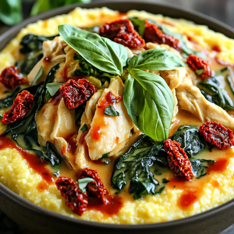 - 4 boneless, skinless chicken breasts - 1 cup sun-dried tomatoes, chopped - 1 cup fresh or frozen spinach The main ingredients bring rich flavors to this dish. The chicken breasts stay juicy while cooking. Sun-dried tomatoes add a punch of flavor. Fresh or frozen spinach brings a nice color and nutrition. Together, these ingredients create a hearty meal. - 1 medium onion, diced - 4 cloves garlic, minced - 1 teaspoon dried oregano - 1 teaspoon dried basil - ½ teaspoon red pepper flakes Flavor enhancers make this dish special. The diced onion and garlic build a tasty base. Oregano and basil give it that Tuscan touch. Red pepper flakes add warmth and spice. Adjust the flakes to fit your taste. These flavors mix well with the chicken and veggies. - 1 cup chicken broth - ½ cup heavy cream (or coconut cream) Cooking liquids keep everything moist. Chicken broth adds depth and richness. The heavy cream makes the sauce creamy and smooth. You can use coconut cream for a dairy-free option. These liquids combine with the ingredients for a tasty sauce. 1. Season the chicken breasts. Start by sprinkling salt, black pepper, dried oregano, dried basil, and red pepper flakes on both sides. This mix gives the chicken a great taste. Make sure to cover it well. 2. Prepare the onion and garlic. Dice one medium onion and mince four cloves of garlic. These will create a strong base in the slow cooker. 1. Layer the ingredients. First, spread the diced onion and minced garlic at the bottom of the slow cooker. Then, place the seasoned chicken breasts on top. This helps the chicken soak up the flavors. 2. Pour the chicken broth. After layering, add one cup of chicken broth over the chicken. This keeps the chicken moist and adds rich flavor as it cooks. 1. Set the slow cooker. Cover the pot with a lid and set it to cook. You can choose low for 6 to 7 hours or high for 3 to 4 hours, depending on your day. 2. Add cream before serving. About 30 minutes before serving, stir in half a cup of heavy cream. This makes the sauce creamy and rich. If you used frozen spinach, make sure it is heated through in the sauce. After cooking, shred the chicken and mix it with the sauce for a delicious dish. Using oil-packed sun-dried tomatoes gives your dish a rich taste. They add depth and sweetness. You will enjoy how they blend with the chicken. If you can, let the chicken marinate for a few hours. This will allow the flavors to soak in deeply. You may use a simple mix of olive oil, garlic, and herbs for marinating. Adjust cooking times based on your slow cooker type. Some cook faster than others. If you have a newer model, it may cook on high for less time. Check the chicken for doneness. You want it to be tender and juicy. To ensure even cooking, layer your ingredients carefully. This helps moisture stay in and keeps everything flavorful. For serving, place the Tuscan chicken over creamy polenta or pasta. Both options add a nice touch. Use a generous amount of sauce to coat your base. Garnish with fresh basil leaves for color and flavor. You can also sprinkle some grated cheese on top. For a complete meal, serve slices of crusty bread alongside. This adds texture and makes your dish even more enjoyable. {{image_4}} You can make this dish lighter by using coconut cream instead of heavy cream. Coconut cream adds a rich flavor without dairy. You can also add mushrooms or bell peppers for extra nutrition. These veggies bring more color and texture to the meal. For a Mediterranean twist, add olives to the slow cooker. Olives add a nice briny flavor that pairs well with the chicken. If you like some heat, try a spicy version. Add extra red pepper flakes or a dash of hot sauce to kick up the flavor. Consider making a larger batch of Slow Cooker Tuscan Chicken. This way, you can enjoy leftovers for lunch or dinner. You can also freeze portions for future meals. Just store them in airtight containers. This makes it easy to have a tasty meal ready when you need it. To store your Slow Cooker Tuscan Chicken, let it cool first. Place the leftovers in an airtight container. This keeps the flavors fresh. It will stay good in the fridge for about 3 to 4 days. Always check for any odd smells or changes in color before eating. If you want to freeze this dish, use freezer-safe bags or containers. Make sure to remove as much air as possible. This helps prevent freezer burn. The Tuscan chicken can last up to 3 months in the freezer. When you’re ready to eat it, thaw it overnight in the fridge. For reheating, you can use a microwave or stovetop. If using the microwave, heat in short bursts. Stir after each burst to avoid hot spots. If you choose the stovetop, warm it gently over low heat. Add a splash of chicken broth or cream to keep the sauce creamy. This helps maintain the dish's delicious texture. Can I use frozen chicken? Yes, you can use frozen chicken. Just extend the cooking time by one hour on low or 30 minutes on high. Ensure the chicken reaches 165°F for safety. How can I thicken the sauce? To thicken the sauce, mix a bit of cornstarch with water. Stir this mixture into the slow cooker about 30 minutes before serving. This will help create a nice, creamy sauce. Is this recipe gluten-free? Yes, this recipe is gluten-free. Just ensure the chicken broth you use is labeled gluten-free to stay safe. Can I substitute the heavy cream? You can use coconut cream as a dairy-free option. It adds a nice flavor and still gives a creamy texture. Can I cook it on high for a longer time? It’s best to stick to the recommended times. Cooking on high for too long can dry out the chicken. Follow the suggested 3-4 hours on high for best results. What can I serve with Slow Cooker Tuscan Chicken? Serve it over creamy polenta or pasta. You can also pair it with crusty bread for a complete meal. Fresh basil leaves make a lovely garnish as well. This recipe for Slow Cooker Tuscan Chicken is simple and full of flavor. It features tender chicken, rich sun-dried tomatoes, and fresh spinach. By layering the ingredients in your slow cooker and using the right cooking liquids, you ensure a delicious meal. Don't forget the tips for enhancing flavor and presentation. You can also explore healthy alternatives or fun twists. This meal is perfect for busy days and warms up well. Now, you are ready to impress with this easy and tasty dish.