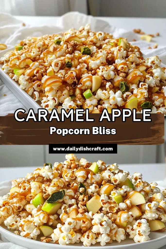 Indulge in the sweet and crunchy goodness of caramel apple popcorn clusters! This easy recipe combines air-popped popcorn, rich caramel, and dried apples for an irresistible treat. With a hint of cinnamon and optional nuts for extra crunch, these clusters are perfect for gatherings or a cozy night in. Don't miss out on creating this delicious snack—click through to get the full recipe now! #CaramelApplePopcornClusters #SnackRecipes #FallTreats #PopcornDelight
