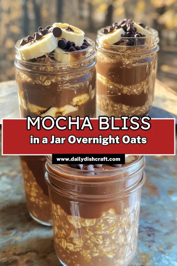 Wake up to a delicious and energizing breakfast with these Mocha Bliss Overnight Oats! Packed with rich cocoa and instant coffee, this quick recipe is perfect for busy mornings. Just mix, refrigerate overnight, and enjoy with chocolate chips and banana slices on top. It's a delightful way to start your day! Click through for the full recipe and discover more tasty options. #OvernightOats #HealthyBreakfast #MochaOats #RecipeIdeas