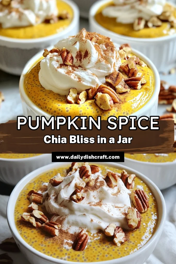 Delight in the flavors of fall with this Pumpkin Spice Chia Pudding! This easy, creamy treat combines pumpkin puree, chia seeds, and warm spices for a wholesome dessert or snack. Perfect for meal prep, just mix, chill, and enjoy! Top it off with whipped coconut cream and crushed pecans for extra flair. Click through to explore the full recipe and make this delicious dish today! #PumpkinSpice #ChiaPudding #FallRecipes #HealthyDesserts