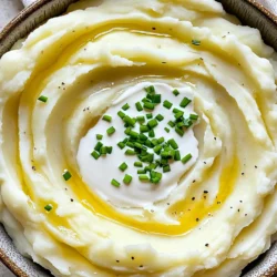 For the perfect creamy garlic mashed potatoes, you will need the following fresh ingredients: - 3 pounds Yukon Gold potatoes, peeled and chopped into even-sized pieces - 4 cloves garlic, finely minced - 1 cup chicken or vegetable broth - 1 cup heavy cream or half-and-half - 4 tablespoons unsalted butter, at room temperature - Salt and freshly ground black pepper to taste - Fresh chives, finely chopped (for garnish) These ingredients come together to create a dish that is rich and comforting. Yukon Gold potatoes give a buttery flavor, while the garlic adds a nice kick. The broth keeps the potatoes moist during cooking. Heavy cream or half-and-half ensures a smooth and creamy texture. Don't forget the unsalted butter for richness! Seasoning with salt and pepper brings all the flavors together. Finally, fresh chives add a pop of color and flavor when you serve. Start by peeling and chopping 3 pounds of Yukon Gold potatoes. Make sure they are all even-sized pieces. This helps them cook evenly. Next, finely mince 4 cloves of garlic. Place the potatoes in the slow cooker. Spread them out evenly. Sprinkle the minced garlic on top of the potatoes. Pour 1 cup of chicken or vegetable broth over the potato and garlic mix. Ensure the potatoes are mostly submerged. If needed, add a bit more broth to cover them. Now secure the lid on the slow cooker. Set it to cook on low for 6-8 hours or on high for 3-4 hours. The potatoes are done when a fork easily pierces them and they feel tender. Once the cooking time is complete, check the potatoes. If there’s too much liquid, drain some broth. Add 1 cup of heavy cream and 4 tablespoons of unsalted butter to the cooked potatoes. Use a potato masher or an electric hand mixer to mash the potatoes until smooth. For a creamier texture, add more cream as needed. Season with salt and freshly ground black pepper to taste. Mix well. Spoon the mashed potatoes into a serving dish and top with freshly chopped chives for a pop of color. To make your mashed potatoes perfectly creamy, start with Yukon Gold potatoes. These potatoes have a buttery flavor and soft texture. Peel and chop them into even pieces. This step helps them cook evenly in the slow cooker. When your potatoes are cooked, drain any excess liquid. This keeps your potatoes from being too watery. Then, add heavy cream and butter. Mash everything together until smooth. If you want them even creamier, add more cream slowly. Garlic is key in this recipe, so don’t skip it. Use fresh garlic cloves for the best taste. You can also add sour cream for a tangy twist. For a richer flavor, stir in some grated cheese. Parmesan or cheddar work great. Fresh herbs like chives or parsley boost the flavor and add color. Sprinkle them on top before serving. This makes your dish look beautiful and taste even better. One common mistake is not cutting the potatoes evenly. This can lead to uneven cooking. Always check the potatoes with a fork. If they are not soft, they need more time. Another mistake is adding too much liquid. Be careful when pouring in the broth. You want the potatoes to be moist but not soupy. Lastly, don’t forget to taste your mashed potatoes! Adjust the seasoning with salt and pepper before serving. This step is crucial for a well-balanced flavor. {{image_4}} Cheese adds a rich taste to mashed potatoes. You can use sharp cheddar, creamy gouda, or tangy goat cheese. Just stir in the cheese after mashing the potatoes. Start with one cup and adjust to your taste. The cheese melts in, making the dish even creamier. It also adds a nice depth of flavor that pairs well with garlic. While Yukon Gold potatoes are my favorite, you can try other types. Russet potatoes give a fluffier texture. Red potatoes add a nice color and creaminess. You can mix different kinds too! Just keep the amounts about the same for even cooking. Each type brings a unique taste and texture, so feel free to experiment. Herbs can change the whole vibe of your mashed potatoes. Try adding fresh rosemary or thyme for an earthy touch. Basil gives a fresh, bright flavor. Chop the herbs finely and mix them in before serving. You can even infuse the broth with herbs while cooking. This adds a subtle flavor that makes the dish special. To store leftover mashed potatoes, let them cool first. Place them in an airtight container. Ensure the lid is tight to keep out air. Store them in the fridge for up to 3 days. If you see any discoloration, it’s best to toss them out. When you want to reheat your mashed potatoes, the stove works well. Place them in a pot over low heat. Stir often to avoid burning. Add a splash of cream or broth if they seem dry. You can also use the microwave. Heat in short bursts, stirring in between. This helps them heat evenly. You can freeze mashed potatoes for later. Use freezer-safe bags or containers. Make sure to label them with the date. They will last in the freezer for up to 2 months. To thaw, move them to the fridge overnight. Reheat as mentioned above. This way, they stay creamy and delicious. Cook the potatoes on low for 6-8 hours. This slow cooking helps them become very tender. If you are in a hurry, use high for 3-4 hours. Just make sure they are fork-tender before mashing. The longer cooking time allows flavors to blend and enhances creaminess. Yes, you can swap heavy cream for low-fat options. Try half-and-half or milk for a lighter dish. Keep in mind that these alternatives may change the texture a bit. Using low-fat butter can also help. However, for the best flavor, I recommend using full-fat ingredients when possible. Creamy garlic mashed potatoes pair well with many dishes. They go great with meats like roast chicken or grilled steak. You can also serve them with veggies, like steamed green beans or roasted Brussels sprouts. For a cozy meal, enjoy them with a hearty stew or meatloaf. The creamy texture makes them a perfect comfort food side. This blog post covered how to make creamy garlic mashed potatoes. You learned about key ingredients, step-by-step cooking, and tips for the perfect texture. We explored tasty variations, like adding cheese or herbs, and how to store leftovers. In closing, follow these steps, and you will impress everyone at your next meal. You now have all the tools to create a creamy dish full of flavor. Enjoy your cooking journey!