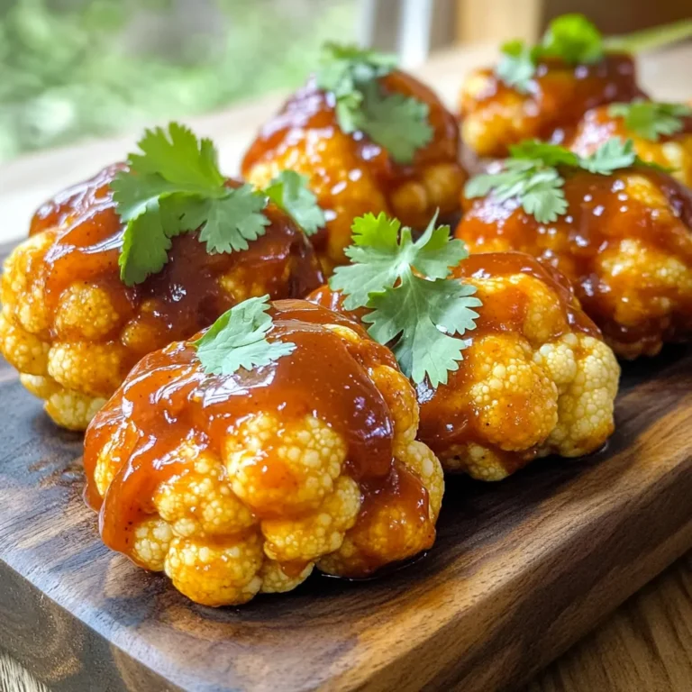 - Cauliflower florets - 1 cup all-purpose flour - 1 cup plant-based milk (almond or soy) - 1 teaspoon garlic powder - 1 teaspoon onion powder - 1 teaspoon smoked paprika - 1/2 teaspoon salt - 1/2 teaspoon black pepper - 1/2 cup BBQ sauce (your favorite brand or homemade) - 1 tablespoon olive oil - Fresh cilantro or parsley, for garnish To make these BBQ cauliflower wings, you need a medium head of cauliflower. Cut it into florets. Make sure they are all about the same size. This helps them cook evenly. For the batter, mix flour, plant-based milk, garlic powder, onion powder, smoked paprika, salt, and black pepper. This mix gives the wings a tasty crunch. You can use any BBQ sauce you like. Homemade or store-bought, both work great. Finally, fresh herbs like cilantro or parsley make a lovely garnish. They add color and freshness to your dish. Enjoy your cooking and get ready for some delicious wings! Start by rinsing the cauliflower under cold water. This step removes dirt and gives a fresh taste. Next, cut the cauliflower into bite-sized florets. Aim for a uniform size. When all pieces are even, they cook evenly. This helps avoid any burnt or undercooked parts. In a large bowl, mix the flour and plant-based milk. Add the garlic powder, onion powder, smoked paprika, salt, and black pepper. Use a whisk to combine everything. You want a smooth batter with no lumps. The right consistency should be creamy. If it's too thick, add a bit more milk. If it's too thin, add a little flour. Take each floret and dip it into the batter. Make sure to coat all sides well. This gives the wings a nice crunch. Allow any excess batter to drip off. Place the coated florets on a plate. Avoid piling them too high to keep them from getting soggy. Preheat your air fryer to 400°F (200°C). This takes about 3-5 minutes. Once it's hot, lay the battered cauliflower in the basket. Keep them in a single layer. This helps them crisp up nicely. Air fry for 12-15 minutes. Shake the basket halfway through to ensure even cooking. Look for a golden brown color to know they’re ready. When the wings finish cooking, take them out carefully. Transfer them back to your mixing bowl. Drizzle BBQ sauce over them. Gently fold to coat each piece evenly. Timing is key here. After coating, return them to the air fryer for another 3-5 minutes. This caramelizes the sauce, making it sticky and delicious. For a beautiful presentation, arrange the wings on a serving platter. Garnish them with chopped cilantro or parsley. This adds a pop of color. You can serve them with your favorite dips or sides for a complete meal. Enjoy these tasty bites! To get that perfect crispy texture, preheat your air fryer. Preheating helps the wings cook evenly and form a nice crust. Set your air fryer to 400°F (200°C) for about 3-5 minutes. This simple step makes a big difference in texture. When placing the cauliflower in the basket, leave space between each piece. This allows hot air to flow around the wings, making them crispier. If the wings touch, they will steam instead of fry. Aim for a single layer, and you’ll achieve great results. You can easily adjust the spice levels in your batter. Want it spicier? Add some cayenne pepper or chili powder. For a milder flavor, reduce the amount of smoked paprika. You can also switch up the BBQ sauce. Try different brands or homemade versions for unique flavors. A tangy sauce can give a nice kick, while a sweet sauce adds depth. Experiment until you find your favorite! One common mistake is overcrowding the air fryer basket. When you pack too many wings in, they don’t cook evenly. Always leave space for the hot air to circulate. Another mistake is not having a smooth batter. Lumpy batter can lead to uneven coating. Make sure to whisk your ingredients well until the batter is creamy and free of lumps. This helps the wings stay coated and delicious! {{image_4}} You can easily make these BBQ cauliflower wings vegan and gluten-free. Instead of all-purpose flour, use chickpea flour or almond flour. Both options give a nice texture. For milk, choose almond, soy, or oat milk. They all work well in the batter. When picking BBQ sauce, check labels for gluten-free options. Many sauces are vegan already, but it's wise to read the ingredients. Some brands use honey, which is not vegan. Make sure to find one that fits your diet. Boring batter is not an option! You can spice things up by adding more flavors. Try adding cayenne pepper for heat or a bit of cumin for earthiness. A dash of Italian herbs also adds a nice twist. Once your wings are cooked, you can experiment with sauces. Swap BBQ sauce for buffalo sauce or a spicy garlic sauce. Mix and match to find your favorite flavor combination. The options are endless! These BBQ cauliflower wings taste great with sides. Serve them with a fresh salad or some crunchy veggie sticks. They also pair well with sweet potato fries for a fun twist. For dips, ranch or blue cheese dressing is classic. You can also try a zesty yogurt dip or a spicy sriracha mayo. These dips add extra creaminess and flavor, making your meal even better. To keep your BBQ cauliflower wings fresh, use airtight containers. Glass or BPA-free plastic containers work best. Ensure the wings cool down to room temperature before sealing the container. This way, moisture won’t build up inside. Store them in the fridge. They stay good for up to three days. When reheating, use your air fryer for the best results. Set it to 350°F (175°C). Air fry for about 5-7 minutes. This helps maintain their crispiness. If you use a microwave, the wings may turn soggy. If you must use a microwave, heat on low power for short bursts. Always check the wings to avoid overheating. You can also freeze your BBQ cauliflower wings. First, let them cool completely. Place them in a single layer on a baking sheet. Freeze for about 1-2 hours until solid. Then transfer them to a freezer-safe bag. Remove as much air as possible. For cooking, thaw them in the fridge overnight. Cook straight from frozen in the air fryer at 400°F (200°C) for about 15-20 minutes. This will help bring back that crispy texture. Cook cauliflower in an air fryer for 12 to 15 minutes. The cooking time can change based on the floret size. For smaller pieces, aim for 12 minutes. For larger pieces, stick closer to 15 minutes. Always shake the basket halfway through to ensure even cooking. You want those bites crispy and golden brown. Yes, you can prepare these wings in advance. Cook the cauliflower and toss it in the BBQ sauce. Then, store them in the fridge for up to 24 hours. When you’re ready to enjoy, just pop them back into the air fryer for a quick reheat. This way, you save time and still get great flavor. Choose your favorite BBQ sauce for these wings! I recommend brands like Sweet Baby Ray's for a sweet touch or Stubb's for a tangy kick. If you like a smoky flavor, try a sauce with chipotle. Homemade BBQ sauce is also a great option if you want to control the ingredients. Yes, fresh cauliflower works great! It usually has a better texture than frozen. Make sure to rinse and cut it into even florets. This helps them cook uniformly. Frozen cauliflower may need longer cooking time due to moisture content, but fresh is always a tasty choice. These BBQ cauliflower wings are a healthier option than traditional wings. They are lower in calories and full of nutrients. Cauliflower is high in fiber and vitamins. While the batter adds some carbs, it balances out with the veggies. Serve with a nice salad for a complete meal. You now have a clear guide on making delicious BBQ cauliflower wings. We covered ingredients, step-by-step instructions, tips for best results, and variations for dietary needs. Remember to avoid overcrowding the air fryer for crispiness. Use the right batter consistency, and don’t skip on garnishes to make your dish shine. Enjoy experimenting with flavors and sauces. These tips will help you create a tasty, healthy snack that everyone can enjoy!