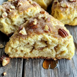 - 2 cups all-purpose flour - 1/2 cup packed brown sugar - 1 tablespoon baking powder - 1/2 teaspoon baking soda - 1/4 teaspoon salt - 1/2 cup unsalted butter, cold and cut into cubes - 1/2 cup heavy cream - 1/4 cup pure maple syrup - 1 large egg - 1 teaspoon vanilla extract - 1/2 cup chopped pecans (optional) - Extra brown sugar for topping You may want to try different sweeteners instead of brown sugar. Honey or coconut sugar can work well. For gluten-free options, use a blend of gluten-free flour and xanthan gum. If you need dairy-free choices, almond milk or coconut cream can replace heavy cream and butter. - Preheat your oven to 400°F (200°C). - Prepare the baking sheet with parchment paper. Start by setting your oven to the right temperature. This step ensures that your scones bake evenly. Lining your baking sheet with parchment paper helps prevent sticking. It's a simple but key part of making great scones. - Combine dry ingredients in a bowl. - Incorporate cold butter with dry mixture. In a large bowl, mix the all-purpose flour, brown sugar, baking powder, baking soda, and salt. Whisk these dry ingredients well. Next, take your cold butter and add it to the flour mix. Use your fingers or a pastry cutter to blend the butter. Aim for a crumbly texture with no big pieces of butter left. - Whisk together wet ingredients in a separate bowl. - Gently merge wet and dry mixtures. In another bowl, whisk the heavy cream, maple syrup, egg, and vanilla extract until smooth. This mixture adds moisture and sweetness. Now, pour it into your dry ingredients. Stir gently until the dough forms, being careful not to mix too much. If you want nuts, fold them in now. - Knead the dough lightly. - Cut into desired shapes and place on baking sheet. Turn the dough onto a floured surface. Knead it lightly just a few times. Then, pat it into a rectangle about 1 inch thick. Use a knife or a cookie cutter to cut the dough into triangles or circles. Place the cut scones on the baking sheet, leaving space for them to rise. - Sprinkle with brown sugar. - Bake and monitor for desired golden color. Before baking, sprinkle some brown sugar on top of each scone. This will give them a lovely, sweet crust. Bake your scones in the preheated oven for 15-18 minutes. Keep an eye on them. They should be golden brown on the edges when done. - Transfer to wire rack. - Allow to cool slightly before serving. Once they are baked, move the scones to a wire rack. Let them cool for a few minutes. This cooling step helps them set. Enjoy these scones warm for the best taste! To get the best scones, start with cold butter. Cold butter helps create flaky layers. When you mix it with flour, it forms pockets of steam. This steam makes your scones rise and stay light. Cut the butter into small cubes before adding it to the flour. Be careful not to over-knead the dough. Knead it just a few times, no more than five. Too much kneading makes the scones tough. You want them soft and tender. You can boost the flavor of your scones with spices. Try adding a pinch of cinnamon or nutmeg. These spices add warmth and depth. You can also use flavored maple syrup. A vanilla or bourbon-infused syrup adds a fun twist. Serve your scones on a rustic wooden board. This adds charm and warmth to your table. You can drizzle extra maple syrup on top for a sweet touch. Clotted cream is a great addition too. It makes each bite richer and more indulgent. Try arranging your scones in a circle for a beautiful display. This makes for a lovely treat at any gathering. {{image_4}} If you prefer not to use nuts, just leave out the chopped pecans. Your scones will still be rich and tasty. This option is great for those with nut allergies. You can also add a bit more flour to keep the texture balanced. Want to add some fruity flavor? You can mix in dried fruits like cranberries or blueberries. These fruits give a sweet burst in every bite. Just fold them into the dough before shaping the scones. Use about a half cup of dried fruit for the best results. For a vegan scone, swap out the butter and cream. Use plant-based butter and a non-dairy cream. Almond milk or coconut cream works well. You can also replace the egg with a flax egg. Just mix one tablespoon of ground flaxseed with three tablespoons of water and let it sit for a few minutes before adding. This makes your scones vegan-friendly and just as delicious! To keep your scones fresh, use an airtight container. Place them gently inside. This helps prevent them from drying out. You can store them at room temperature for up to three days. If you want to keep them longer, consider freezing. You can freeze scones in two ways: unbaked or baked. For unbaked scones, shape them and place them on a baking sheet. Freeze them until hard, then transfer to a bag. This way, you can bake fresh scones anytime! If you freeze baked scones, let them cool first. Wrap each one in plastic wrap and place them in a freezer bag. They last up to three months. To reheat scones, I recommend the oven. Preheat it to 350°F (175°C). Place the scones on a baking sheet and warm them for about 10 minutes. This keeps them soft and tasty. You can also use a microwave, but they may get a bit chewy. Enjoy your scones warm for the best flavor! You can tell when scones are done by checking their color. Look for golden-brown edges. The top should also be slightly firm to the touch. If you see a nice caramel color, they are ready. They usually take around 15 to 18 minutes in the oven. Yes, you can make the scone dough ahead of time. To do this, prepare the dough as instructed. After shaping the scones, place them on a baking sheet. Cover them tightly with plastic wrap and store in the fridge for up to 24 hours. When ready to bake, just sprinkle with brown sugar and bake as normal. You can easily adjust the sweetness of your scones. If you want them less sweet, reduce the brown sugar or maple syrup by a tablespoon. If you like them sweeter, add a bit more of either ingredient. Taste the dough before baking to find your perfect balance. This guide covered the key ingredients and steps for making delightful scones. You learned how to mix, shape, and bake them to perfection. Remember to use cold butter for the best texture. Feel free to get creative with flavors and variations. Store leftovers properly or freeze them for later. Enjoy your freshly baked scones with your favorite toppings. Simple tweaks can make a big difference in taste. Happy baking!