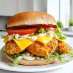 - 2 boneless chicken breasts - 1 cup buttermilk - 1 cup all-purpose flour - 1 tablespoon paprika - 1 teaspoon garlic powder - 1 teaspoon onion powder - 1 teaspoon cayenne pepper (adjust to taste) - Salt and pepper to taste - 2 whole wheat burger buns - 1 cup shredded lettuce - 1 ripe tomato, sliced - 4 slices of cheddar cheese - 2 tablespoons mayonnaise - 1 tablespoon Dijon mustard To make a great crispy chicken sandwich, you need fresh and quality ingredients. Start with boneless chicken breasts. They are easy to cook and stay juicy. Buttermilk helps make the chicken tender. It adds flavor and moisture. For the coating, all-purpose flour is your base. Mix it with spices like paprika, garlic powder, and onion powder. These spices add depth to the flavor. Cayenne pepper gives a nice kick, but you can adjust it to your taste. Don’t forget salt and pepper; they enhance the overall flavor. For toppings, choose whole wheat burger buns for a healthy twist. Shredded lettuce adds crunch. Sliced tomatoes bring freshness. Cheddar cheese melts beautifully on hot chicken. Mayonnaise and Dijon mustard are perfect for adding creaminess and tang. Use these ingredients to create a crispy chicken sandwich that’s not only delicious but also satisfying. Enjoy every bite! Start by placing the boneless chicken breasts in a medium bowl. Pour the buttermilk over the chicken. Make sure the chicken is fully covered. Cover the bowl and refrigerate for at least one hour. For the best taste, marinate overnight. This step helps make the chicken tender and flavorful. In a shallow bowl, mix the all-purpose flour, paprika, garlic powder, onion powder, cayenne pepper, salt, and pepper. Use a whisk to combine the dry ingredients well. This mixture creates a tasty crust for the chicken. After marinating, take the chicken out of the buttermilk. Let the excess liquid drip off. Dredge each chicken breast in the flour mixture. Make sure to coat every part of the chicken. Press gently to help the coating stick. Preheat your air fryer to 400°F (200°C) for about five minutes. This step ensures the chicken cooks evenly. Place the coated chicken breasts in a single layer in the basket. For extra crispiness, spray them lightly with cooking spray. Cook for 12 to 15 minutes, flipping halfway through. The chicken should look golden and crispy. Check that the internal temperature is 165°F (75°C). While the chicken cooks, slice the whole wheat burger buns in half. If you like, toast the buns in a skillet for extra crunch. On the bottom half of each bun, spread mayonnaise and Dijon mustard. Add a crispy chicken breast on top. Layer a slice of cheddar cheese, a handful of shredded lettuce, and a few slices of ripe tomato. Place the top half of the bun on each sandwich. Serve your crispy chicken sandwiches hot for the best flavor. For a nice presentation, use a wooden board or platter. Add a small bowl of pickles or a side of sweet potato fries for a fun touch. To get that perfect crisp on your chicken, preheat your air fryer to 400°F (200°C) for about 5 minutes. This step is key. A hot air fryer helps the chicken cook evenly. It also gives your chicken a golden, crunchy skin. When you coat the chicken, spray a little oil on it. This helps it crisp up even more and adds flavor. Marinate your chicken for at least 1 hour in buttermilk. If you can, let it soak overnight. This makes the chicken juicy and tender. The buttermilk brings out great flavor. It’s a simple step but makes a big difference. Cooking time may change with different air fryer models. Most cook chicken in 12-15 minutes. Flip the chicken halfway for even cooking. Always check the internal temperature. It should reach 165°F (75°C). If your air fryer runs hot, check earlier. If it cooks slower, add a few more minutes. {{image_4}} To make a lighter version of this crispy chicken sandwich, consider these options: - Use skinless chicken breasts. They are lower in fat. - Swap buttermilk for low-fat yogurt. It adds flavor and moisture. - Try using whole wheat flour instead of all-purpose flour. It has more fiber. - For a crunchy coating, consider crushed cornflakes or panko breadcrumbs. They add crispiness with fewer calories. You can change the flavor of your crispy chicken sandwich easily. Here are some ideas: - Add Italian herbs like oregano or basil to the coating mix. - Use smoked paprika for a different taste. - Try using curry powder for a spicy kick. - Add some lemon zest to brighten the flavor profile. - Mix in a touch of honey for a sweet twist. Want to add some fun toppings or make it vegetarian? Here are some suggestions: - Swap the chicken for a thick slice of eggplant or portobello mushroom. Grill or air fry them for a great alternative. - Use avocado slices for creaminess instead of cheese. - Add spicy jalapeños for heat. - Try coleslaw instead of lettuce for crunch and zing. - Serve with sweet potato fries or a salad on the side for a light meal. To store leftovers, let the sandwich cool. Wrap it in foil or plastic wrap. Place it in the fridge. You can keep it for up to three days. When you want to eat it, reheat in the air fryer. Set the air fryer to 350°F (175°C) for about 5-8 minutes. This helps keep the chicken crispy. You can freeze leftover chicken for later use. First, let the chicken cool completely. Wrap each piece tightly in plastic wrap. Then, place them in a freezer bag. Squeeze out as much air as you can before sealing. The chicken can last up to three months in the freezer. When ready to eat, thaw it in the fridge overnight before reheating. The sandwich components each have a different shelf life. The cooked chicken lasts about three days in the fridge. The burger buns stay fresh for about a week if stored properly. Keep them in a cool, dry place. Lettuce and tomatoes are best when eaten fresh. Use them within two days for the best taste. You can use milk with lemon juice or vinegar. These options will give you a similar tangy flavor. Another choice is yogurt mixed with water. This mix will tenderize the chicken well. Just let the chicken soak for an hour or more. Yes, chicken thighs work great! They are juicier and offer more flavor. Just remember to adjust the cooking time. Thighs may take a few extra minutes to cook through. Aim for the same internal temperature of 165°F. To make it gluten-free, swap all-purpose flour for almond flour or gluten-free flour blends. Ensure your buns are gluten-free too. Many brands offer tasty gluten-free burger buns. Check the labels to find good options. The safe internal temperature for chicken is 165°F. This ensures the chicken is fully cooked and safe to eat. Use a meat thermometer to check the thickest part of the chicken. This step is very important for food safety. You can prep the chicken and coating in advance. Marinate the chicken and coat it the night before. Store it in the fridge until you are ready to cook. Assemble the sandwich just before serving for the best taste and crunch. This blog post covered how to make a tasty crispy chicken sandwich. You learned about key ingredients, including boneless chicken and buttermilk. We discussed marinating, coating, and cooking your chicken for the best taste. Tips helped you achieve perfect crispiness. I shared easy variations for healthy options and storage ideas for leftovers. Enjoy crafting your sandwich masterpiece and don't hesitate to experiment!