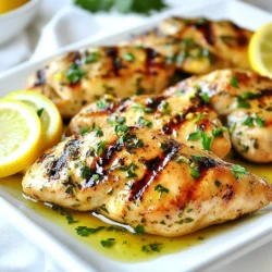- 4 boneless, skinless chicken breasts - 1/4 cup extra virgin olive oil - Juice of 2 large juicy lemons - Zest of 1 lemon - 4 cloves garlic, finely minced - 2 teaspoons dried oregano - 1 teaspoon sea salt - 1/2 teaspoon freshly cracked black pepper - 1/4 teaspoon red pepper flakes (optional) - Fresh parsley, finely chopped (for garnish) Using fresh ingredients makes a big difference. Fresh chicken tastes better and is juicier. Fresh lemons give a bright, zesty flavor. Garlic, herbs, and spices should be fresh too. They add more aroma and taste. When you use fresh items, your dish will shine. It elevates the meal and impresses everyone at the table. For olive oil, I recommend brands like Colavita or Pompeian. They have great flavor and quality. When it comes to spices, look for McCormick or Simply Organic. These brands ensure you get fresh and tasty spices. Quality ingredients lead to the best flavors in your Greek lemon chicken. {{ingredient_image_2}} To make the marinade, start with a big bowl. Combine these ingredients: - 1/4 cup extra virgin olive oil - Juice of 2 large lemons - Zest of 1 lemon - 4 minced garlic cloves - 2 teaspoons dried oregano - 1 teaspoon sea salt - 1/2 teaspoon black pepper - 1/4 teaspoon red pepper flakes (optional) Whisk everything together until mixed well. The smell should be fresh and zesty. Next, add the chicken breasts to the marinade. Make sure each piece gets coated. Cover the bowl tightly with plastic wrap. Place it in the fridge. Let it sit for at least 30 minutes. For the best taste, two hours is better. This step is key for flavor. When marinating is done, preheat your grill or grill pan to medium-high. Take the chicken out of the marinade. Allow excess marinade to drip off. Discard the leftover marinade to keep things safe. Place the chicken on the hot grill. Cook for 6-8 minutes on one side. Flip the chicken and grill for another 6-8 minutes. Use a meat thermometer to check that it reaches 165°F (75°C). The chicken should look golden brown. Once done, move the chicken to a plate. Let it rest for about 5 minutes. This helps keep the juices in. Before serving, sprinkle with fresh parsley for a touch of color and taste. Enjoy your Greek lemon chicken! Marinating chicken is key to great flavor. Use a large bowl for mixing. Combine olive oil, lemon juice, zest, garlic, oregano, salt, and pepper. Whisk until blended. Make sure you coat the chicken well. Cover the bowl and chill it in the fridge. Marinate for at least 30 minutes, but two hours gives the best taste. This helps the chicken soak up the lemon and garlic flavors. To get those perfect grill marks, preheat your grill to medium-high. Make sure the grill grates are clean and oiled. Place the marinated chicken directly onto the grill. Do not move the chicken for the first 6-8 minutes. This allows those nice grill lines to form. After that time, flip the chicken and grill for another 6-8 minutes. Check the temperature to ensure it reaches 165°F (75°C). Resting your chicken is essential for juiciness. Once grilled, place the chicken on a plate. Let it sit for about 5 minutes. This helps the juices redistribute throughout the meat. Cutting too soon can lead to dry chicken. Enjoy the flavor and tenderness that comes from this simple step. Pro Tips Marinate Longer for Flavor: For the best taste, marinate the chicken for at least 2 hours or overnight. This allows the flavors to penetrate deeply into the meat. Use a Meat Thermometer: To ensure perfectly cooked chicken, use a meat thermometer to check the internal temperature. It should reach 165°F (75°C) for safe consumption. Let it Rest: After grilling, allow the chicken to rest for about 5 minutes. This helps the juices redistribute, keeping the chicken moist and flavorful. Garnish for a Pop of Color: Finish your dish with freshly chopped parsley for an appealing presentation and a fresh flavor boost that complements the lemony chicken. {{image_4}} You can cook Greek lemon chicken in the oven if you prefer. Preheat your oven to 400°F (200°C). Place marinated chicken breasts in a baking dish. Bake for 25-30 minutes or until the chicken reaches 165°F (75°C). This method keeps the chicken juicy and tender. Cover the dish with foil for the first 15 minutes to lock in moisture. Feel free to get creative with flavors. You can add fresh herbs like thyme or rosemary for a different taste. A pinch of cumin or paprika adds warmth. If you love spice, add more red pepper flakes. You can also try lemon pepper seasoning for an extra citrus kick. Each change brings a unique twist to the dish. Pair your Greek lemon chicken with a refreshing Greek salad. A side of roasted vegetables or rice works well too. You can also serve it with warm pita bread and tzatziki sauce. For a drink, a chilled glass of white wine or lemonade complements the meal nicely. These pairings enhance the meal, making it a true Mediterranean delight. To keep your leftover Greek lemon chicken fresh, let it cool completely. Place it in an airtight container. Make sure to store it in the fridge. It will stay good for about three to four days. If you’re not going to eat it soon, freezing is a great option. When you want to eat the leftover chicken, take it out of the fridge. You can reheat it in the oven or a skillet. For the oven, preheat to 350°F (175°C). Place the chicken in a baking dish and cover it with foil. Heat for about 15-20 minutes until warm. If using a skillet, add a bit of oil and warm it on medium heat for about five minutes. If you choose to freeze the chicken, wrap each piece tightly in plastic wrap. Then, place them in a freezer bag. Remove as much air as possible. The chicken can stay frozen for up to three months. When ready to eat, thaw it in the fridge overnight before reheating. This keeps the chicken juicy and tasty. You can serve Greek Lemon Chicken with many tasty sides. A vibrant Greek salad makes a great choice. It adds fresh flavors with cucumbers, tomatoes, feta cheese, and olives. Grilled vegetables also work well; try zucchini, bell peppers, or asparagus. For something heartier, serve it with rice or quinoa. You can also pair the chicken with warm pita bread for a fun texture. Greek Lemon Chicken lasts about 3 to 4 days in the fridge. Make sure to store it in an airtight container. This keeps the chicken fresh and tasty. If you want it to last longer, consider freezing it. When storing, let it cool first. This helps keep the chicken juicy when you heat it later. Marinating for at least 30 minutes is good. It lets the flavors soak into the chicken. However, marinating for up to 2 hours gives the best taste. The longer you let it sit, the more intense the flavor becomes. Just avoid marinating for too long, as it can make the chicken mushy. Greek Lemon Chicken comes from the rich culinary traditions of Greece. It features bright flavors that highlight the use of lemon and olive oil. These ingredients are staples in Greek cooking. The dish reflects the Mediterranean lifestyle, focusing on fresh, healthy foods. It is often served at family meals and special occasions, celebrating the joy of sharing good food. You learned how fresh ingredients make a big difference in flavor. I shared step-by-step tips for marinating and grilling chicken to perfection. Proper techniques create juicy, flavorful results. You also discovered various cooking methods and tasty variations to try. Storing and reheating leftovers is easy with my tips. In conclusion, use these insights to enhance your meals. Enjoy experimenting in the kitchen, and have fun with Greek Lemon Chicken. It's a dish that is sure to impress!