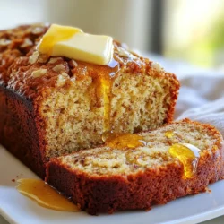 To make this delightful brown butter banana bread, gather these simple ingredients: - 1/2 cup (1 stick) unsalted butter - 3 ripe bananas, thoroughly mashed - 1/2 cup packed brown sugar - 1/4 cup granulated sugar - 2 large eggs, at room temperature - 1 teaspoon pure vanilla extract - 1 teaspoon baking soda - 1/2 teaspoon fine sea salt - 1 1/2 cups all-purpose flour - 1/2 cup chopped walnuts or pecans (optional) - 1/2 teaspoon ground cinnamon - 1/4 teaspoon ground nutmeg Ripe bananas are key to great banana bread. They should be yellow with brown spots. This shows they are sweet and soft. The natural sugars in ripe bananas make the bread moist and flavorful. The more ripe the bananas, the better! If they are too firm, your bread may taste bland and dry. You can add nuts to your banana bread for a nice crunch. Walnuts and pecans work well. They add flavor and texture. If you prefer a nut-free option, leave them out. You can also try chocolate chips or dried fruit for a tasty twist. Mix and match to find your favorite! {{ingredient_image_2}} First, preheat your oven to 350°F (175°C). This step is key to get the bread baked just right. While it heats, grab a 9x5-inch loaf pan. You can grease it with butter or line it with parchment paper. This will help the bread come out easily later. To brown butter, melt your unsalted butter in a medium saucepan over medium heat. Stir it often. As it melts, watch it closely. After about 5-7 minutes, it will turn a rich golden brown. This is when it gives off a nutty smell. Be careful not to burn it. Once browned, take it off the heat and let it cool for about 5 minutes. In a big bowl, mash your ripe bananas. You’ll want them to be very smooth. Add both the brown sugar and granulated sugar to the bananas. Mix well until everything is smooth and blended. Next, crack the eggs into the bowl. Add the vanilla extract, and whisk until combined. Now, carefully pour in your slightly cooled brown butter. Mix until everything is well combined. In another bowl, whisk together the flour, baking soda, salt, cinnamon, and nutmeg. Slowly add this dry mixture to the banana batter. Gently fold them together until just combined. Be careful not to overmix. This keeps your bread fluffy. If you want to add nuts, gently fold them in now without overmixing. To keep your banana bread light, avoid overmixing the batter. When you combine the dry and wet ingredients, mix just until you see no flour. This helps keep air in the batter, making it fluffy. If you stir too much, your bread can turn out dense and heavy. Remember: less is more when mixing! Browning butter adds a wonderful nutty flavor to your banana bread. Start by melting the butter over medium heat in a saucepan. Stir it often and watch closely. Once it turns golden brown and smells nutty, remove it from the heat. Let it cool for about five minutes before adding it to the batter. This step is key for rich taste! Serving your banana bread nicely makes it even more appealing. Slice it while it’s warm, but not too hot. A pat of butter on each slice adds richness. You can also drizzle honey on top for extra sweetness. Dusting a little cinnamon can give it a charming look and flavor boost. Your guests will love how it looks and tastes! Pro Tips Brown Butter Perfection: Make sure to keep an eye on the butter while it's browning. The process can go from perfect to burnt quickly, so stir often and remove it from the heat as soon as it reaches a golden brown color. Banana Ripeness: For the best flavor and sweetness, use overripe bananas with brown spots. The riper the bananas, the sweeter and more flavorful your banana bread will be. Don't Overmix: When combining the dry and wet ingredients, mix until just combined. Overmixing can lead to dense bread, so be gentle to maintain a light and fluffy texture. Cooling Is Key: Allow the banana bread to cool in the pan for about 10 minutes before transferring it to a wire rack. This helps it set properly and prevents it from becoming soggy. {{image_4}} You can make this banana bread gluten-free. Use a 1:1 gluten-free flour blend. This swap keeps the texture light. Make sure the blend has xanthan gum. It helps with binding and structure. Follow the same steps in the recipe. You will enjoy a tasty loaf without gluten. If you love chocolate, add chocolate chips. Use semi-sweet or dark chocolate chips. Fold in about 1 cup of chips after mixing the dry ingredients. This will create a rich, sweet flavor. The chocolate pairs well with the brown butter. Each bite will be a treat for chocolate lovers! You can also make this bread vegan. Replace the eggs with flax eggs. Mix 1 tablespoon of flaxseed meal with 2.5 tablespoons of water. Let it sit for 5 minutes to thicken. For butter, use coconut oil or vegan butter. This way, you keep the rich flavor. Your vegan friends will love this moist banana bread! After you enjoy your brown butter banana bread, store any leftovers properly. Place the cooled bread in an airtight container or wrap it tightly in plastic wrap. This keeps the bread fresh and moist. Store it at room temperature for up to three days. Avoid leaving it out in the open, as it can dry out quickly. If you want to save some for later, freezing is a great option. First, let the bread cool completely. Then, slice it into pieces if you prefer individual servings. Wrap each slice in plastic wrap and then place them in a freezer bag. Push out as much air as you can before sealing. You can freeze the bread for up to three months. When you’re ready to eat, just thaw it in the fridge overnight. To enjoy the warm taste of freshly baked banana bread, reheat it properly. You can use a microwave or an oven. For the microwave, place a slice on a plate and heat it for about 15-20 seconds. For the oven, preheat it to 350°F (175°C) and warm the bread for about 10 minutes. Both methods keep the bread moist and flavorful. Enjoy your delicious treat! Yes, you can use frozen bananas! Just thaw them first. Frozen bananas become very soft, which makes them easy to mash. They may also add extra moisture to your bread, making it even more delicious. Remember to drain any excess liquid after thawing. Banana bread can be dense for a few reasons. One common reason is overmixing the batter. When you mix too much, it develops gluten, which makes the bread heavy. Another reason could be too many bananas or not enough flour. Always measure your ingredients carefully for the best results. To check if your banana bread is done, insert a toothpick into the center. If it comes out clean or with a few moist crumbs, your bread is ready. If it has wet batter on it, let it bake a little longer. Keep an eye on it to avoid overbaking! This blog post covered many aspects of making brown butter banana bread. You learned about key ingredients, with ripe bananas making a big difference. The step-by-step guide shows you how to brown butter and mix it all together. I shared tips to keep your bread fluffy and present it well. You can also explore sweet variations and how to store leftovers. Remember, each step matters in creating the perfect loaf. Enjoy this delicious treat, and don’t forget to share it with friends!