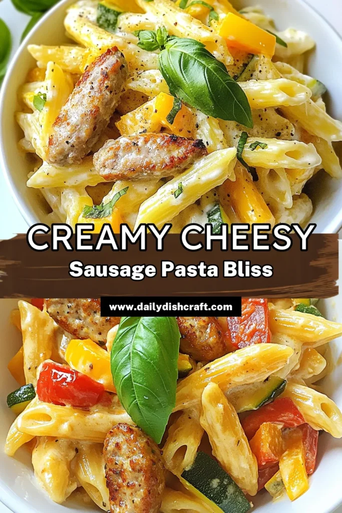 Indulge in this Cheesy Chicken Sausage Pasta, a deliciously creamy one-pot pasta recipe that’s perfect for quick dinner ideas! Made with flavorful chicken sausage, vibrant vegetables, and creamy Parmesan, this dish is not only satisfying but also simple to prepare. In just 30 minutes, you can enjoy a comforting meal everyone will love. Save this recipe for your next family dinner! #OnePotPastaRecipes #CreamyPastaDishes #ChickenSausageRecipes #QuickDinnerIdeas