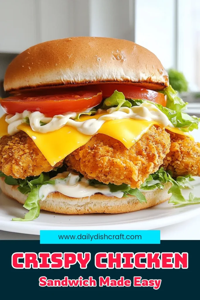 Savor the ultimate Crispy Chicken Sandwich Delight with this mouthwatering recipe! Discover how to marinate juicy chicken in buttermilk, coat it with a flavorful blend of spices, and air fry it to perfection. Layer it with cheddar cheese, fresh lettuce, and ripe tomato on whole wheat buns for a delectable meal. Click to explore this easy recipe and impress your family with a homemade favorite! #CrispyChicken #SandwichRecipe #AirFryer #ComfortFood