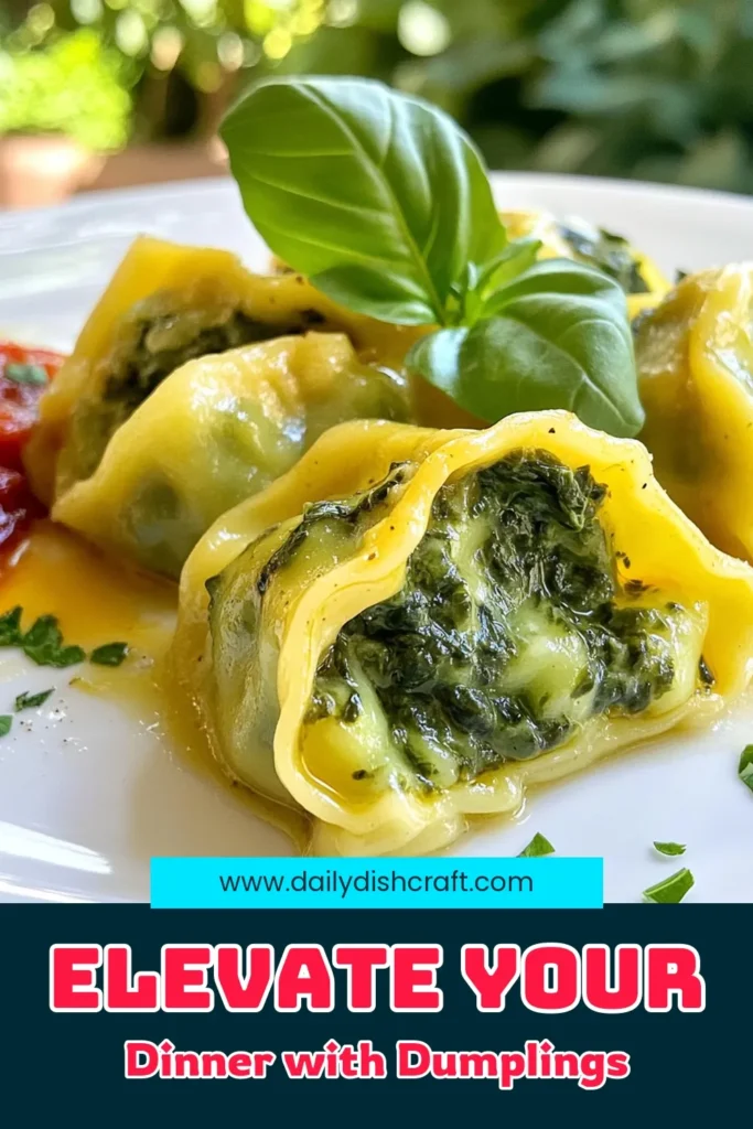 Discover the joy of homemade spinach ricotta dumplings with this easy Italian dumplings recipe! Made with fresh spinach and creamy ricotta cheese, these delicious dumplings are perfect for dinner. Serve them with warm marinara sauce for a mouthwatering experience. Whether you're a seasoned cook or a beginner, this recipe will delight your taste buds. Save your favorite ricotta cheese recipes and try these savory dumplings today! #SpinachRicottaDumplings #HomemadeDumplingsRecipe #ItalianDumplingsWithSpinach #MarinaraSauceDumplings