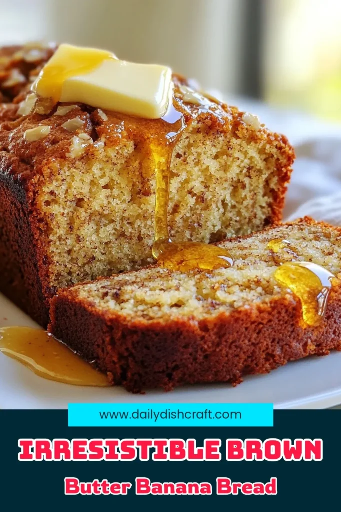 Indulge in this irresistible brown butter banana bread, an easy banana bread recipe that's sure to impress! Moist banana bread with rich flavors and optional nuts make it a perfect treat. Follow this homemade banana bread recipe for a delightful bake that your family will love. Perfect for breakfast or a snack, don’t forget to save this for later! #BrownButterBananaBread #EasyBananaBreadRecipe #MoistBananaBread #BananaBreadWithNuts