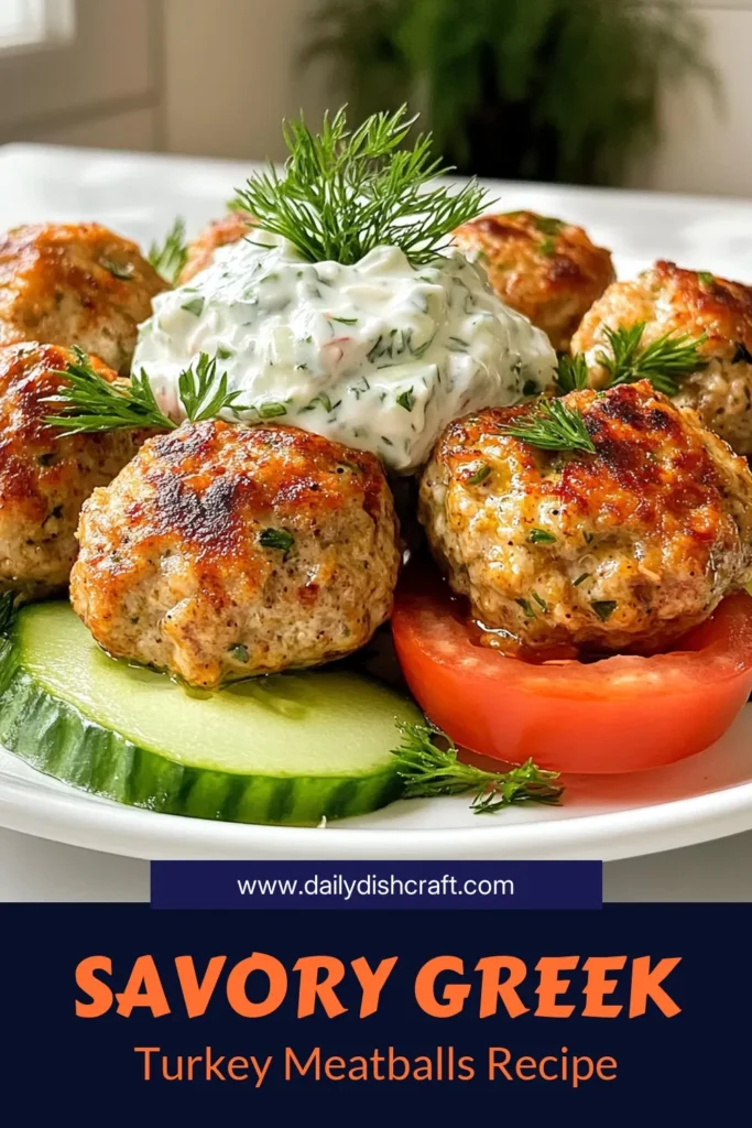 Discover a deliciously healthy twist on traditional flavors with these Mediterranean turkey meatballs! This easy Greek meatball recipe features ground turkey, whole wheat breadcrumbs, and herbs for a tasty, nutritious meal. Serve with tzatziki sauce for the perfect complement, making it an ideal easy meatball dinner. Try this quick recipe for a family favorite that everyone will love. Save it for later and start cooking! #MediterraneanTurkeyMeatballs #HealthyTurkeyMeatballs #GreekMeatballRecipe #EasyMeatballDinner