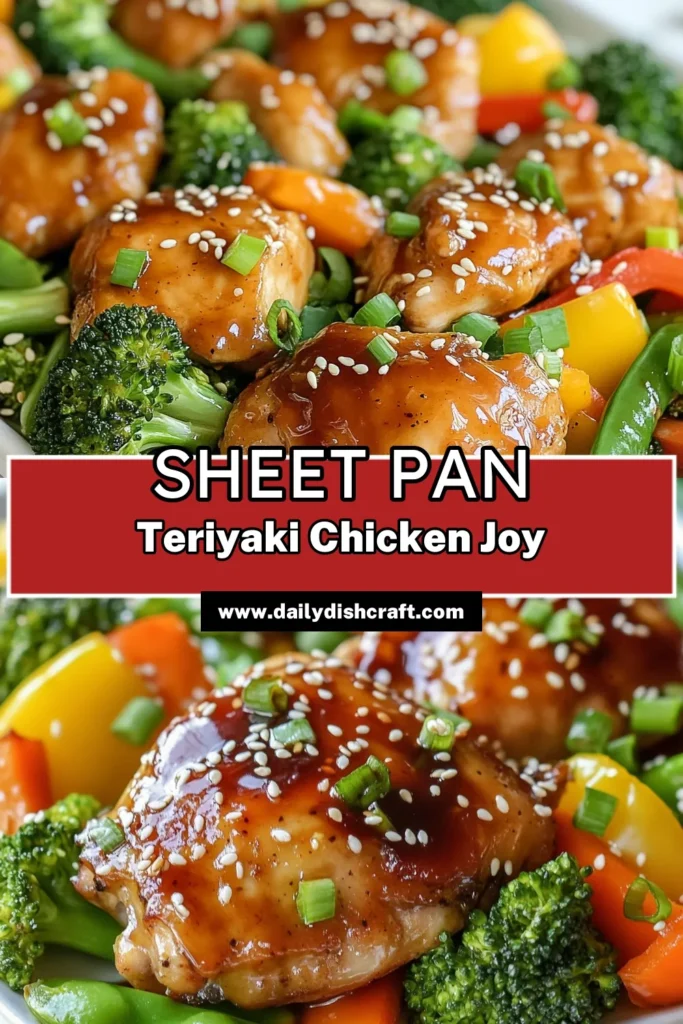 Looking for a delicious teriyaki chicken recipe? This Sheet Pan Teriyaki Chicken and Veggies is a simple and healthy chicken thigh recipe that’s perfect for busy nights. With an easy teriyaki sauce made from scratch, this one pan chicken and vegetables dish is packed with flavor and nutrients. Enjoy a complete meal from your oven in just 40 minutes! Save this recipe for your next family dinner. #TeriyakiChicken #SheetPanDinner #HealthyRecipes #EasyDinnerIdeas